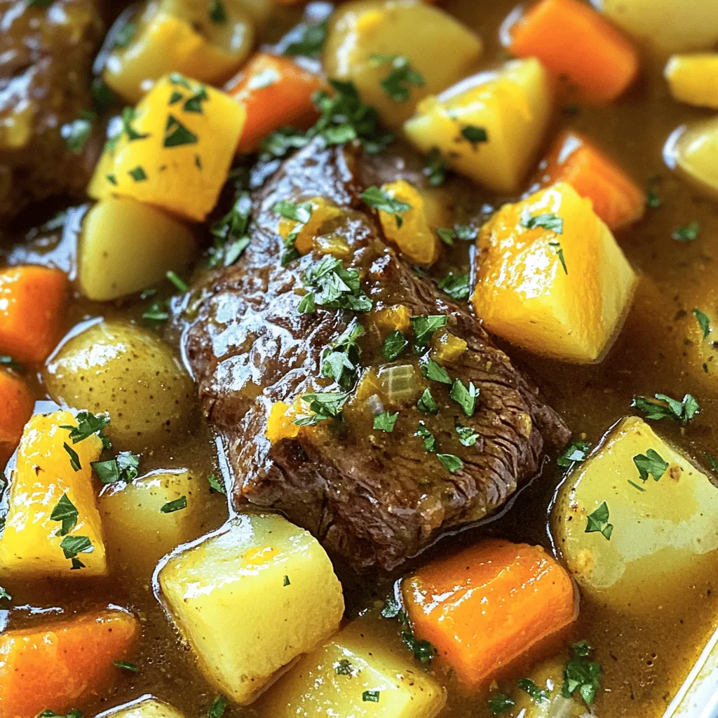 This savory citrus herb pot roast is a simple yet tasty meal for any night. It combines beef, fresh herbs, and veggies for a rich flavor. The dish cooks low and slow, making the meat tender and juicy. You can find the full recipe above.