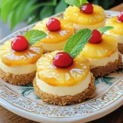 - 1 cup crushed graham crackers - 1/4 cup granulated sugar - 1/2 teaspoon ground cinnamon - 1/4 cup unsalted butter, melted - 8 oz cream cheese, softened - 1/2 cup powdered sugar - 1 teaspoon vanilla extract - 1 cup heavy whipping cream - 1 can (8 oz) pineapple slices, drained