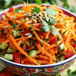 - 4 large carrots - 1 small red bell pepper - 1 cup cucumber - ¼ cup fresh cilantro