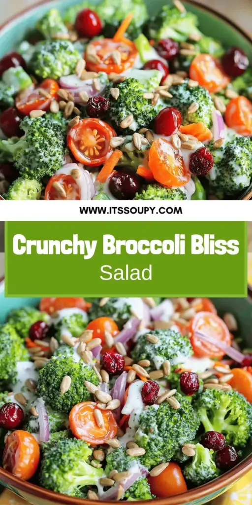 Looking for a fresh and tasty salad that packs a flavor punch? This broccoli salad with creamy dressing is your answer! Filled with vibrant broccoli, cherry tomatoes, and crunchy carrots, it's drizzled with a rich, tangy dressing that's sure to impress. Perfect for any occasion, it's a delightful dish that everyone will love. Dive into the full recipe now and elevate your salad game to a whole new level of deliciousness!