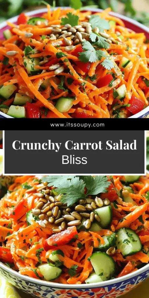 Looking for a fresh and healthy side dish? Try this vibrant raw carrot salad bursting with flavor! Made with sweet carrots, crunchy cucumber, and zesty cilantro, it's dressed in a creamy tahini dressing for a delicious twist. Perfect for any meal, it's easy to prepare and packed with nutrients. Click through to discover the full recipe and enjoy a colorful, nutritious delight that's sure to impress!
