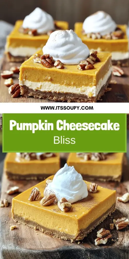 Satisfy your sweet tooth with these easy Pumpkin Cheesecake Bars, the perfect fall dessert! With a creamy pumpkin filling on a buttery graham cracker crust, this delicious recipe is designed for everyone, from beginner bakers to seasoned pros. Follow our step-by-step guide to create these irresistible treats that will wow your friends and family. Click through to explore the complete recipe and bring this delightful dessert to your table!