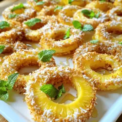 To make fried pineapple with coconut crust, gather these ingredients: