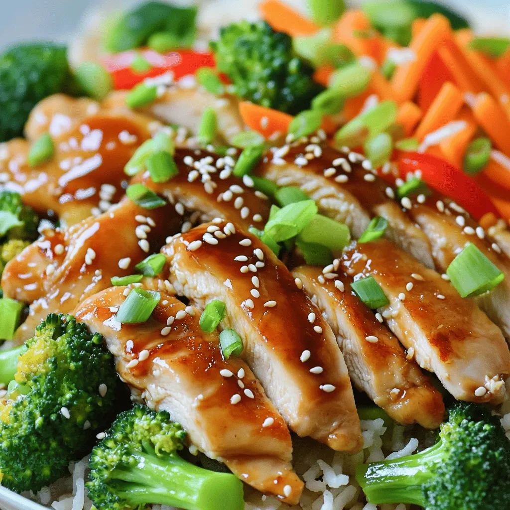 To make this meal prep easy, gather these ingredients: - 1 lb (450g) boneless, skinless chicken thighs - 1 cup teriyaki sauce (store-bought or homemade) - 2 tablespoons olive oil - 2 cups broccoli florets - 1 red bell pepper, sliced - 1 cup carrots, julienned - 2 cups cooked jasmine rice (or brown rice for a healthier option) These ingredients create a tasty and balanced dish. The chicken thighs absorb the teriyaki sauce well, giving you great flavor. The veggies add color and crunch. You can enhance your meal with these optional garnishes: - 1 teaspoon sesame seeds - 2 green onions, finely chopped (for garnish) - Salt and pepper to taste These garnishes add texture and brightness to the dish. You can adjust them based on your taste. This meal prep is not only delicious but also nutritious. Here’s a quick look at the nutritional benefits: - Calories: Approximately 450 per serving - Protein: High protein from chicken - Vegetables: Broccoli, bell peppers, and carrots provide vitamins and minerals - Carbohydrates: Rice offers energy-boosting carbs By using brown rice instead of jasmine rice, you increase fiber content. This meal helps keep you full and satisfied. For the full recipe, check out the Easy Teriyaki Chicken Meal Prep. Start with the chicken thighs. Place them in a large bowl. Pour in the teriyaki sauce. Mix well to coat each piece. Cover the bowl and chill it in the fridge. Let it marinate for at least 30 minutes. If you have time, an hour works best. This step makes the chicken tasty and juicy. Heat a large skillet over medium-high heat. Add the olive oil and let it warm up. Take the marinated chicken from the fridge. Place the thighs in the hot skillet. Save the leftover marinade for later. Cook the chicken for about 5-7 minutes on each side. Look for a golden brown color. Check the internal temperature. It should reach 165°F (75°C). Once done, remove the chicken and let it rest for a few minutes. Then slice it into bite-sized pieces. While the chicken rests, prepare the veggies. Wash the broccoli, red bell pepper, and carrots. Cut them as needed and set aside. Now, in the same skillet, add the broccoli, bell pepper, and carrots. Stir-fry these for about 4-5 minutes. Aim for a tender-crisp texture. Season with a pinch of salt and pepper. Next, pour in the reserved teriyaki marinade. Let it simmer for 2-3 minutes until it thickens. Now, it's time to assemble your meal prep. In each container, scoop some cooked rice. Add the sliced teriyaki chicken on top. Finally, pile on the stir-fried veggies. If you like, drizzle with extra teriyaki sauce. For a nice touch, sprinkle sesame seeds and chopped green onions on top. Seal the containers and store them in the fridge. Enjoy your easy teriyaki chicken meal prep all week long! To save time, prepare all ingredients before cooking. Chop veggies while the chicken marinates. This way, you maximize your time. Use separate containers for each meal. This keeps them fresh and easy to grab. I like to use clear containers. It helps me see what's inside quickly. When it’s time to eat, grab a meal prep container. Use the microwave for quick reheating. Heat for 2-3 minutes on high. Stir halfway through to ensure even heating. If you want it crispy, use an oven or air fryer. Just 5-7 minutes at 375°F (190°C) will do. Many people skip marinating the chicken. Don’t make this mistake! Marinating adds flavor and moisture. Another common mistake is overcooking the vegetables. Stir-fry just until they are tender-crisp. This keeps them bright and tasty. Lastly, don’t forget to taste as you go. Adjust the salt and pepper to your liking. For the full recipe, check out Easy Teriyaki Chicken Meal Prep. {{image_2}} You can switch up the protein in your teriyaki meal prep. Chicken thighs are tasty, but other meats work well too. Try using: - Chicken breasts: Lean and quick to cook. - Pork tenderloin: Juicy and flavorful. - Tofu: Great for a plant-based option. - Shrimp: Cooks fast and adds a nice texture. Each protein absorbs the teriyaki sauce well. This gives you many flavors to explore. If you want to change the veggies, you have options! Many vegetables pair well with teriyaki sauce. Here are some of my favorites: - Snap peas: Add a nice crunch. - Zucchini: Softens nicely when cooked. - Mushrooms: Bring a rich, earthy flavor. - Bell peppers: Use different colors for variety. Feel free to mix and match. Fresh veggies make the dish colorful and healthy. Rice is a classic side for teriyaki chicken, but you can swap it out too. Here are some great alternatives: - Brown rice: Adds fiber and has a nutty flavor. - Quinoa: A protein-rich grain that cooks quickly. - Cauliflower rice: Low-carb and light. - Soba noodles: For a fun twist on the dish. Using different grains or noodles can change the meal's texture and taste. It keeps things fresh and exciting. For the full recipe, check out Easy Teriyaki Chicken Meal Prep 🥢. To keep your teriyaki chicken fresh, use airtight containers. Glass or BPA-free plastic works best. Divide your meal into single servings. This makes it easy to grab and go. Label each container with the date. This helps you track freshness. Store your containers in the fridge right after cooking. Keep your meal away from direct sunlight or heat. You can safely store teriyaki chicken in the fridge for up to four days. After that, the quality may drop. The chicken might become dry or lose its flavor. Always check for off smells or changes in texture before eating. If stored correctly, it should still taste great for a few days. If you want to keep your teriyaki chicken longer, freeze it. Place the chicken and veggies in freezer-safe bags. Remove as much air as possible. This helps prevent freezer burn. You can freeze the meal for up to three months. When you’re ready to eat, thaw it in the fridge overnight. Reheat it in the microwave or on the stove. Enjoy the flavors of your Easy Teriyaki Chicken Meal Prep without any hassle! Yes, you can use chicken breasts. They are leaner than thighs. They may dry out if overcooked. Thighs stay juicy and tender. If you use breasts, cook them carefully. Adjust the cooking time to avoid dryness. Teriyaki chicken pairs well with many sides. Here are some ideas: - Steamed rice (jasmine or brown) - Quinoa for a healthy twist - Mixed green salad for crunch - Stir-fried vegetables for more flavor - Noodles for a fun option These sides add variety and balance to your meal. Most store-bought teriyaki sauces contain soy sauce, which often has gluten. However, you can find gluten-free options. Look for tamari instead of regular soy sauce. If you make your own sauce, you control the ingredients. This way, you can ensure it is gluten-free. This blog post outlined how to make an easy teriyaki chicken meal prep. We started with the key ingredients and discussed optional garnishes. I provided step-by-step instructions on marinating, cooking, and assembling your dish. Tips for effective meal prep were shared, along with variations for protein and vegetable swaps. I also covered best storage practices and answered common questions. With simple steps and useful tips, you can enjoy tasty teriyaki chicken all week. Happy cooking!