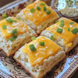 To make savory cheese scones, you need a few key ingredients. Here are the basics: - 2 cups all-purpose flour - 1 tablespoon baking powder - 1/2 teaspoon salt - 1/4 teaspoon black pepper - 1/2 cup cold unsalted butter, cubed - 1 cup shredded sharp cheddar cheese - 1/4 cup grated Parmesan cheese - 2 green onions, finely chopped - 3/4 cup milk Each ingredient plays an important role. The flour provides the base. Baking powder makes the scones rise. Salt and black pepper add flavor. The butter keeps them tender. Cheese gives them a rich, savory taste. Green onions add freshness. Want to switch things up? Here are some optional ingredients you can try: - Crumbled feta cheese - Cooked bacon bits - Chopped herbs like thyme or rosemary - Sun-dried tomatoes - Red pepper flakes for a kick These additions can change the flavor and texture. Be creative and see what you like best! When it comes to cheese, the options are endless. Sharp cheddar is a classic choice. It offers great flavor and melts well. Parmesan adds a nice salty touch. Here are some other cheeses you might consider: - Gruyère for a nutty flavor - Gouda for a creamy texture - Blue cheese for a bold taste Choose your cheese based on your taste preferences. Mixing different cheeses can also create a unique flavor profile. For the full recipe, check the details above. Start by gathering your ingredients. You'll need flour, baking powder, salt, black pepper, butter, cheese, green onions, and milk. Preheat your oven to 400°F (200°C). Line a baking sheet with parchment paper. In a large bowl, whisk the flour, baking powder, salt, and pepper together. Next, add the cold, cubed butter. Use your fingers or a pastry cutter to mix the butter into the flour. Aim for a texture like coarse crumbs. Then, stir in the sharp cheddar, Parmesan, and chopped green onions. Make a well in the mix and pour in the milk. Gently stir until combined. Be careful not to over-mix; this keeps your scones light. Now, turn the dough onto a floured surface. Knead it gently a few times until it comes together. Pat or roll the dough into a circle about one inch thick. You can cut the dough into wedges like a pizza or use a round cutter for individual scones. Place these on your prepared baking sheet. Brush the tops with a little milk for a nice golden finish. Bake the scones in your preheated oven for 15 to 20 minutes. Keep an eye on them. They should turn golden brown. To check if they're done, insert a toothpick into the center. If it comes out clean, they are ready. Let the scones cool slightly on a wire rack before serving. Enjoy them warm, perhaps with herb butter or chutney, for a delightful treat. For the full recipe, refer to the earlier section. To make your scones fluffy, start with cold butter. This keeps the butter from melting too fast. When mixing, handle the dough gently. Over-mixing makes them tough. Use your fingers or a pastry cutter to mix. This helps create those lovely flaky layers. Also, make sure your baking powder is fresh. Old baking powder will not help your scones rise. One common mistake is using warm butter. Warm butter leads to flat scones. Another mistake is overworking the dough. Knead just enough to combine the ingredients. If you add too much flour while shaping, your scones may turn out dry. Finally, avoid skipping the milk wash on top. This gives the scones a nice golden color. Always measure your flour correctly. Too much flour can make scones dense. Use the spoon and level method: spoon flour into a cup, then level it off. When adding baking powder, make sure to use a proper measuring spoon. A heaping spoon can add too much leavening. Keep your ingredients at room temperature before mixing, except for the butter. For the full recipe, check the details above. {{image_2}} You can easily mix up this recipe by using different cheeses. Try using mozzarella, feta, or goat cheese. Each cheese brings its own taste. You can also add fresh herbs. Chopped rosemary, thyme, or chives work well. These herbs pack in extra flavor. Just remember, the key is to keep the cheese and herbs balanced. While savory scones are tasty, sweet scones also have their charm. You can swap cheese for ingredients like berries or chocolate chips. For a sweet twist, add honey or maple syrup. A dash of cinnamon can enhance the flavor too. Mixing sweet and savory can make for a fun brunch option. Experiment to see what you like best! Savory cheese scones taste amazing with various fillings. Think of warm soups or savory stews. A rich tomato soup pairs well with these scones. You can also fill your scones with ham or roasted veggies. Serve them with a spread of cream cheese or herb butter. These fillings add a delicious touch. Use the [Full Recipe] to start creating your own savory delights! To keep leftover scones fresh, place them in an airtight container. Make sure they cool down first. Store them at room temperature for up to two days. If you want to keep them longer, use the freezer. To freeze scones, wrap each one tightly in plastic wrap. Then, place them in a freezer-safe bag. Be sure to remove as much air as possible. They can last in the freezer for up to three months. When you want one, just take it out and let it thaw. To reheat scones, preheat your oven to 350°F (175°C). Place the scones on a baking sheet. Heat for about 10-15 minutes, or until warm. This method keeps them fluffy and tasty. You can also microwave them for about 20-30 seconds, but they may lose some crispiness. Enjoy your scones warm for the best flavor! Yes, you can make savory cheese scones ahead of time. I recommend preparing the dough and cutting the scones. Then, place them on a baking sheet and freeze. Once they are firm, transfer them to a bag. They can stay frozen for up to three months. When you want to bake them, preheat your oven and bake straight from the freezer. This keeps them fresh and tasty. Savory cheese scones are perfect with many dishes. You can serve them warm with whipped herb butter. For a twist, try them with chutney or a rich soup. They pair well with salads too. If you want a breakfast option, serve them with eggs and bacon. You can also enjoy them with a cup of tea or coffee. You can tell when scones are done by looking at their color. They should be golden brown on top. You can also do the toothpick test. Insert a toothpick into the center of a scone. If it comes out clean, they are ready. The scones should feel firm but light. Enjoy them warm for the best flavor. Savory cheese scones are a delicious treat you can easily make at home. We explored key ingredients, step-by-step instructions, and helpful tips for perfect scones. You learned about various cheese types and creative variations. Remember to avoid common mistakes to keep your scones fluffy. Store any leftovers properly and enjoy them later. With these ideas, you can bake tasty scones that impress everyone. Dive in, experiment, and enjoy your baking journey!