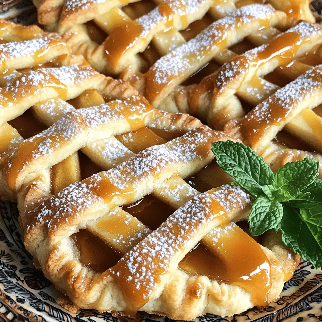 - 1 cup all-purpose flour - 1/2 teaspoon baking powder - 1/4 teaspoon salt - 1/4 cup unsalted butter, softened - 1/4 cup granulated sugar - 1 large egg - 1 teaspoon vanilla extract - 1 medium apple, peeled, cored, and diced - 1 teaspoon cinnamon - 1 tablespoon brown sugar - 1 tablespoon lemon juice - 1/4 cup caramel sauce (for drizzling) - 1 egg wash (1 egg beaten with 1 tablespoon water) - Optional: powdered sugar for dusting Each ingredient plays an important role in making these cookies taste great. The flour gives them structure. The baking powder helps them rise. The salt brings out the sweetness in the cookies. Butter adds a rich flavor and makes them tender. Sugar sweetens the dough and helps it brown. The egg binds everything together. Vanilla adds a nice aroma. The apple filling brings freshness and flavor. Cinnamon enhances the apple taste. Brown sugar adds depth, while lemon juice keeps the apples bright. Caramel sauce gives a sweet drizzle on top, and powdered sugar adds a pretty finish. For the full recipe, follow the instructions to make these easy and tasty apple pie cookies. - Preheat the oven to 350°F (175°C). - Line a baking sheet with parchment paper. Start by whisking together the following ingredients in a bowl: - 1 cup all-purpose flour - 1/2 teaspoon baking powder - 1/4 teaspoon salt In another bowl, cream together: - 1/4 cup unsalted butter, softened - 1/4 cup granulated sugar Mix until light and fluffy. Now, add: - 1 large egg - 1 teaspoon vanilla extract Mix well. Next, combine the dry and wet mixtures until just blended. In a small bowl, toss diced apples with: - 1 teaspoon cinnamon - 1 tablespoon brown sugar - 1 tablespoon lemon juice Let this mixture sit for a few minutes. This allows the flavors to meld. Take a tablespoon of dough and flatten it in your hand. Place a teaspoon of the apple filling in the center. Fold the dough over the filling and pinch the edges to seal. Form a small, round cookie. Repeat until you use all the dough and filling. Place the cookies on the prepared baking sheet. Brush the tops with an egg wash made from: - 1 egg beaten with 1 tablespoon water This gives a golden finish. Bake for 15-20 minutes. Look for a golden brown color. Once baked, cool the cookies on a wire rack. After they cool, drizzle caramel sauce over each cookie. If you like, dust them with powdered sugar for extra sweetness. Enjoy your Perfect Apple Pie Cookies! Using room temperature ingredients is key. It helps the dough mix evenly and rise well. When you cream butter and sugar, it becomes smooth and light. This gives your cookies a better texture. Check for doneness by looking for a golden brown color. The edges should be firm, and the tops lightly browned. If they look pale, they need more time. Trust your eyes, not just the timer. For a cookie platter, arrange the cookies in a circle. Drizzle caramel sauce in a crisscross pattern on top. Add a sprig of mint for a fresh touch. This makes your cookies look as good as they taste. Pairing these cookies with ice cream or coffee enhances the flavor. The warm cookies with cold ice cream create a delightful contrast. A cup of coffee brings out the spices in the cookies. You can add nutmeg or raisins to the filling for a twist. Nutmeg offers warmth, while raisins add a sweet chew. Both options bring more depth to your cookies. Experimenting with different apple varieties keeps the flavor exciting. Try Granny Smith for tartness or Honeycrisp for sweetness. Each apple will change the taste, making each batch unique. Check the [Full Recipe] for more details. {{image_2}} You can switch up the filling to make these cookies exciting. Try using other fruits like pears or peaches. They add a nice twist to the classic apple flavor. You can also make a chocolate chip apple pie cookie. Just mix in some chocolate chips with your apple filling. The sweet chocolate pairs well with the tart apples. If you need gluten-free options, use gluten-free flour substitutes. Almond flour or a gluten-free blend works great. For those who want vegan cookies, try using coconut oil instead of butter. You can also replace the egg with a flaxseed meal mix. Just mix one tablespoon of flaxseed meal with three tablespoons of water. Let it sit for a few minutes to thicken. Adding spices can really elevate the taste of your cookies. Consider using ginger or clove for a warm flavor. You can also infuse the dough with citrus zest, like lemon or orange. This gives your cookies a bright, fresh taste that complements the apples. Experiment with these ideas to create your own unique cookie! For the full recipe, check out the section above. To keep your Perfect Apple Pie Cookies fresh, store them at room temperature. Place them in an airtight container or a resealable bag. This helps keep the cookies soft and tasty. If you stack them, add parchment paper between layers to prevent sticking. Enjoy them within three days for the best flavor. For long-term storage, freezing is your best option. Place the cookies in a single layer on a baking sheet. Freeze them for about an hour until they are firm. Then, transfer them to a freezer-safe bag or container. Remove as much air as you can to avoid freezer burn. When you want to enjoy them, let them thaw at room temperature. If you need them fast, use the microwave for a few seconds. These cookies can stay fresh for about one week at room temperature. If frozen, they will last up to three months. Always check for any signs of spoilage before eating. If they smell odd or look dry, it’s best to toss them. For more tips and the full recipe, check out the earlier sections. You can tell the cookies are done by their color and firmness. Look for a golden brown color on the tops. Gently press the sides; they should feel firm to the touch. If they are soft or pale, give them a few more minutes. Always trust your eyes and hands. Yes, you can use store-bought pie filling. It saves time and is easy to use. However, homemade filling allows you to control the flavors and sweetness. Store-bought can also be thicker and more sugary. Weigh the pros and cons based on your time and taste. Choose sweet apples for the best flavor. I recommend using Fuji, Honeycrisp, or Granny Smith apples. Fuji apples add sweetness, while Granny Smith gives a nice tartness. Mixing different types can create a great taste. Experiment to find your favorite blend. Yes, you can make these cookies ahead of time. Prepare the dough and filling, then store them separately in the fridge. You can assemble and bake the cookies when you are ready. Baked cookies can also be stored in an airtight container for a few days. To keep cookies from getting soggy, control moisture. Make sure to drain any excess liquid from the apple filling. Bake the cookies until they are golden brown. Also, store them in a cool, dry place. These tips will help keep your cookies crisp and delicious. In this blog post, we covered how to make delicious apple pie cookies. You learned the ingredients you need and the simple steps to create them. We also shared tips for baking, serving, and storing your treats. Lastly, we discussed variations and FAQs to help you along the way. I hope you feel inspired to bake your own apple pie cookies. They are fun to make and taste amazing! Enjoy every bite of your creation.