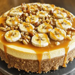 To make the best banana caramel nut cheesecake, you will need the following ingredients: - 1 ½ cups graham cracker crumbs - ½ cup unsalted butter, melted - 2 cups cream cheese, softened - 1 cup granulated sugar - 2 large eggs - 2 ripe bananas, mashed - 1 teaspoon vanilla extract - 1 cup sour cream - ½ cup caramel sauce (store-bought or homemade) - 1 cup mixed nuts (walnuts, pecans, and hazelnuts), roughly chopped - ¼ teaspoon salt - Optional: additional caramel sauce and banana slices for topping Using ripe bananas gives the cheesecake a natural sweetness. For the crust, choose high-quality graham crackers for a rich flavor. Make sure your cream cheese is at room temperature for a smooth filling. The mixed nuts add a crunchy texture, balancing the creamy cheesecake. If you want more flavor, try using homemade caramel sauce. First, preheat your oven to 325°F (160°C). While it heats, grab a 9-inch springform pan. Grease it lightly with butter. In a bowl, mix 1 ½ cups of graham cracker crumbs, ½ cup of melted unsalted butter, and 2 tablespoons of granulated sugar. Combine until it looks like wet sand. Press the mixture firmly into the bottom of the pan. Bake this for 10 minutes. Let it cool while you make the filling. In a large bowl, beat 2 cups of softened cream cheese with 1 cup of sugar using an electric mixer. Mix until it’s smooth and creamy. Next, add in 2 mashed ripe bananas, 1 teaspoon of vanilla extract, and ¼ teaspoon of salt. Blend until smooth. With the mixer on low, add 2 large eggs one at a time. Make sure each egg is fully mixed before adding the next one. Lastly, mix in 1 cup of sour cream until everything is smooth. Now, layer your ingredients. Drizzle half of the ½ cup of caramel sauce over the cooled crust. Sprinkle half of the 1 cup of chopped mixed nuts on top. Pour the cheesecake mixture over this layer. Spread it evenly with a spatula. Bake your cheesecake for 40 to 45 minutes. The edges should set, but the center can still jiggle slightly. Once done, turn off the oven and crack the door open. Let it cool in the oven for about an hour. After that, refrigerate it for at least 4 hours, but overnight is best. This helps the flavors meld perfectly. For the full recipe, you can refer to the section above. To make a creamy cheesecake, start with room temperature cream cheese. Cold cream cheese is hard to mix. It leads to lumps in your filling. Let the cream cheese sit out for about an hour before you start. When you beat the cream cheese, use an electric mixer. Mix on medium speed. This helps create a fluffy texture. Be sure to scrape down the sides of the bowl. That way, all the cream cheese gets mixed well. A good bake is key to a great cheesecake. First, set your oven to 325°F (160°C). This temperature helps the cheesecake cook evenly. Consider using a water bath. Wrap the outside of your springform pan with foil to prevent leaks. Place the pan in a larger pan filled with water. This method keeps the heat gentle and helps the cheesecake bake without cracking. A lovely presentation makes your cheesecake shine. After chilling, slice it into wedges. Serve on nice dessert plates. For a beautiful touch, drizzle extra caramel sauce on each slice. Then, sprinkle chopped nuts for added crunch. To impress your guests, add banana slices on top. This not only looks good but also adds flavor. Remember, you can find the Full Recipe above for all the steps! {{image_2}} You can change up the flavors in this cheesecake by using different fruits. If you like strawberries, they can add a fresh taste. Raspberries also work well for a tart touch. Simply replace the bananas with your fruit of choice. For nuts, feel free to get creative. Walnuts, pecans, or hazelnuts are great choices. You can also mix different nuts for added texture. Just chop them coarsely and sprinkle them into the layers. If you want a gluten-free cheesecake, use gluten-free graham crackers for the crust. You can also make a nut-based crust with almonds or cashews. For a vegan version, swap out the cream cheese for a plant-based option. Use silken tofu blended with a bit of lemon juice for a creamy texture. If you're watching your sugar intake, try using a natural sweetener like stevia or monk fruit. Adjust the amount to taste, as these can be sweeter than regular sugar. For the full recipe, check the main article to get the best guidance. To keep your banana caramel nut cheesecake fresh, refrigerate it. Wrap the cheesecake tightly with plastic wrap. You can also place it in an airtight container. This will help keep it moist and tasty. The cheesecake stays fresh for about five days in the fridge. If you want to keep it longer, freeze it. Wrap slices in plastic wrap, then place them in a freezer-safe bag. The cheesecake can last up to three months in the freezer. If you freeze the cheesecake, it needs to thaw before you eat it. Place it in the fridge overnight to defrost slowly. This keeps the texture nice. After thawing, if the texture seems a bit off, you can refresh it. Let it sit at room temperature for about 30 minutes before serving. This will help bring back its creamy feel. Enjoy your cheesecake as if it were fresh! For the full recipe, check out the details above. Yes, you can make this cheesecake ahead of time. I often prepare it one day before serving. This helps the flavors blend well. To store it, cover the cheesecake with plastic wrap. Keep it in the fridge until you are ready to serve. This gives you more time to relax and enjoy your guests. If you need a dairy-free option, try using vegan cream cheese. You can also use silken tofu blended until smooth. Another great option is cashew cream. Soak cashews in water, then blend them until creamy. Each choice will change the flavor a bit, but they work well. To check if the cheesecake is done, look for a slight jiggle in the center. The edges should be set, but the middle will still move a little. You can use a toothpick to test. If it comes out clean, your cheesecake is ready. Avoid overbaking to keep it from cracking. Yes, you can use many types of crusts. Instead of graham crackers, try using crushed Oreos or vanilla wafers. You could also make a nut crust using almonds or pecans. Just ensure the crust is firm enough to hold the filling. Each crust adds a unique flavor to your cheesecake. In this blog post, we covered all you need to make a delicious cheesecake. We detailed the ingredients, offered easy step-by-step instructions, and shared tips for the perfect bake. Remember to choose quality ingredients for the best flavor. Don't forget the variations and storage tips to keep your treats fresh. With these tools, you can impress guests or enjoy a tasty dessert yourself. Happy baking!