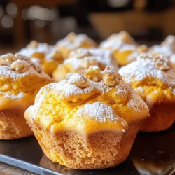 - 1 cup canned pumpkin puree - 1/2 cup unsweetened applesauce - 1/2 cup brown sugar or sweetener equivalent - 1/4 cup honey - 2 large eggs - 1 teaspoon vanilla extract - 1 1/2 cups whole wheat flour - 1 teaspoon baking powder - 1 teaspoon baking soda - 1 teaspoon ground cinnamon - 1/2 teaspoon ground nutmeg - 1/2 teaspoon salt - 1/4 cup chopped walnuts (optional) Every ingredient plays a key role in making these muffins soft and tasty. Canned pumpkin puree gives the muffins moisture and a lovely texture. Unsweetened applesauce keeps the mix light and adds natural sweetness. Brown sugar or a sweetener equivalent adds depth. Honey brings a hint of floral notes. The eggs act as a binder and help the muffins rise. Vanilla extract adds warmth and flavor. Whole wheat flour gives the muffins a hearty feel. Baking powder and baking soda provide lift. Ground cinnamon and nutmeg add warmth and spice. Salt balances the sweetness. If you like a bit of crunch, you can toss in walnuts. They add a nice contrast to the soft muffins. Each muffin has about 100 calories. They are only 2 points each for weight loss plans. These muffins are a guilt-free treat that fits well into a healthy diet. Enjoy them as a snack or a quick breakfast! First, you need to preheat your oven to 350°F (175°C). This step is key for even baking. While the oven heats, prepare your muffin tin. You can line it with paper liners or grease it lightly with oil. This helps the muffins come out easily later. Next, grab a large mixing bowl. Combine the wet ingredients here. Add 1 cup of canned pumpkin puree, 1/2 cup of unsweetened applesauce, 1/2 cup of brown sugar, 1/4 cup of honey, 2 large eggs, and 1 teaspoon of vanilla extract. Stir these together well. You want everything to mix smoothly. Now, take another bowl for the dry mix. Whisk together 1 1/2 cups of whole wheat flour, 1 teaspoon of baking powder, 1 teaspoon of baking soda, 1 teaspoon of ground cinnamon, 1/2 teaspoon of ground nutmeg, and 1/2 teaspoon of salt. This is where the magic happens. Whisking ensures there are no lumps and helps the muffins rise well. It's time to combine the mixes. Gradually, add the dry ingredients to the wet mixture. Stir until just combined. Be careful not to overmix. If you want, fold in 1/4 cup of chopped walnuts for some crunch. Now, divide the batter into the muffin cups. Fill each cup about 2/3 full. This way, they have room to rise without spilling over. Bake in the preheated oven for 18-20 minutes. Check them with a toothpick. If it comes out clean, they’re ready! Let the muffins cool in the tin for about 5 minutes. Then, transfer them to a wire rack to cool completely. Enjoy your soft and tasty 2-point pumpkin muffins! For the full recipe, check out the earlier section. - Avoiding overmixing for fluffy muffins: When you mix the batter, do it gently. Stir just until the dry and wet ingredients blend. Overmixing makes the muffins tough. You want them light and fluffy! - Ensuring muffins are moist and flavorful: Use canned pumpkin puree and unsweetened applesauce. These ingredients add moisture. Always check if your batter looks thick but not dry. If it seems dry, add a splash of milk. - Serving suggestions like powdered sugar or Greek yogurt: For a pretty finish, dust your muffins with powdered sugar. This adds sweetness and looks great. You can also serve them with Greek yogurt on the side. It adds creaminess and pairs well with pumpkin. - Recommended baking tools for perfect muffins: Use a good muffin tin, preferably non-stick. Paper liners help with cleanup and presentation. A mixing bowl and a whisk are essential. An ice cream scoop can help portion the batter evenly. A toothpick is great for checking if your muffins are done. {{image_2}} You can easily lower points in this recipe by using alternative sweeteners. For example, consider using stevia or monk fruit sweetener instead of brown sugar. These options can keep the taste sweet without adding many points. If you want a vegan version, replace the eggs. You can use flax eggs or applesauce as a substitute. To make a flax egg, mix one tablespoon of ground flaxseed with three tablespoons of water. Let it sit for five minutes until it thickens. This adds moisture and works well in muffins. To make your muffins unique, add spices like ginger or cloves. These spices can give your muffins a warm and cozy flavor. Just a pinch can change the whole taste! You can also incorporate different mix-ins. Chocolate chips or dried fruit can really enhance the muffins. Add a half-cup of your favorite mix-ins to the batter. This way, you can create a new flavor each time! For more ideas, check out the Full Recipe. To keep your 2-Point Pumpkin Muffins fresh, store them in an airtight container. If you leave them at room temperature, they last about three days. Make sure to place a paper towel inside the container. This helps absorb moisture and keeps the muffins soft. If you have extra muffins, the fridge is a good option. They will stay fresh for up to a week in there. Just remember to take them out about 15 minutes before you want to eat them. This will let them warm up a bit and taste even better. Freezing is a great way to save these tasty muffins for later. First, let the muffins cool completely. Then, wrap each muffin in plastic wrap. After that, place the wrapped muffins in a freezer bag or airtight container. This keeps out air and prevents freezer burn. Your muffins can stay frozen for up to three months. When you want to enjoy one, take it out and let it thaw at room temperature. You can also warm it up in the microwave for about 15-20 seconds. Enjoy your muffins whenever you like! For the complete recipe, check the Full Recipe section. You can store 2-Point Pumpkin Muffins for about three days at room temperature. Keep them in an airtight container to keep them fresh. If you want them to last longer, place them in the fridge for up to a week. Yes, you can make these muffins gluten-free! Use a 1:1 gluten-free flour blend instead of whole wheat flour. This swap keeps the muffins soft and tasty. Just make sure your baking powder is also gluten-free. You can add more sugar, but be careful! Adding too much may make the muffins dense and overly sweet. If you want more sweetness, try adding a bit of maple syrup or a sugar substitute. This keeps the flavor balanced. To lower the carbs, you can swap whole wheat flour for almond flour or coconut flour. These options are lower in carbs and give a nice texture. You can also use a sugar substitute that has no carbs. If you need an egg substitute, try using applesauce or mashed banana. Use 1/4 cup of either for each egg. You could also use flaxseed meal mixed with water. Mix 1 tablespoon of flaxseed meal with 2.5 tablespoons of water for each egg. This keeps your muffins moist and fluffy. For more details, refer to the Full Recipe. These muffins are simple and tasty. We covered the ingredients, baking steps, and tips to make the best muffins. You can even add your own flavors or make them gluten-free. Use the storage tips to enjoy these muffins for days. Remember, changing a few things can fit your needs and tastes. Enjoy baking and sharing these easy pumpkin muffins with friends and family!