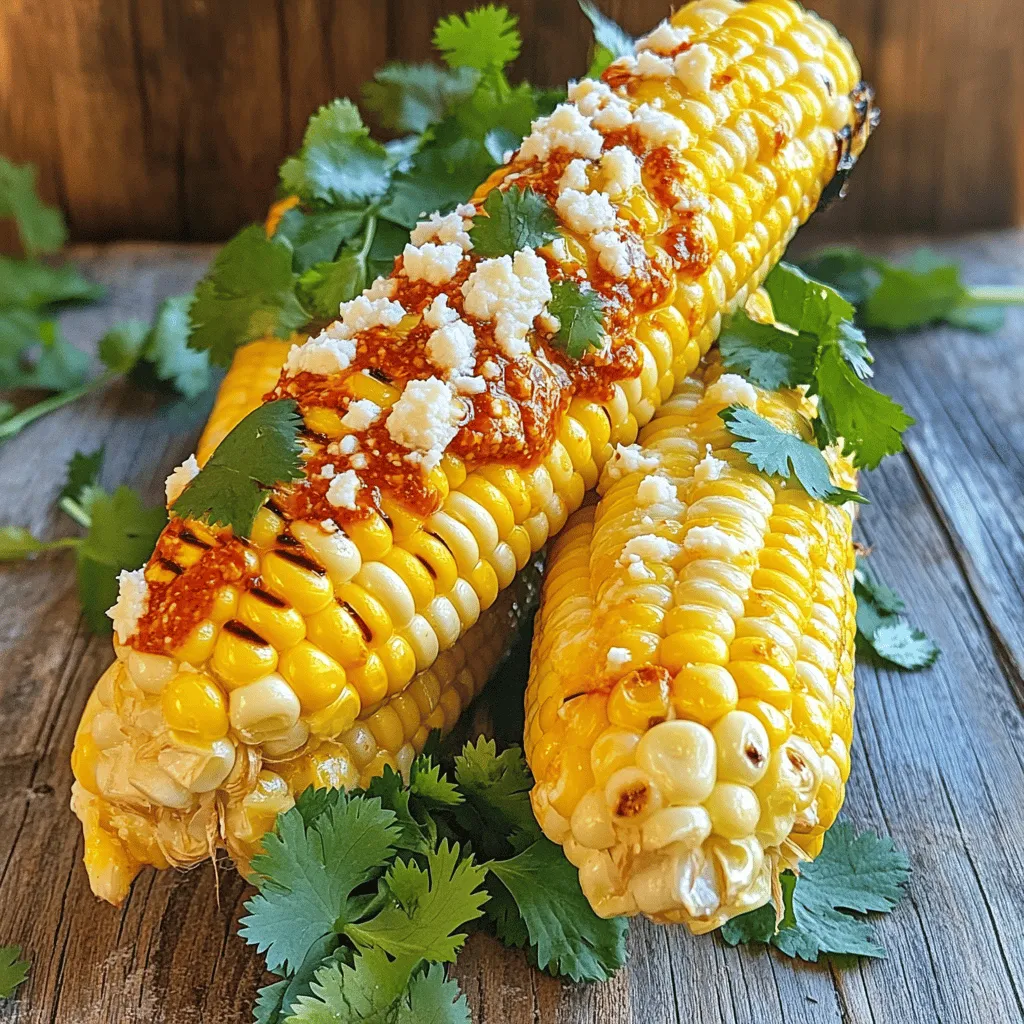 Chili lime corn on the cob is a zesty treat. It combines sweet corn with bold spices. You get a mix of flavors that burst in your mouth. This dish is perfect for summer cookouts or family dinners. It takes just 30 minutes to make and serves four. You will want to try this easy recipe. - 4 fresh ears of corn, husked - 2 tablespoons unsalted butter, melted - 1 tablespoon chili powder - 1 teaspoon garlic powder - 1 teaspoon smoked paprika - Juice of 2 limes - Zest of 1 lime - Salt to taste - ¼ cup crumbled cotija cheese (optional) - Fresh cilantro leaves, for garnish Each ingredient adds something special. The corn brings sweetness, while the butter makes it rich. The chili powder gives it a nice kick. Garlic powder adds depth, and smoked paprika gives it warmth. Lime juice and zest brighten the flavors. Cotija cheese adds creaminess if you choose to use it. Fresh cilantro tops it off with a fresh note. This blend creates a mouthwatering side dish. 1. Preheat grill or oven Start by heating your grill or oven to medium-high heat. Aim for about 400°F (200°C). This step is key for that perfect char. 2. Husk and prep the corn Husk the corn carefully. Remove all silk strands. If you want smaller pieces, feel free to break the ears in half. This makes them easier to handle. 1. Brush with chili-lime butter mixture In a bowl, mix melted butter, chili powder, garlic powder, smoked paprika, lime juice, lime zest, and salt. Brush this chili-lime butter mixture generously over each ear of corn. Make sure every side gets coated. 2. Grilling vs. Baking methods - Grilling: For the grill, place the corn directly on the grates. Cook for 10-15 minutes, turning often. You want those nice grill marks and tender kernels. - Baking: If you choose the oven, wrap each ear in aluminum foil. Bake for about 20 minutes. This keeps the corn moist while cooking. 1. Adding cotija cheese After cooking, sprinkle crumbled cotija cheese over the hot corn. This adds a wonderful salty flavor that pairs well with the spices. 2. Garnishing with cilantro Finish by adding fresh cilantro leaves on top. The cilantro gives a bright, fresh taste. Your chili lime corn on the cob is now ready to serve and enjoy! For a full recipe, check the details above. Experimenting with spice levels You can make this dish as spicy as you like. Try adding more chili powder for heat. If you want less spice, cut back on the chili powder. You can also use paprika for a smoky taste without the heat. Choosing the right corn Fresh corn is best for this recipe. Look for ears with bright green husks and plump kernels. Sweet corn gives the best flavor. If you can, buy local corn from a farm stand. It tastes better than store-bought. Turning corn properly When grilling, turn the corn every few minutes. This helps it cook evenly and get those nice grill marks. If you're baking, check the corn halfway through and turn it for even cooking. Using foil for oven cooking If you decide to bake, wrap the corn in foil. This keeps the moisture in and helps cook the corn evenly. It also makes cleanup easier! Serving styles for gatherings Serve the corn on a large platter. This makes it easy for guests to take what they want. You can also cut the corn into smaller pieces for easy sharing. Adding colorful garnishes Fresh cilantro adds a nice pop of color. You can also sprinkle extra lime zest or chili powder on top. This makes it look more festive and appealing. For more details and a complete guide, check the Full Recipe. {{image_2}} You can switch up the spices to make chili lime corn even more exciting. Try adding cumin for a warm flavor. If you like heat, add cayenne pepper. For a fresh taste, mix in some chopped cilantro or parsley. You can also try different chili powders, like chipotle for a smoky kick. For lime zest alternatives, consider using lemon or orange zest. Both give a bright flavor. Lemon will add tanginess, while orange gives a sweet touch. You can mix and match to find your favorite! If you want to change the cheese, there are many great options. Feta cheese offers a salty bite that pairs well with corn. Parmesan is another nice choice for a savory twist. For those who prefer vegan options, try using nutritional yeast. It adds a cheesy flavor without dairy. You can also use vegan feta cheese for a creamy texture. These options still keep your chili lime corn delicious. You can also cook corn on the cob in different ways. An Instant Pot is a fast option. Place the corn in the pot with some water, and cook on high for about 3-4 minutes. This method gives you tender corn quickly. If you prefer stovetop cooking, you can boil the corn. Fill a large pot with water and bring it to a boil. Add the husked corn and cook it for 5-7 minutes. This will keep the corn juicy and sweet. Both methods are easy and tasty for chili lime corn on the cob. For the full recipe, check out the complete details! To keep your leftover chili lime corn fresh, place it in an airtight container. Make sure to let it cool first. Store it in the fridge for up to three days. If you want to keep it longer, you can freeze it. Wrap each ear in plastic wrap and then in foil. This helps prevent freezer burn. In the freezer, it can last for up to three months. When you're ready to eat your leftover corn, you have a few options. You can use the oven or the microwave. For the oven, preheat it to 350°F. Place the corn on a baking sheet covered with foil. Heat for about 10 minutes, or until warm. This method helps keep the corn's flavor and texture. For the microwave, place the corn on a plate and cover it with a damp paper towel. Heat in 30-second bursts until warm. This method is quicker but may soften the corn slightly. You can prep chili lime corn ahead of time for convenience. Husk the corn and mix the chili-lime butter. Store the corn and the butter mixture separately in the fridge. You can do this up to a day before grilling or baking. If you want to freeze the corn, you can grill it first. Then, let it cool and wrap it for the freezer. This way, you can have a tasty grilled treat ready to go whenever you want. Just remember to thaw it before reheating. Yes, you can use frozen corn. However, fresh corn gives the best taste and texture. If you use frozen corn, thaw it first. This helps ensure even cooking. You can boil or microwave it until soft. Then, follow the same steps in the Full Recipe. To adjust the spice level, try these tips: - Add more chili powder for extra heat. - Use less chili powder if you prefer a milder taste. - Mix in cayenne pepper for a spicy kick. Start with a small amount and add more as needed. - Add jalapeños for a fresh and spicy twist. Chili lime corn on the cob pairs great with many dishes. Here are some ideas: - Alternative recipes for corn lovers: - Corn salad with tomatoes and avocado. - Creamy corn chowder. - Suggested meat or vegetarian pairings: - Grilled chicken or steak complements the flavors well. - For a vegetarian option, serve with black bean tacos or grilled veggies. This blog post covered a tasty chili lime corn recipe. You learned about the ingredients, cooking steps, and tips for perfecting flavor. I shared ways to store leftovers and answered common questions. You can modify this recipe to suit your taste or try different cooking methods. Remember, good food is about fun and creativity. So, gather your friends and enjoy this bright dish. Keep experimenting and impressing loved ones with your cooking!