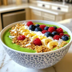 To make a tasty protein smoothie bowl, gather these simple ingredients: - 1 cup spinach leaves - 1 frozen banana - 1/2 cup Greek yogurt (or plant-based yogurt) - 1 scoop protein powder (vanilla or chocolate flavor) - 1/2 cup almond milk (or any milk of choice) - 1 tablespoon chia seeds - 1 tablespoon almond butter - 1/4 cup granola - 1 tablespoon shredded coconut - Fresh berries (strawberries, blueberries, or raspberries) for topping - Optional sweetener (honey or maple syrup) Each ingredient adds a special touch to your bowl. Spinach gives you greens and fiber. The frozen banana adds natural sweetness and creaminess. Greek yogurt packs in protein and calcium. You can choose your favorite flavor of protein powder. Almond milk keeps it light and smooth. Chia seeds add healthy fats and fiber, while almond butter brings a nutty taste. Granola gives crunch, and shredded coconut adds a tropical twist. Fresh berries not only look great but also boost the nutrition. If you like it sweeter, a drizzle of honey or maple syrup works perfectly. You can find the full recipe in the earlier section. Enjoy making your nutritious start! To create your protein smoothie bowl, follow these easy steps. 1. Blend the base: First, add the spinach leaves, frozen banana, Greek yogurt, protein powder, and almond milk into your blender. Blend until the mixture is smooth and creamy. 2. Add the extras: Next, add the chia seeds and almond butter to the blender. Blend for about 10 seconds more. If your smoothie is too thick, pour in a bit more almond milk until it looks just right. 3. Pour it out: Now, pour the smoothie into a large bowl. This is where you can get creative! 4. Top it off: For a beautiful finish, add granola, shredded coconut, and fresh berries on top. Feel free to drizzle honey or maple syrup for extra sweetness, if you like. 5. Serve and enjoy: Grab a spoon, and dig in right away. This meal is not just tasty; it is also packed with protein and nutrients. - Thicker texture: Use less almond milk or add more frozen fruit. - Smoother blend: Make sure all ingredients are fresh and blend well. - Taste test: Always taste your smoothie before serving. Adjust sweetness to your liking. - Use a colorful bowl to make it look inviting. - Arrange the toppings in a fun pattern for a nice presentation. - Serve with a side of fresh fruit or a handful of nuts for added crunch. Follow these steps for a delicious protein smoothie bowl. For the full recipe, check out the details above! To make a great protein smoothie bowl, you need to balance flavors and textures. Start with a creamy base. Use Greek yogurt or plant-based yogurt for richness. Add fruits like bananas and berries for sweetness. This mix gives a nice taste without being too sweet. Adjusting sweetness and protein levels is key. If your bowl needs more sweetness, use honey or maple syrup. For protein, simply add more protein powder. Tweak the amounts until you find what you love best. Remember, each scoop of protein powder adds flavor as well. Now, let’s talk about tools and equipment. A good blender is a must. It should blend everything smoothly. I recommend a high-speed blender for the best results. You might also want to have a bowl and spoon ready for serving. Using a spatula helps you get every bit out of the blender. These tips will help you create a delicious protein smoothie bowl every time. For a full recipe, check out the Protein Smoothie Bowl section. {{image_2}} You can make your protein smoothie bowl fun by changing the greens and fruits. Try kale or Swiss chard instead of spinach. For fruits, swap the banana for mango, berries, or even pineapple. If you want a dairy-free or vegan option, use plant-based yogurt. Almond milk works great, but you can also try oat or coconut milk. This keeps your bowl creamy and delicious without dairy. For protein, you have options too. Use pea protein, hemp protein, or even nut butter. Each offers a unique taste. You can also add seeds like pumpkin or sunflower for extra protein. Explore different toppings to make your bowl special. Try sliced kiwi, nuts, or seeds. Each adds flavor and crunch, making your bowl even better. Remember, the full recipe helps guide you through this tasty journey. Enjoy mixing and matching until you find your favorite combination! To keep your smoothie bowl fresh, store it in an airtight container. This helps to keep the flavors strong and the texture smooth. Always refrigerate your bowl if you do not eat it right away. If you want to reheat your bowl, I advise against it. Smoothie bowls taste best cold. Instead, enjoy them fresh! For busy mornings, meal prep is key. You can blend the smoothie part a night before. Store it in the fridge. In the morning, just pour it into a bowl and add your toppings. This way, you save time while still enjoying a tasty meal. For the best taste, eat your smoothie bowl within 24 hours. The longer it sits, the less fresh it will taste. So, enjoy it soon after you make it! What is the best protein powder to use? I recommend whey or plant-based protein powder. Both options blend well. They add good flavor and nutrition. Look for brands with no added sugars. A vanilla or chocolate flavor can enhance the taste of your smoothie bowl. Can I make a smoothie bowl ahead of time? Yes, you can. Prep the smoothie mix and store it in the fridge. Just keep it in an airtight container. The smoothie will stay fresh for one day. When you're ready to eat, top it with your favorite items. How can I make my smoothie bowl lower in calories? To cut calories, skip high-calorie toppings like granola or nut butter. Use less yogurt or switch to low-fat yogurt. You can also add more greens, like spinach or kale. They are low in calories and boost nutrition. What are some recommended toppings for extra nutrition? Try adding fresh fruit, like berries or sliced bananas. Nuts and seeds add healthy fats and protein. You can also sprinkle some hemp seeds or flaxseeds for extra fiber. For sweetness, use a drizzle of honey or maple syrup. For a complete guide, check out the Full Recipe. You now know how to make a tasty protein smoothie bowl. We covered the ingredients needed, step-by-step prep, and useful tips to make it great. You can customize it however you like and store it for later. This bowl is a fast way to enjoy a healthy meal. Try new fruits and toppings to keep it fun. Enjoy creating your perfect smoothie bowl!
