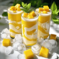 - Ripe mangoes - Cold milk options (dairy and plant-based) - Sweetened condensed milk - Optional sweeteners (honey) - Flavor enhancers (vanilla extract) - Serving suggestions (ice cubes) To make Korean mango milk, you need ripe mangoes. Choose mangoes that smell sweet and feel soft when you gently squeeze them. This means they are ready to eat. You also need cold milk. You can use regular dairy milk or plant-based options like almond or oat milk. Next, you will need sweetened condensed milk. This gives the drink its creamy texture and sweetness. You can adjust the amount based on how sweet you want it. If you like it sweeter, consider adding honey as an optional sweetener. I often use honey for a natural twist. For added flavor, vanilla extract works wonders. Just a little enhances the overall taste. Finally, if you want your drink chilled, add ice cubes when blending. This makes the mango milk cool and refreshing. With these ingredients, you create a delightful treat. Check out the Full Recipe for specific measurements and instructions to enjoy this creamy drink. - Blending the base ingredients Start by peeling and dicing two ripe mangoes. Ripe mangoes are key for great taste. Place the mangoes in a blender. Add two cups of cold milk. You can choose dairy or plant-based milk. Next, add two tablespoons of sweetened condensed milk. This will give your drink a rich flavor. If you want it sweeter, add one tablespoon of honey. Finally, include one teaspoon of vanilla extract. Blend everything on high speed for about one to two minutes. This will make the mix smooth and creamy. - Adjusting sweetness to taste After blending, taste your mango milk. If it needs more sweetness, add more sweetened condensed milk or honey. Blend again for a few seconds. Adjust the sweetness until it is just right for you. - Serving suggestions For a cooler drink, add a cup of ice cubes to the blender. Blend until smooth. Pour the mango milk into glasses and serve right away. You can also garnish with small mango chunks or fresh mint. This adds a nice touch to your drink. - Importance of ripe mangoes Use ripe mangoes for the best flavor and texture. They should be soft to the touch. Ripe mangoes have the sweetest taste, which makes your drink delightful. - Blending techniques for creaminess Blend on high to get a creamy texture. If you find lumps, blend a little longer. If you want it even creamier, try using whole milk. This will make your Korean mango milk extra smooth. For the full recipe, feel free to check the details above. Over-blending and its effects Blending too long can make your mango milk too thin. Aim for a smooth and creamy texture. Blend just until the ingredients mix well, usually around 1-2 minutes. If you see air bubbles forming, stop blending. You want rich flavors, not a watery drink. Substituting ingredients safely If you run out of sweetened condensed milk, use regular sugar or more honey. Just remember to taste as you go. Substitute plant-based milk if you want a dairy-free option. Almond or oat milk works great. Each change affects the flavor, so keep that in mind. Adding spices or additional fruits To spice things up, try adding a pinch of cinnamon or cardamom. These spices can bring warmth and depth to your drink. You can also mix in other fruits, like banana or pineapple, for extra flavor. Just blend them in with the mangoes for a fun twist. Adjusting sweetness levels Everyone has different tastes. After blending, taste your mango milk. If it’s not sweet enough, add more sweetened condensed milk or honey. You can also use maple syrup for a unique flavor. Aim for a balance that makes your taste buds dance! {{image_2}} You can change the flavor of Korean mango milk easily. One fun idea is to make Tropical Mango Milk. Just add some coconut milk to the recipe. This gives the drink a nice twist. The coconut flavor pairs well with mango. You can also add shredded coconut on top for a fun texture. Another option is Mixed Fruit Versions. You can mix in other fruits like bananas or strawberries. This makes the drink colorful and tasty. Just swap out a bit of the mango for these fruits. The blend of flavors will surprise your taste buds. If you're lactose intolerant, no worries! You can use plant-based milk instead. Almond, soy, or oat milk all work great in this drink. They keep the creamy texture while being dairy-free. For vegan options, skip the sweetened condensed milk. Instead, use a vegan-friendly sweetener. You can also replace honey with maple syrup or agave. This way, everyone can enjoy this delightful drink! To keep your Korean mango milk fresh, pour it into an airtight container. Glass jars work great for this. Seal the lid tightly to avoid spills and air exposure. Store the mango milk in the fridge. It stays good for up to three days. After that, the flavor may change. Always give it a quick shake before drinking. If you want to save some for later, freezing is a good choice. First, pour the mango milk into freezer-safe containers. Leave some space at the top. The milk will expand as it freezes. Close the containers tightly to prevent freezer burn. When you're ready to enjoy it, move the container to the fridge. Let it thaw overnight. To serve after freezing, stir well. You may need to blend it again to restore creaminess. Enjoy your tropical treat anytime! Korean mango milk is a sweet and creamy drink made with ripe mangoes and milk. It is very popular in Korea, especially during hot days. This drink is loved by kids and adults alike. You can find it in cafes and street stalls. Korean mango milk means fun and refreshment. It brings a taste of summer to every sip. Yes, you can use frozen mangoes! They work well in this recipe. Just remember to let them sit out for a few minutes. This will help them blend better. If they are too hard, it may affect the creaminess. If you want a colder drink, add ice cubes to the blender. This will make your mango milk super refreshing. You can find Korean mango milk in many places. Look for it in Asian grocery stores. Some shops sell popular brands like Binggrae. You might also find it in local cafes that serve Korean drinks. If you can't find it in stores, try making it at home! You can follow the Full Recipe for a tasty treat. In this post, we explored the tasty world of Korean mango milk. You learned about the key ingredients like ripe mangoes and cold milk options. We discussed step-by-step instructions for blending and serving. Tips included avoiding over-blending and the right ways to boost flavor. Variations showed how to get creative with tropical twists. Finally, we covered storage methods to keep your drink fresh. Enjoy making this refreshing treat. Share it with friends and family for a delightful experience.