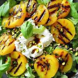 To make a Grilled Nectarine Burrata Salad, you need fresh and simple ingredients. Here's what you'll need: - 2 ripe nectarines, halved and pitted - 8 ounces burrata cheese - 4 cups mixed salad greens (arugula, spinach, and frisée) - 1/4 cup pistachios, roughly chopped - 3 tablespoons extra virgin olive oil - 1 tablespoon balsamic glaze - Salt and pepper to taste - Fresh basil leaves for garnish These ingredients come together to create a fresh and flavorful dish. The ripe nectarines add sweetness, while the burrata cheese provides creaminess. Mixed greens give it a nice crunch, and pistachios add texture. Olive oil and balsamic glaze tie it all together. You can find the complete recipe for this delightful salad below. First, you need to preheat your grill or grill pan. Set it to medium heat. This step ensures even cooking. Next, take your ripe nectarines. Brush their cut sides with some olive oil. This helps them grill nicely. Now, place the nectarines cut side down on the grill. Grill them for about 4 to 5 minutes. You want nice grill marks and a soft texture. To check for doneness, gently press the fruit. If it gives a little, it’s ready. While the nectarines are grilling, arrange your mixed greens on a large platter. These greens will serve as the base of your salad. After grilling, remove the nectarines and let them cool. Slice them into wedges. Tear the burrata cheese into pieces and place it over the greens. Next, add the grilled nectarine wedges on top. Sprinkle the chopped pistachios over everything for some crunch. Drizzle the rest of the olive oil and balsamic glaze on top. Finally, season with salt and pepper to taste. Finish with fresh basil leaves for a lovely touch. Enjoy your fresh and flavorful dish! For detailed preparation steps, check the Full Recipe. - Ideal ripeness and preparation: Choose ripe nectarines. They should feel soft but not mushy. Wash them well and cut them in half. Remove the pit carefully. - Preventing sticking to the grill: Brush the grill with oil before placing nectarines. This helps them release easily when done. - Suggestions for seasoning: A little salt and pepper can elevate the flavor. You might also add a pinch of chili flakes for a kick. - Combining complementary ingredients: Mix in fresh basil and pistachios. These add crunch and a lovely herb taste. - Arranging salad for visual appeal: Start by laying greens on a big plate. Add burrata pieces in even spaces, and then place the grilled nectarines around them. - Using garnishes effectively: Top with pistachios and fresh basil. This gives the salad color and freshness. These tips help you create a beautiful Grilled Nectarine Burrata Salad. For the full recipe, check the recipe section above. Enjoy your cooking! {{image_2}} You can change the cheese in this salad. Feta or goat cheese works well. Both add a nice flavor twist. You can also swap out the nectarines. Try peaches or plums when in season. These fruits bring their own sweetness and taste. If you need a gluten-free option, this salad is perfect. All the ingredients are naturally gluten-free. For a vegan version, use plant-based cheese. You can also skip the cheese. The salad will still taste fresh and bright. You can serve this salad in two ways. For individual servings, plate each salad separately. This makes a nice presentation for guests. If you prefer family-style, put everything on a big platter. This way, everyone can serve themselves. You can add grains like quinoa or proteins like grilled chicken. These additions make it heartier and more filling. For the full recipe, check out the detailed steps. To keep your leftover salad fresh, use airtight containers. Glass or plastic containers work well. Store in the fridge for up to two days. After this time, the greens may wilt, and the flavors may fade. You can enjoy grilled nectarines cold or warm. If you prefer them warm, gently heat them in a skillet. This method keeps their texture nice. Avoid the microwave, as it can make them mushy. You can prep ingredients ahead of time. Slice nectarines and chop pistachios a day before. Keep them in separate containers. Assemble the salad right before serving. This way, your salad stays crisp and fresh. For the full recipe, visit our detailed guide. You want to look for nectarines that are firm yet slightly soft. A ripe nectarine will have a sweet smell. It should have a bright color, with no green patches. If the skin has some small blemishes, that is okay. Press gently; if it gives a little, it's ready for grilling. You can prepare most of this salad ahead of time. Grill the nectarines just before serving. This keeps their flavor fresh and bright. Wash and dry the greens and store them in the fridge. You can also chop the pistachios early. Just add those and the burrata right before you serve. This keeps the salad crisp and tasty. This salad pairs well with grilled chicken or fish. You can also serve it with crusty bread. For a light meal, add a chilled soup. A glass of white wine complements the flavors nicely. For detailed steps and instructions, check the [Full Recipe](#). Grilled Nectarine Burrata Salad is a tasty mix of flavors and textures. We covered the best ingredients, grilling tips, and how to present the dish. Remember to choose ripe nectarines and fresh greens for the best taste. This salad can fit many diets and is easy to adjust. Enjoy it alone or as a side. Feel free to experiment with different ingredients to make it your own. I hope this salad brings you joy and satisfaction at your table.