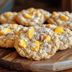 Creating Peach Cobbler Cookies starts with gathering the right ingredients. Each component plays a vital role in making these cookies a delight. Here’s what you need: - 1 cup unsalted butter, softened - 1 cup brown sugar, packed - 1/2 cup granulated sugar - 2 large eggs - 2 teaspoons vanilla extract - 2 1/2 cups all-purpose flour - 1 teaspoon baking soda - 1/2 teaspoon salt - 1 teaspoon ground cinnamon - 1 cup diced fresh peaches (or canned peaches, drained) - 1/2 cup rolled oats - 1/2 cup chopped pecans (or walnuts) - 1 cup crumbled graham crackers (optional) Each ingredient contributes to the cookie's warm, fruity flavor. The butter adds richness, while the sugars give sweetness and depth. The eggs bind everything together, making the cookies soft and chewy. The flour forms the base, providing structure. Baking soda helps them rise, and salt balances the sweetness. Ground cinnamon adds warmth, making the cookies cozy and inviting. Fresh peaches bring juicy flavor. If you use canned peaches, make sure to drain them well. Oats add texture, while nuts give a nice crunch. If you want a little extra texture, try adding graham crackers. You can find the full recipe elsewhere, but this list will help you prepare for a tasty treat. 1. Preheat your oven to 350°F (175°C). This helps the cookies bake evenly. 2. Line two baking sheets with parchment paper. This keeps the cookies from sticking. 3. In a large bowl, cream together 1 cup of softened unsalted butter, 1 cup of packed brown sugar, and 1/2 cup of granulated sugar. Mix until it's light and fluffy. This step adds air to the dough. 4. Add 2 large eggs, one at a time. Mix well after each egg. Then stir in 2 teaspoons of vanilla extract for flavor. 1. In a separate bowl, whisk together 2 1/2 cups of all-purpose flour, 1 teaspoon of baking soda, 1/2 teaspoon of salt, and 1 teaspoon of ground cinnamon. This blend gives the cookies their structure and flavor. 2. Gradually add the dry ingredients to the wet mixture. Mix just until combined. Avoid overmixing, as this can make the cookies tough. 1. Fold in 1 cup of diced fresh peaches, 1/2 cup of rolled oats, and 1/2 cup of chopped pecans. If you like, add 1 cup of crumbled graham crackers for extra texture. 2. Using a cookie scoop or tablespoon, drop balls of dough onto the prepared baking sheets. Leave space between each cookie for spreading. 3. Bake in the preheated oven for 12-15 minutes. Look for lightly golden edges and a soft center. 4. Remove the cookies from the oven and let them cool on the baking sheets for 5 minutes. Then transfer them to wire racks to cool completely. To make great peach cobbler cookies, avoid overmixing the dough. Mix until just combined. Overmixing can make cookies tough. Choosing the right peaches is also key. Fresh peaches bring bright flavor and juiciness. Canned peaches work too; just drain them well. Both options are tasty! For extra flavor, try adding spices. Ground nutmeg or ginger can add warmth. A splash of almond extract gives a nice twist too. You can also mix in optional ingredients. Dried cranberries or coconut can enhance the taste. Experiment with what you like best! When serving, arrange cookies on a pretty plate. Dust them lightly with powdered sugar for a nice touch. For an extra treat, serve warm cookies with ice cream. A scoop of vanilla ice cream pairs wonderfully with these cookies. Enjoy! For the full recipe, check out the link. {{image_2}} You can switch up the nuts in your peach cobbler cookies. Pecans add a nice crunch, but walnuts work well too. If you want a twist, try almonds for a sweet bite. Using different fruits is another fun way to play with this recipe. Apples bring a crispness, while berries can add a tart punch. Mix and match to discover your favorite flavor combos! For gluten-free cookies, swap regular flour with almond or coconut flour. These alternatives still taste great and keep the cookies light. If you're vegan, you can replace eggs with flaxseed meal or applesauce. Use coconut oil instead of butter for a rich taste while keeping it plant-based. Adjust your cookies with seasonal fruits for a fresh touch. In fall, use diced apples or pears. Winter might call for dried fruits like cranberries. Spices can also change with the seasons. Add nutmeg for fall or cardamom for winter. A sprinkle of cinnamon works year-round, enhancing the sweet peach flavor. For the full recipe, check out the detailed instructions earlier in this article. To keep your Peach Cobbler Cookies fresh, you have two great options. You can store them at room temperature or in the fridge. - Room Temperature: Place cookies in an airtight container. They will stay fresh for about three days. Keep them in a cool, dry spot. - Refrigeration: If you want them to last longer, store them in the fridge. They can stay good for up to a week. Just make sure they are in a sealed container to avoid drying out. If you want to save some for later, freezing is a smart choice. Here’s how to freeze cookies for later: - Let the cookies cool completely. - Wrap each cookie in plastic wrap or foil. - Place the wrapped cookies in a freezer-safe bag. They can last for up to three months. Peach Cobbler Cookies have a good shelf life if stored right. - Expected Duration: At room temperature, they are best within three days. In the fridge, they last up to a week. - Signs of Spoilage: Look for changes in texture or smell. If they feel hard or taste stale, it’s time to toss them. When you're ready to enjoy your cookies again, reheating them is easy. - Best Methods: The oven works best. Preheat it to 350°F. Place cookies on a baking sheet and heat for about 5 minutes. You can also use the microwave. Heat for 10-15 seconds until warm. - Ensuring Cookies Remain Soft and Chewy: To keep them soft, don’t overheat. Keep an eye on them to avoid drying out. Enjoy warm cookies with that perfect chewy texture! For the complete recipe, check out the Full Recipe and get ready to bake these delightful treats! To make peach cobbler cookies from scratch, follow these key steps: 1. Prepare Your Oven: Start by preheating your oven to 350°F (175°C). 2. Mix the Wet Ingredients: Cream together the softened butter, brown sugar, and granulated sugar until the mix is light and fluffy. Add in the eggs one at a time, then stir in the vanilla extract. 3. Combine Dry Ingredients: In another bowl, whisk together flour, baking soda, salt, and ground cinnamon. 4. Mix Together: Gradually add the dry mix into the wet mix, stirring until just combined. Avoid overmixing. 5. Fold in Add-Ins: Gently fold in diced peaches, rolled oats, and chopped nuts. 6. Scoop and Bake: Drop dough balls onto baking sheets and bake for 12-15 minutes, until edges are golden. 7. Cool Down: Let the cookies cool on the sheets for a few minutes before moving them to wire racks. This process will give you a batch of warm, delicious cookies. For details on each step, check the Full Recipe. Yes, you can use frozen peaches. However, frozen peaches may release more moisture. This can affect the texture of your cookies. - Thawing: Thaw the peaches first and drain any excess liquid. - Cooking Time: You may need to bake them a bit longer to ensure they cook through. Using frozen peaches is a great way to enjoy this treat year-round. To tell if your cookies are done, look for these key signs: - Color: The edges should be lightly golden. - Center: The center should be set but still soft, not wet. - Touch: Gently press the center with your finger. It should spring back slightly. These indicators ensure you get soft, chewy cookies every time. If your cookie dough is too sticky, try these simple solutions: - Add Flour: Gradually mix in a bit more flour until the dough is manageable. - Chill the Dough: Place the dough in the fridge for 15-30 minutes. This firms it up. - Use a Floured Surface: When scooping, dust your hands and the scoop with flour. These tips will help you handle the dough better and achieve the perfect cookie. In this blog post, I outlined the ingredients and steps to make delicious peach cobbler cookies. You learned how to mix and bake them perfectly, along with tips to enhance flavor and texture. Remember, simple changes can create new flavors, like using different fruits or nuts. Store your cookies properly to keep them fresh and tasty. With these tips, you can easily enjoy or share your homemade cookies. Happy baking!