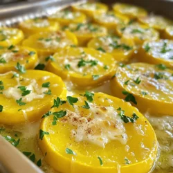 To make garlic roasted yellow squash, you need just a few fresh items. Here’s what you’ll need: - 4 medium yellow squash, sliced into 1/4-inch rounds - 4 cloves garlic, minced - 3 tablespoons olive oil - 1 teaspoon dried oregano - 1 teaspoon smoked paprika - Salt and pepper to taste - Optional: 1/4 cup grated Parmesan cheese - Optional: Fresh parsley, chopped for garnish This simple list gives you all the flavors you want. The yellow squash has a soft, sweet taste. Garlic adds a lovely kick. Olive oil keeps everything moist. Dried oregano and smoked paprika bring warmth and depth. You can add Parmesan for a cheesy twist. Fresh parsley adds a pop of color. Cooking with fresh ingredients makes a big difference. You’ll enjoy the taste and feel good about what you eat. For the full recipe, check out Garlic Roasted Yellow Squash Delight. Start by preheating your oven to 400°F (200°C). This step is important. A hot oven helps the squash cook evenly and become tender. Next, slice the four medium yellow squash into 1/4-inch rounds. Place them in a large bowl. Add four minced garlic cloves, three tablespoons of olive oil, one teaspoon of dried oregano, and one teaspoon of smoked paprika. Don't forget to add salt and pepper to taste. Toss everything well. You want the squash to be coated nicely with the mix. Now, spread the coated squash on a baking sheet lined with parchment paper. Make sure to spread them in a single layer. This helps them roast evenly. Place the tray in the preheated oven. Roast for about 20 to 25 minutes. Halfway through, flip the squash for even cooking. If you like cheese, sprinkle 1/4 cup of grated Parmesan cheese over the squash for the last five minutes. This will melt the cheese nicely. Once done, take the baking sheet out of the oven. Garnish your dish with fresh chopped parsley before serving. This adds a nice touch of color and flavor. For the full recipe, check out my [Full Recipe]. To get the best texture, slice the yellow squash into even rounds. Aim for about 1/4-inch thick. This size helps the squash cook evenly and become tender. Roasting at 400°F (200°C) gives it a nice crispness without burning. Flip the squash halfway through cooking. This step ensures both sides brown well. Garlic is the star here, but you can add more depth. Try fresh herbs like thyme or rosemary. Adding a splash of lemon juice before serving brightens the dish. For a kick, include a pinch of red pepper flakes. If you love cheese, sprinkle Parmesan on top during the last five minutes of roasting. This adds a rich, creamy layer of flavor. Serve garlic roasted yellow squash as a side dish with grilled chicken or fish. It pairs well with rice or quinoa, too. You can also toss it into salads for added texture and taste. For a fun twist, mix it into pasta dishes or grain bowls. The vibrant color and flavor make it a perfect addition to any meal. For the full recipe, check out Garlic Roasted Yellow Squash Delight. {{image_2}} You can change the flavor of garlic roasted yellow squash with different seasonings. Try adding a pinch of red pepper flakes for heat. This gives the dish a nice kick. You can also use Italian herbs like thyme or basil. These add a fresh taste that complements the squash well. Even a sprinkle of lemon zest can brighten the dish. Mix and match to find your favorite blend! Garlic roasted yellow squash pairs well with many other veggies. Consider adding zucchini for more color and texture. Bell peppers can add sweetness and crunch. Carrots can bring a lovely orange hue and slight sweetness. Just cut them into similar-sized pieces for even cooking. This mix creates a colorful and hearty side dish that everyone will love. If you want a vegan version, simply skip the Parmesan cheese. The dish will still taste great without it. You can also sprinkle nutritional yeast on top for a cheesy flavor. This adds a boost of nutrients too. If you want creaminess, try drizzling tahini over the roasted squash. It adds richness without any dairy. These options keep the dish healthy while still being delicious. For a full recipe, you can check out the Garlic Roasted Yellow Squash Delight. You can store leftover garlic roasted yellow squash in the fridge. Place it in an airtight container. It will stay fresh for about 3-4 days. To keep the flavor, avoid adding extra salt before storing. The squash can get mushy if stored too long, so enjoy it soon! I recommend freezing garlic roasted yellow squash if you want to keep it longer. First, let it cool completely. Then, spread the squash in a single layer on a baking sheet. Freeze for a few hours until solid. Once frozen, transfer the pieces to a freezer-safe bag. Remove as much air as you can. This way, it can last for up to 3 months. When you’re ready, thaw it in the fridge before reheating. To reheat garlic roasted yellow squash, preheat the oven to 350°F (175°C). Spread the squash on a baking sheet. Heat it for about 10-15 minutes until warm. You can also use a microwave. Place the squash in a safe bowl and cover it. Heat for 1-2 minutes, checking it often. Enjoy the same great taste as when you first made it! For the full recipe, check out the Garlic Roasted Yellow Squash Delight. Roasting yellow squash takes about 20 to 25 minutes. First, preheat your oven to 400°F (200°C). Then, spread the squash in a single layer on a baking sheet. I recommend flipping the squash halfway through. This way, it cooks evenly and gets a nice brown color. Yes, you can use other types of squash. Zucchini works great in this recipe. Butternut squash is another option. Just remember to adjust the cooking time. Thicker squash may need a bit more time to roast. Garlic roasted yellow squash pairs well with many dishes. I love serving it with grilled chicken or fish. It also complements pasta dishes nicely. Try adding it to a salad for extra color and flavor. You can find the full recipe to create this tasty side! This blog post covered how to prepare garlic roasted yellow squash. We listed ingredients, detailed easy steps, and offered tips for the best results. You can adjust flavors and even explore vegan options. Remember to store extras properly for later use. Enjoy this tasty dish as a side or main. Eating healthy can be simple and delicious. I hope you feel inspired to try this recipe and make it your own!