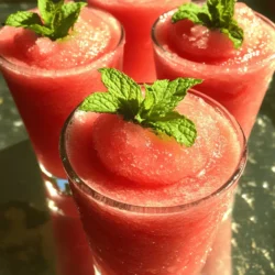 - 4 cups of seedless watermelon, chopped and frozen - 1 cup coconut water or soda water - 1 tablespoon honey or agave syrup (optional) - 1 tablespoon fresh lime juice The main star of our slushie is the seedless watermelon. It’s sweet and juicy. I recommend using ripe watermelon for the best flavor. Next, you can choose between coconut water or soda water. Coconut water gives a tropical twist, while soda water adds fizz. If you want a sweeter drink, add honey or agave syrup. Fresh lime juice balances the sweetness with a zesty kick. - Chopped fruits (e.g., strawberries, pineapple) - Flavored syrups or extracts You can make this slushie even more fun with optional add-ins. Try adding chopped strawberries or pineapple for extra fruit flavor. You can also use flavored syrups or extracts, like vanilla or coconut. These will give your slushie a unique taste. - Fresh mint leaves - Lime wedges - Edible flowers Garnishing makes your drink look pretty and adds flavor. Fresh mint leaves give a nice aroma. Lime wedges add a pop of color and a citrus punch. Edible flowers are a fun touch for special occasions. You can find them at local markets. For the full recipe, check out the Watermelon Bliss Slushie. It’s a perfect treat for hot summer days! To start, you need to chop the seedless watermelon into small cubes. Use a sharp knife for clean cuts. Make sure to remove all seeds if there are any. Once chopped, spread the cubes on a tray in a single layer. Place the tray in the freezer for at least 4 hours. For the best slushie, freeze the watermelon overnight. This gives it the perfect icy texture for your drink. Now it's time to blend! Gather your frozen watermelon cubes. In a blender, combine the frozen watermelon, coconut water or soda water, and lime juice. If you want it sweet, add honey or agave syrup. Blend on high speed until smooth. If needed, stop the blender to scrape down the sides. This helps mix everything well. You want a slushy texture, so avoid over-blending. Once blended, pour the slushie into chilled glasses. This keeps it cold and refreshing. For a fun twist, serve it in a hollowed watermelon bowl. Garnish with fresh mint leaves on top. This adds a nice touch and flavor. Enjoy your watermelon slushie right away for the best taste! You can find the Full Recipe for more details. When picking a watermelon, look for a few key signs. First, check the shape. A good watermelon should be symmetrical. Avoid ones with dents or irregular shapes. Next, look at the skin. A shiny skin may mean it is not ripe. Instead, find one with a dull skin. This shows it is ready to eat. Check the field spot, which is where the watermelon sat on the ground. It should be a creamy yellow color. This indicates it stayed on the vine long enough to ripen. Finally, give it a tap. A ripe watermelon should sound hollow. This sound means it is full of water and juice, perfect for a slushie. To get the best slushie, you may need to adjust your blend. If it's too thick, add more coconut water. You want a smooth, icy texture. If it's too thin, add more frozen watermelon. You can also sweeten it up. Taste your slushie first. If it needs more sweetness, add honey or agave. Blend again until it’s just right. Sometimes, your blender may struggle. If it does, stop and scrape down the sides. This helps mix everything well. If you still have trouble, try cutting the watermelon into smaller pieces before freezing. This can help your blender work better. You can prepare watermelon for your slushie in advance. Cut the watermelon into cubes and freeze them for at least four hours. This makes blending easier and faster. You can also store blended slushies. Pour them into an airtight container and place it in the freezer. If you make slushies ahead of time, let them sit in the fridge for about 30 minutes before serving. This helps them soften and become drinkable again. Just give them a quick stir if they start to freeze too hard. Enjoy your refreshing drink later with ease! {{image_2}} You can make your slushie even more fun. Try adding pineapple or mango. These fruits mix well with watermelon. They give a sweet and tangy taste. To make this, blend 2 cups of frozen pineapple or mango with your slushie mix. This extra fruit adds a tropical twist. You’ll love the bright flavors. For a refreshing twist, add more mint. Mint gives a cool taste. It pairs great with watermelon. To make a watermelon mint slushie, add a handful of fresh mint leaves when blending. You can also muddle some mint at the bottom of the glass for extra flavor. This drink is perfect for summer parties. If you want a lighter drink, skip the sweeteners. Watermelon is sweet on its own. You can use just watermelon and coconut water. This keeps it fresh and healthy. For a more tart taste, add more lime juice. This version is perfect for those watching their sugar intake. Enjoy the natural flavors of summer. For the full recipe, check out the Watermelon Bliss Slushie recipe mentioned earlier. To keep your leftover slushie fresh, store it in an airtight container. This helps prevent freezer burn. You can also use a glass jar with a tight lid. Avoid using a large container if you have a small amount left. Freezing works best if you plan to keep it longer. If you want to drink it soon, refrigeration will do. In the refrigerator, your watermelon slushie lasts about one day. The longer it sits, the more it may lose its texture. For the best taste, consume it fresh. If you freeze it, it can last up to three months. When ready to drink, let it thaw slowly in the fridge. If you have extra watermelon, use it in smoothies or fruit salads. You can also blend it into yogurt for a tasty snack. Mint leaves can add flavor to water or tea. They are great for garnishing other drinks too. This way, nothing goes to waste, and you enjoy all the flavors! Yes, you can! If you don't have a blender, you can use a fork and a bowl. Start by chopping the frozen watermelon into small pieces. Place them in a bowl and crush them with the fork. Add the coconut water or soda water and lime juice. Stir well until you reach a slushy texture. It may take longer, but it still works! To make a vegan watermelon slushie, simply skip the honey or agave syrup. Instead, you can use maple syrup or leave it out entirely. The watermelon is sweet enough on its own. Make sure your coconut water is also vegan-friendly. With these swaps, you have a tasty vegan treat! Watermelon is not just tasty; it is also very healthy! Here are some benefits: - Hydration: Watermelon is about 92% water. It keeps you hydrated, especially in summer. - Low in calories: It has few calories, making it a great snack. - Vitamins: Watermelon is full of vitamins A and C, which support your immune system. - Antioxidants: It contains lycopene, which helps fight free radicals in your body. Enjoy your watermelon slushie while boosting your health! For the full recipe, check out the Watermelon Bliss Slushie section. You can make a delicious watermelon slushie easily. We discussed key ingredients like seedless watermelon, coconut water, and lime juice. I shared tips for preparing and blending to get the perfect texture. You also learned fun variations and how to store leftovers. Try these recipes to enjoy refreshing drinks all summer. With the right ingredients and steps, you can impress friends and family. Enjoy experimenting with flavors and garnishes for a truly unique slushie experience.
