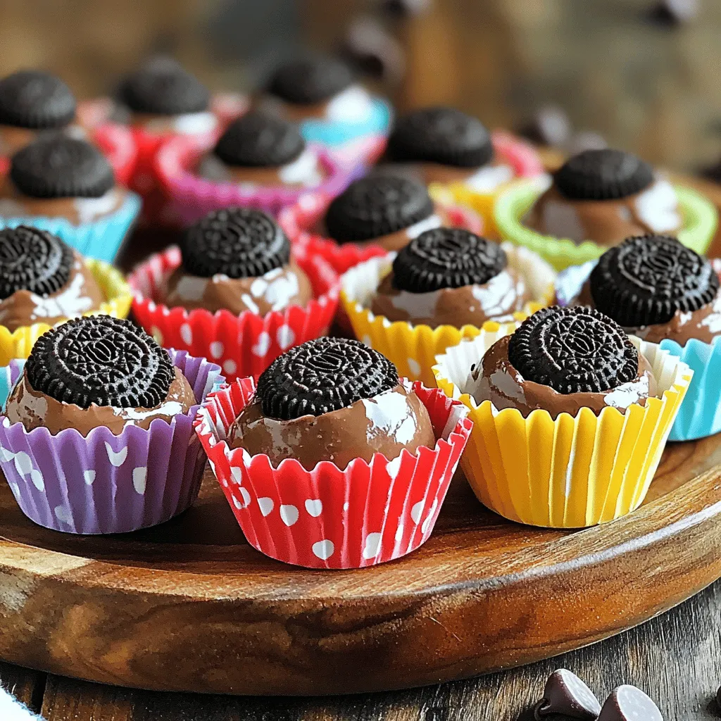 - 1 cup all-purpose flour - ½ cup unsalted butter, softened - ¾ cup packed brown sugar - 2 teaspoons vanilla extract - 1 can (14 oz) sweetened condensed milk - 1 cup crushed Oreo cookies (plus extra for rolling) - ½ cup mini chocolate chips Accurate measuring for perfect results: Use measuring cups and spoons for precision. For flour, scoop it lightly into the cup and level it off with a knife. This method avoids packing the flour too tightly. Alternatives for common ingredients: If you need a gluten-free option, try almond flour or a gluten-free blend. You can replace unsalted butter with coconut oil or vegan butter for a dairy-free version. For sweetened condensed milk, use coconut milk or another dairy-free alternative. 1. Start by sifting the all-purpose flour. This step removes lumps and helps the dough stay smooth. 2. Next, beat the softened butter and brown sugar together in a large bowl. Use a hand mixer or stand mixer until fluffy. This creates a light base for your dough. 1. Now, add the vanilla extract and sweetened condensed milk to the butter mixture. Mix well until combined. 2. Gradually fold the sifted flour into the wet mixture. Be careful not to overmix, as that can make the dough tough. 3. Stir in the crushed Oreo cookies and mini chocolate chips. Mix until they are evenly spread throughout the dough. 1. Use your hands to form the dough into small balls, about one inch in size. This makes the perfect bite-sized treat. 2. Roll the balls in extra crushed Oreo cookies to add a nice coating. It gives them extra flavor and a fun look. 3. Place the cookie dough bites on a parchment-lined baking sheet. Chill them in the refrigerator for at least 30 minutes. This step helps them firm up for the best texture. To get perfect no-bake Oreo cookie dough bites, follow these tips: - Avoid Overmixing: When you mix the dry and wet ingredients, stir gently. Overmixing can make the dough tough. - Check Dough Consistency: The dough should feel soft but not too sticky. If it's too wet, add a little more flour. Make your bites look great on a plate! - Creative Plating Ideas: Use mini cupcake liners to add style. You can also stack them on skewers with fresh strawberries for fun. - Pairing with Beverages or Snacks: These bites go well with a cold glass of milk or a hot cup of coffee. Want to jazz up the flavor? Here are some ideas: - Adding Different Extracts: Try adding almond or mint extract to change the taste. Just a few drops add a nice twist. - Incorporating Spices or Other Mix-Ins: You can mix in a pinch of cinnamon or nutmeg. You can also add chopped nuts or dried fruit for texture. {{image_2}} You can change up the flavors for your No-Bake Oreo Cookie Dough Bites! Try these fun ideas: - Chocolate-covered Oreo cookie dough bites: After chilling, dip each bite in melted chocolate. This adds a rich layer of flavor and makes them extra special. Use dark, milk, or white chocolate based on your sweet tooth. - Peanut butter Oreo cookie dough bites: Mix in creamy peanut butter with your wet ingredients. This twist adds a nutty flavor that pairs perfectly with the Oreo crunch. You can also roll the bites in crushed peanuts for added texture. If you need to make these bites fit your diet, there are easy swaps: - Gluten-free alternatives for flour: Use almond flour or a gluten-free baking blend. Both work well to keep the texture nice without the gluten. - Vegan options for butter and condensed milk: Substitute vegan butter for the butter and use coconut cream or a plant-based condensed milk. This way, everyone can enjoy these treats! Make your cookie dough bites festive by adding seasonal flavors: - Incorporating holiday flavors like peppermint or pumpkin spice: Mix in peppermint extract for a minty bite around the holidays. For fall, use pumpkin spice to bring warmth and flavor. You can also add mini chocolate chips that match the season! These variations let you have fun with your No-Bake Oreo Cookie Dough Bites. You can find the full recipe to guide you through the process! To keep your No-Bake Oreo Cookie Dough Bites fresh, store them in the fridge. This helps maintain their creamy texture and rich flavor. Place them in an airtight container to avoid drying out. If you want to keep them longer, freezing is a great option. Just layer them between parchment paper in a freezer-safe container. This keeps them from sticking together. In the fridge, these bites last about one week. If you freeze them, they can stay good for up to three months. Watch for signs of spoilage, like a change in smell or texture. If they feel sticky or have an off taste, it’s best to toss them. You don’t need to reheat these bites. They taste great straight from the fridge or freezer. If they’re frozen, let them sit out for a few minutes to soften. This makes them easier to enjoy. Serve them cold for a refreshing treat, or pair them with warm drinks like coffee or hot chocolate. No-Bake Oreo Cookie Dough Bites are sweet treats made with Oreo cookies and dough. They are rich, creamy, and full of flavor. You don’t need to bake anything, which makes them super easy to whip up. These bites are perfect for parties or a quick snack. Their appeal lies in the blend of cookie and dough flavors, plus they look great on any dessert table. To make these bites, you will mix flour, butter, brown sugar, vanilla, and sweetened condensed milk. Then, you will fold in crushed Oreo cookies and mini chocolate chips. After that, you form the mixture into small balls. For more details, check the full recipe. Yes, these bites are safe to eat raw thanks to the use of heat-treated flour. This process makes the flour safe by killing any harmful bacteria. The sweetened condensed milk and other ingredients add sweetness and creaminess. Always use fresh ingredients for the best results. You can make No-Bake Oreo Cookie Dough Bites ahead of time. Just prepare the bites and chill them in the fridge. They will stay fresh for up to one week. For longer storage, you can freeze them. Make sure to store them in an airtight container to keep them fresh. In this post, I shared how to make no-bake Oreo cookie dough bites. You learned about key ingredients, measurement tips, and steps to prepare them perfectly. I also discussed variations and storage methods to keep your bites fresh. These treats are fun, easy, and great for sharing. You can customize them to fit any flavor you like. Enjoy making these bites, and share them with friends and family. They will love them!