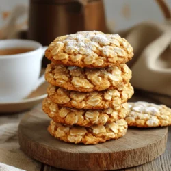 - 1 cup rolled oats - 1 cup whole wheat flour - 1/2 teaspoon baking soda - 1 teaspoon baking powder - 1 tablespoon pumpkin pie spice - 1/2 teaspoon salt - 1/2 cup unsalted butter, softened - 1/2 cup brown sugar, packed - 1/4 cup granulated sugar - 1/2 cup pumpkin puree - 1 large egg - 1 teaspoon vanilla extract - 1/2 cup raisins or chocolate chips (optional) - 1/2 cup chopped walnuts (optional) When I make Pumpkin Spice Oatmeal Cookies, I pay close attention to each ingredient. The rolled oats add texture and heartiness. Whole wheat flour gives a nutty flavor and boosts nutrition. Baking soda and baking powder help the cookies rise and become fluffy. Pumpkin pie spice brings that warm, cozy taste. Salt balances the sweetness. Butter is key for richness. Brown sugar adds a deep flavor, while granulated sugar keeps the cookies soft. Pumpkin puree keeps them moist and flavorful. The egg binds everything together. Vanilla extract adds warmth and depth. You can customize these cookies with raisins, chocolate chips, or walnuts to enhance the taste. - If you want a gluten-free option, use gluten-free flour. - For sugar, try coconut sugar or honey. - You can swap dairy butter for vegan butter. These swaps keep the cookies delicious and enjoyable for everyone. Check out the Full Recipe for more details on making these tasty treats! - Preheat your oven to 350°F (175°C). - Prepare the baking sheet with parchment paper. - In a medium bowl, combine the dry ingredients: rolled oats, whole wheat flour, baking soda, baking powder, pumpkin pie spice, and salt. Mix well and set aside. - In a large mixing bowl, beat the softened butter with brown sugar and granulated sugar until light and fluffy. - Add the pumpkin puree, egg, and vanilla extract to the butter-sugar mix. Stir until well combined. - Gradually add the dry mixture to the wet mixture, stirring until just combined. If you want, fold in raisins or chocolate chips and chopped walnuts. - Scoop tablespoon-sized balls of dough onto the lined baking sheet, leaving about 2 inches between them. Gently press down each ball to flatten slightly. - Bake in the preheated oven for 12-15 minutes or until the edges are golden and the tops are set. - When done, remove the cookies from the oven and let them cool on the baking sheet for 5 minutes. Then, transfer them to a wire rack to cool completely. You can find the full recipe to guide you through the process. Enjoy your baking! For the best pumpkin spice oatmeal cookies, use room temperature ingredients. Cold butter can lead to dense cookies. When mixing, start with the butter and sugars. Beat them until light and fluffy. This airiness helps make your cookies soft. To boost flavor, add a pinch of nutmeg or some vanilla extract. You can also try adding dark chocolate chips or dried cranberries. These add-ins can make your cookies even more delightful. Get creative and mix in your favorite nuts for texture. If your cookies spread too much, check your butter temperature. If it’s too warm, the dough can flatten. For overbaking, look for golden edges and set tops. If they feel hard, they may be overdone. For underbaking, the cookies should feel soft but not wet. Adjust your baking time as needed. {{image_2}} If you want nut-free cookies, just skip the walnuts. You can also use seeds like sunflower seeds or pumpkin seeds instead. For a vegan version, replace the egg with a flax egg. To make a flax egg, mix 1 tablespoon of ground flaxseed with 2.5 tablespoons of water. Let it sit for five minutes. It works great! Use coconut oil or a vegan butter substitute instead of regular butter. These swaps keep your cookies tasty and light. You can mix things up with chocolate chip pumpkin spice oatmeal cookies. Simply add a half cup of chocolate chips to the dough. If you prefer dried fruit, try raisins or chopped dates. These additions give a sweet and chewy texture. You can also mix in shredded coconut for a tropical twist. Each of these options makes your cookies unique and fun. For a festive touch, add dried cranberries to the dough. They add a pop of color and tartness that pairs well with pumpkin spice. You can also stir in some citrus zest, like orange or lemon. This adds brightness and freshness that lifts the flavors. These seasonal twists make your cookies perfect for any holiday gathering. Store your pumpkin spice oatmeal cookies at room temperature. They stay soft and tasty this way. Use an airtight container to keep them fresh. You can stack them, but place parchment paper between layers. This helps prevent sticking. If you want them to last longer, consider the fridge. Just remember, they might harden a bit. To freeze raw cookie dough, scoop it into balls. Place them on a baking sheet and freeze until firm. Once frozen, transfer them to a zip-top bag. Label the bag with the date. For baked cookies, let them cool completely first. Then, place them in an airtight container or a zip-top bag. You can keep them frozen for up to three months. To warm cookies, use the microwave or oven. For the microwave, heat for 10-15 seconds. Check if they are warm enough. If using the oven, preheat it to 350°F (175°C). Place cookies on a baking sheet and warm for about 5 minutes. This helps restore their softness. If you froze them, let them thaw at room temperature before reheating. Enjoy your delightful treat! You can find the full recipe in the earlier sections. Yes, you can make these cookies gluten-free! Use gluten-free flour instead of whole wheat flour. Almond flour or coconut flour also works well. If using almond flour, reduce the amount slightly. Always check the labels on your ingredients to ensure they are gluten-free. These cookies stay fresh for about 5 days at room temperature. Store them in an airtight container. If you refrigerate them, they may last up to 10 days. Just remember that refrigeration can change their texture a bit. If you don’t have pumpkin puree, you can use apple sauce or mashed bananas. Use the same amount, which is 1/2 cup. These substitutes will give your cookies a nice flavor and moisture. Absolutely! You can add chocolate chips or nuts like walnuts. If you add these, keep the total amount around 1 cup. Adjust the baking time to a minute or two longer if you add more mix-ins. The texture should be soft and chewy. The edges should be slightly crispy. When you bake them, look for golden edges and set tops. Let them cool to get the right texture. We've explored a simple and tasty cookie recipe using wholesome ingredients. From mixing oats and flour to baking the perfect cookie, each step is clear and easy. Remember to experiment with substitutes and flavors to make this recipe yours. Whether you want nut-free or vegan options, there's a way to enjoy these cookies. With proper storage, you can keep them fresh. Enjoy the fun of baking and share these cookies with friends and family!