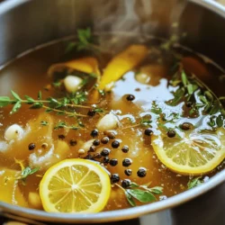 - 1 cup kosher salt - 1 cup brown sugar - 1 gallon water - 3 tablespoons black peppercorns - 1 tablespoon allspice berries - 4 cloves garlic, crushed - 1 tablespoon fresh rosemary, chopped - 1 tablespoon fresh thyme, chopped - 1 lemon, sliced - Ice (optional, for cooling) Using these ingredients is key to making the best juicy turkey brine. Kosher salt helps the turkey absorb moisture and flavor. Brown sugar adds a nice sweetness that balances the saltiness. Water is the base of our brine, and it dissolves the salt and sugar easily. Black peppercorns and allspice berries bring depth and warmth. Garlic adds a rich, savory note that enhances the turkey. Fresh rosemary and thyme give your brine a lovely herbal touch. Finally, lemon slices brighten the flavor, adding a fresh zing. If you want to cool your brine quickly, ice is a great option. This mix creates a flavorful brine that makes your turkey juicy and delicious. For the full recipe, check out the details above. To make the best juicy turkey brine, start by combining key ingredients. In a large pot, mix 1 gallon of water, 1 cup of kosher salt, and 1 cup of brown sugar. Use medium heat to help dissolve the salt and sugar fully. Stir well until the mixture is clear. Next, add your spices and aromatics. Toss in 3 tablespoons of black peppercorns, 1 tablespoon of allspice berries, and 4 crushed garlic cloves. Don’t forget the herbs! Add 1 tablespoon each of chopped rosemary and chopped thyme. Finally, slice 1 lemon and add it to the pot for a citrusy kick. Cooling the brine is key to safe brining. Let it reach room temperature after boiling. You can speed up this process by adding ice. If you have ice on hand, toss in enough to chill the brine quickly. This helps ensure your turkey doesn’t cook in warm brine. Once your brine is cool, it’s time to brine the turkey. Submerge the turkey fully in the brine. Make sure every part is covered. Use a large container or a brining bag to hold the turkey and brine. Seal it tightly and refrigerate for at least 12 to 24 hours. This time allows the flavors to soak in. After brining, rinse the turkey under cold water and pat it dry. Now your turkey is ready for roasting or cooking. For the full recipe, refer to the Best Juicy Turkey Brine. To make your brine perfect, adjust the salt and sugar. If you like it sweeter, add more brown sugar. For a saltier taste, increase the kosher salt. You can also add more herbs. Fresh herbs like sage or thyme can bring new flavors. Experimenting is key! Always follow safety rules. Avoid cross-contamination by using clean utensils. When thawing a turkey, do it in the fridge. This keeps it safe and fresh. Never thaw on the counter; the turkey can get too warm. Brining makes a big taste difference. It helps the turkey stay juicy and flavorful. When you brine, the turkey absorbs salt and herbs. This keeps it moist while cooking. Non-brined turkey can be dry and bland. Brining is a great way to add flavor and moisture. For the full recipe, check out the Best Juicy Turkey Brine! {{image_2}} Adding herbs like sage or thyme can elevate your turkey brine. These herbs bring warmth and depth. You can mix fresh or dried herbs based on what you have. Just remember to use them in moderation so they do not overpower the other flavors. For a robust flavor, try two tablespoons of each herb in your brine. Citrus fruits like oranges or limes can brighten your brine. Slices of these fruits add a zesty kick that complements the meat. Simply add a few slices to the brine mixture. You might enjoy using a mix of both orange and lime for a unique taste. The acidity helps tenderize the turkey and adds a refreshing twist. For those who love a kick, try a sweet and spicy brine. You can add chili flakes or even a splash of hot sauce. Maple syrup or honey also works well to balance the heat. Aim for one tablespoon of chili flakes or two tablespoons of syrup. This mix delivers a complex flavor that will impress your guests. For the full recipe, you can refer to the Best Juicy Turkey Brine. After you brine your turkey, you might have some brine left. You can store leftover brine easily. First, let it cool completely if it’s still warm. Then, pour it into a clean glass jar or container. Seal it tightly with a lid. - Refrigeration tips: Keep the brine in the fridge. It stays fresh for up to one week. Always check for any off smells before using it again. - Duration of safe storage: Store it no longer than a week to ensure it stays safe to use. If you notice any changes, it’s best to throw it out. Once your turkey is brined, you need to store it properly. Keeping it in the right place helps maintain its flavor and texture. - Best practices to store turkey before cooking: After removing the turkey from the brine, rinse it under cold water. Pat it dry with paper towels. Place the turkey in a large container, cover it, and store it in the fridge. This keeps it fresh until you are ready to cook it. - Freezing options: If you want to store the turkey longer, you can freeze it. Wrap the turkey tightly in plastic wrap, then place it in a freezer bag. Be sure to remove as much air as possible. It can stay frozen for up to six months. When you are ready to cook, thaw it in the fridge for a day before cooking. Using these storage tips will help you keep your juicy turkey brine and turkey fresh. Enjoy your flavorful meal! Brining time depends on your turkey's weight. For a turkey up to 12 pounds, brine for 12 hours. For turkeys from 12 to 16 pounds, aim for 12 to 16 hours. Larger turkeys, over 16 pounds, can brine for up to 24 hours. This will ensure the meat absorbs the flavors and remains juicy. Yes, you can reuse turkey brine, but be careful. Strain the brine to remove solids. Store it in the fridge for up to a week. However, remember that reusing it may weaken the flavor. Always check for any spoilage before using it again. After brining, rinse the turkey well. Pat it dry with paper towels. Then, roast it in the oven at 325°F. You can also grill or smoke it for more flavor. Cooking times will vary, but aim for about 13-15 minutes per pound. This will give you a perfect, juicy turkey every time. For the full recipe, check out Best Juicy Turkey Brine! You learned how to brine a turkey with essential ingredients and easy steps. Brining makes turkey juicy and tasty. Don't forget to cool your brine before use. Feel free to try different herbs and flavors for variety. Safety is key, so follow storage tips. Whether you choose to reuse brine or cook your turkey a certain way, the options are endless. With these methods, your turkey will shine at any meal. Enjoy the process and the great results that follow.