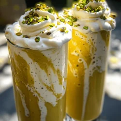 - 2 cups vanilla ice cream - 1 cup milk (whole or almond) - 1/2 cup shelled pistachios The main ingredients create a rich and creamy shake. Vanilla ice cream gives it a classic taste. Milk adds the right liquid to blend smoothly. Shelled pistachios provide a nutty flavor that stands out. - 2 tablespoons honey or agave syrup - Whipped cream You can add honey or agave syrup for sweetness. Adjust the amount based on your taste. Whipped cream makes your shake feel special. It adds a creamy layer on top. - Extra crushed pistachios - Chocolate shavings Garnishing your shake makes it look pretty. Extra crushed pistachios give a nice crunch. Chocolate shavings add a sweet touch. These simple ideas make your shake fun and inviting. For the full recipe, check the detailed instructions. To make this treat, start by gathering your ingredients. You will need: - 2 cups vanilla ice cream - 1 cup milk (whole or almond milk) - 1/2 cup shelled pistachios, plus extra for garnish - 1 teaspoon vanilla extract - 2 tablespoons honey or agave syrup - Whipped cream for topping Now, combine the vanilla ice cream, milk, shelled pistachios, vanilla extract, and honey in a blender. Make sure to measure carefully. Blend on high speed until the mixture is smooth and creamy. You want the pistachios to blend well, creating a lovely green hue. Once blended, taste your shake. This step is key. If it’s not sweet enough, add more honey. Blend again for a few seconds until well mixed. This shake should balance the rich flavor of pistachios with the sweetness of vanilla and honey. Next, it’s time to pour the shake into tall glasses. Use a large spoon to help if needed. After pouring, top each shake with whipped cream. Don’t skimp here! Finally, sprinkle extra crushed pistachios on top for a nice crunch. This adds a fun touch and looks great. Enjoy your pistachio vanilla cream shake! For further details, refer to the Full Recipe. To get the best texture for your shake, blend slowly at first. Start on low speed. This helps mix the ingredients without splashing. Then, switch to high speed once everything is combined. Blend until the shake is smooth and creamy. Watch out for over-blending. If you blend too long, the shake may turn too thin. Blend just enough to combine the pistachios well without losing creaminess. To customize your shake's sweetness, taste it after blending. If it’s not sweet enough, add more honey or agave syrup. Blend again to mix it well. You can use other sweeteners if you like. Try using maple syrup or stevia. These give a different flavor and can be healthier options. Pouring the shake can be fun! To make it look nice, tilt the glass slightly as you pour. This helps create a smooth layer. For garnishes, get creative! Top with whipped cream and crushed pistachios. You can also add chocolate shavings for extra flair. These small touches make the shake look gourmet and inviting. For the complete preparation details, check the Full Recipe. {{image_2}} You can make this shake even more fun by adding flavors. Here are some ideas: - Chocolate or Caramel: Mix in chocolate syrup or caramel sauce. These add a sweet, rich touch. Blend them in with the other ingredients. You will love the extra flavor! - Healthier Options: Use Greek yogurt instead of ice cream. It gives a creamy texture and packs in protein. You can also swap honey for a natural sweetener like maple syrup. If you need to adjust for dietary needs, here are some easy swaps: - Dairy-Free Options: Use almond milk or coconut milk for a rich, creamy base. Substitute ice cream with dairy-free yogurt or coconut cream. This keeps the shake tasty without dairy. - Nut-Free and Vegan: For nut-free, skip the pistachios and use sunflower seeds instead. You can also choose vegan ice cream for a full plant-based option. These swaps keep all flavors intact. You can change the shake to match the seasons: - Summer Fun: Add fresh berries like strawberries or blueberries. They add a fruity burst and make the shake vibrant. - Holiday Treats: Try mixing in peppermint extract during the winter. This gives a festive touch perfect for holiday gatherings. You can also add pumpkin spice for a cozy fall flavor. These variations let you enjoy the Pistachio Vanilla Cream Shake in many ways. Check the Full Recipe for more details. To keep your leftover shake fresh, store it in an airtight container. This helps maintain its creamy texture. If you want to save it longer, you can freeze the shake. Just pour it into a freezer-safe container, leaving some space for expansion. When you are ready to enjoy it again, simple thaw it in the fridge overnight. If you freeze your shake, it may separate. To fix this, just blend it again. Start by letting it sit at room temperature for about 10 minutes. Then, pour it into your blender and blend until smooth. This ensures that the shake is creamy again, just like when you first made it. In the fridge, your shake lasts about 1-2 days. If you freeze it, expect it to stay good for about 2-3 months. Always check for signs it has gone bad. If you see ice crystals, or if it smells off, it’s best to toss it. Enjoy your Pistachio Vanilla Cream Shake at its best! For the full recipe, visit the recipe section. If you need a substitute for vanilla ice cream, you have options. You can use coconut milk ice cream for a dairy-free choice. Almond milk ice cream also works well and is lower in calories. If you want a lighter version, try frozen bananas blended with a splash of almond milk. This gives a creamy texture without dairy. Yes, you can make this shake ahead of time! Blend the ingredients and store the shake in the fridge. However, it’s best to drink it within a few hours. The longer it sits, the more it may separate. If you want to prep in advance, consider making the shake without whipped cream. Add that just before serving. To make your shake thicker, use less milk. Start with half a cup and add more if needed. You can also blend in more ice cream or frozen bananas. If you want a nutty flavor, add extra pistachios. Just remember to blend well to keep it smooth. You learned how to make a delicious pistachio milkshake. We covered key ingredients like vanilla ice cream and shelled pistachios. You also discovered ways to customize flavors and sweetness to fit your taste. Remember to try different garnishes and variations, too. Each twist can create a new favorite shake. Enjoy making this treat and share it with friends and family. A good shake is always worth it!