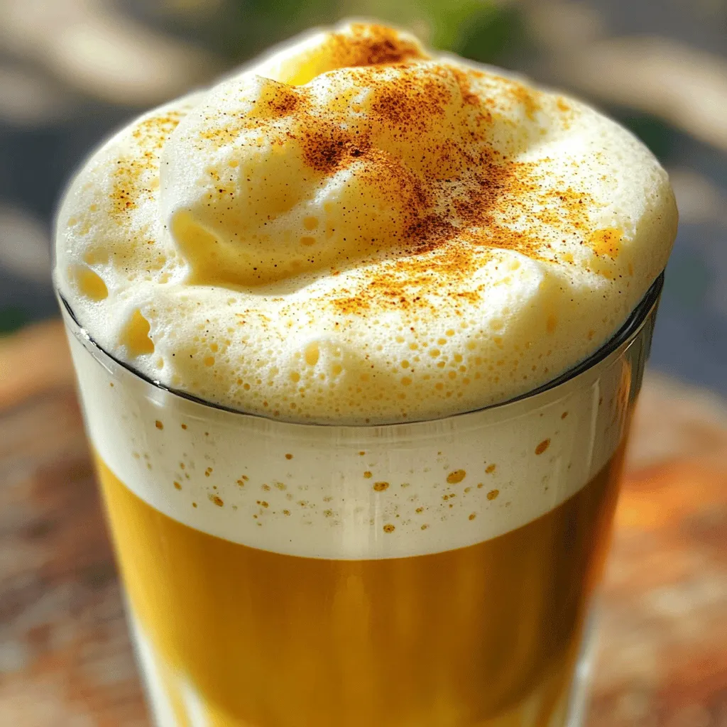 To make the best pumpkin cold foam, you need some key ingredients: - 1 cup heavy cream - 1/4 cup pumpkin puree - 2 tablespoons maple syrup - 1 teaspoon vanilla extract - 1 teaspoon pumpkin pie spice - Pinch of salt These ingredients will give you a rich and creamy foam. The heavy cream adds a nice texture, while the pumpkin puree brings that lovely fall flavor. Maple syrup adds sweetness, and vanilla gives it depth. Pumpkin pie spice rounds out the taste perfectly. You can also add some optional ingredients to make your foam special: - Extra pumpkin pie spice for garnish - Whipped cream for added fluffiness - A splash of milk for smoother texture Feel free to play with these options. Adding more spice can boost the pumpkin flavor. Whipped cream can make it even creamier. A little milk can help if you like a thinner foam. Here’s a quick look at the nutrition in a serving of this pumpkin cold foam: - Calories: Approximately 200 - Fat: 18g - Carbohydrates: 10g - Protein: 2g This foam is a treat, so enjoy it in moderation. The heavy cream does add fat, but the flavor and fun make it worth it! For the full recipe, check out the details above. To start, gather your ingredients. You’ll need: - 1 cup heavy cream - 1/4 cup pumpkin puree - 2 tablespoons maple syrup - 1 teaspoon vanilla extract - 1 teaspoon pumpkin pie spice - Pinch of salt In a mixing bowl, add the heavy cream, pumpkin puree, maple syrup, vanilla extract, pumpkin pie spice, and salt. Mix these ingredients well until they are fully combined. This base mixture is key for a rich and creamy foam. Now it’s time to whip the mixture. Use a hand mixer or a whisk. Beat the mixture on medium speed until soft peaks form. Be careful not to overwhip it. You want the foam to be fluffy, but still creamy enough to float on your drink. Once you see soft peaks, stop mixing. After whipping, chill the foam in the refrigerator for about 10 minutes. This step keeps the foam cold and fresh. Next, prepare your favorite iced coffee or latte. Fill your glass about three-quarters full with the coffee. Now, carefully spoon the pumpkin cold foam on top. Aim to create a lovely layer that sits above the coffee. For an extra touch, you can sprinkle some pumpkin pie spice over the foam. This gives your drink a nice look and adds more flavor. Now you have a delicious Pumpkin Cold Foam drink! Enjoy this simple and creamy recipe any time you crave a fall treat. Find the Full Recipe for more details if needed. To get that smooth foam, start with cold heavy cream. Cold cream whips better. Use a bowl that is also cold. This helps the cream whip faster. Whip until you see soft peaks. Soft peaks mean your foam is light and fluffy. If you whip too long, it can turn into butter. Aim for a creamy texture that floats on your drink. One mistake is not chilling your tools. If your bowl or beaters are warm, it will affect the foam. Another mistake is overwhipping. Watch closely as you whip. If you see stiff peaks, stop! Stiff peaks can make your foam grainy. Lastly, don’t skip the salt. A pinch of salt enhances the flavors and balances sweetness. You can play with flavors to make your foam unique. Try adding a bit of nutmeg or cinnamon for warmth. For sweetness, swap maple syrup with honey or agave. You can use different extracts too. Almond or hazelnut can give a nice twist. Mix in a splash of milk or cream for a creamier taste. These small changes can make your pumpkin cold foam even more delightful. {{image_2}} You can switch up your pumpkin cold foam by adding a touch of spice. Try the pumpkin spice cold foam recipe. It is simple and brings more flavor. Here’s a quick look at what you need: - 1 cup heavy cream - 1/4 cup pumpkin puree - 2 tablespoons maple syrup - 1 teaspoon vanilla extract - 1 teaspoon pumpkin pie spice - Pinch of salt - Optional: extra pumpkin pie spice for garnish Just follow the Full Recipe to make this delightful cold foam. This version adds warmth and a cozy feeling to your drink. You might want to adjust the sweetness of your pumpkin cold foam. Many options exist! Here are a few ideas: - Honey: A natural sweetener with floral notes. - Agave syrup: A sweet choice with a mild flavor. - Stevia: A no-calorie option for those watching sugar. - Coconut sugar: A deeper flavor that pairs well with pumpkin. Each sweetener brings its own twist. Try them to find your favorite match! If you prefer a non-dairy option, you can still enjoy pumpkin cold foam. Here are some great substitutes for heavy cream: - Coconut cream: Rich and creamy with a hint of coconut flavor. - Almond milk: A lighter choice that adds a nutty taste. - Oat milk: Creamy and smooth, great for foam. - Cashew milk: A rich, creamy alternative that blends well. These choices make it easy to enjoy pumpkin cold foam without dairy. You can still achieve that fluffy texture. To store leftover pumpkin cold foam, place it in an airtight container. Make sure to cover it well. This keeps it fresh and prevents it from absorbing other smells. You can keep it in the fridge for easy access. The foam lasts about 3 to 5 days in the fridge. For the best taste, use it within the first two days. Before using, check the foam. If it smells off or looks different, it’s best to toss it. Always give it a gentle stir before serving again. You can use leftover foam in many drinks. Try it on iced coffee or hot chocolate. It also tastes great on smoothies. The flavor of pumpkin adds a nice twist. Get creative and add it to your favorite beverages! For more ideas, check the Full Recipe. Pumpkin cold foam adds a creamy touch to many drinks. I find it pairs best with: - Iced coffee - Lattes - Cold brew - Chai tea The sweet and spicy flavors of pumpkin cold foam blend nicely with coffee's rich taste. You can also try it on hot drinks if you prefer warmth. Yes, you can use homemade pumpkin puree. Just make sure it is smooth and well-mixed. Homemade puree often has a fresher flavor. If you want to make your own, roast a pumpkin until soft, then blend it until smooth. This will give your pumpkin cold foam a unique taste. To make pumpkin cold foam dairy-free, use coconut cream or almond milk. Here’s how: - Substitute heavy cream with coconut cream for a rich texture. - Use almond milk for a lighter option. Whip the dairy-free option with the other ingredients in the Full Recipe. This way, you’ll still enjoy that creamy goodness without dairy. You learned about the key ingredients for pumpkin cold foam and how to make it. We explored tips for the best foam texture and avoided common mistakes. Customizing your drink enhances your experience, and storage tips help keep foam fresh. Whether you want a pumpkin spice twist or a dairy-free option, the possibilities are endless. Enjoy making your perfect pumpkin cold foam drink and impress your friends with your tasty creation.