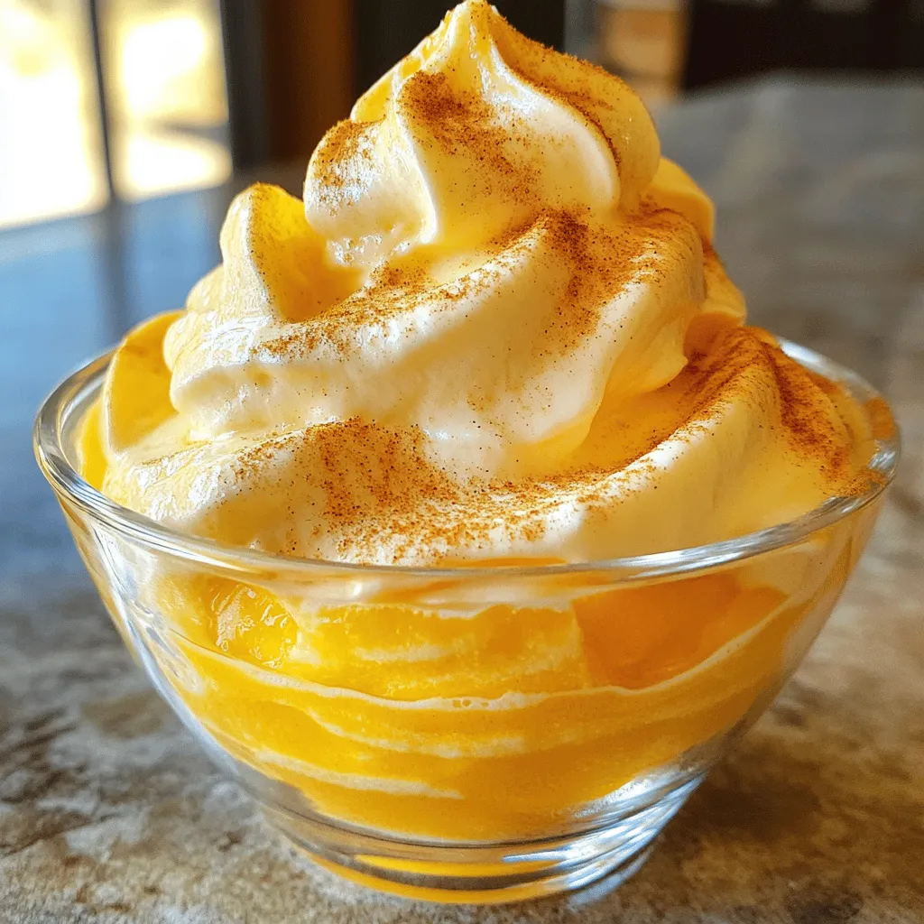To make Quick Pumpkin Cold Foam, gather these main ingredients: - 1 cup heavy whipping cream - 1/4 cup pure pumpkin puree - 2 tablespoons maple syrup (or honey) - 1 teaspoon vanilla extract - 1/2 teaspoon pumpkin pie spice (plus extra for garnish) - Pinch of salt Each ingredient plays a vital role in creating a creamy and flavorful foam. The heavy cream is key for that rich texture. Pumpkin puree gives it a lovely, natural sweetness. Maple syrup or honey adds extra flavor. Vanilla extract enhances the overall taste. Pumpkin pie spice brings warmth, making it a perfect fall treat. You can customize your pumpkin cold foam with these optional ingredients: - Coconut cream for a dairy-free version - Brown sugar instead of maple syrup for a deeper flavor - Whipped topping for a lighter option If you want to swap any ingredients, keep the ratios similar. This will help maintain the foam's texture and flavor. If you want to make more or less, here are some simple conversions: - For 1 cup of foam, use the original recipe. - For 2 cups, double all ingredients. - For 3 cups, triple the amounts. This way, you can easily adjust the recipe to fit your needs. If you want an exact serving size, just divide the total volume by how many servings you want. Enjoy your delicious pumpkin cold foam! To make the base for your pumpkin cold foam, start by gathering your ingredients. You will need: - 1 cup heavy whipping cream - 1/4 cup pure pumpkin puree - 2 tablespoons maple syrup (or honey) - 1 teaspoon vanilla extract - 1/2 teaspoon pumpkin pie spice - Pinch of salt In a mixing bowl, combine these ingredients. Use a whisk or an electric mixer to blend them well. Mix until everything is smooth. This step is key for a tasty foam. When whipping the mixture, keep an eye on the time. It should take about 2-3 minutes on medium speed. I like to stop just before it gets too stiff. You want the foam to be light and fluffy, not hard. If you over-whip, it can turn grainy. Trust me, a smooth texture makes all the difference in your drink. Once your cold foam is ready, it's time to serve. Spoon it on top of your favorite coffee drink. The foam should sit nicely on the surface. For a lovely finish, sprinkle a bit of pumpkin pie spice on top. This adds a beautiful touch and boosts the flavor. Enjoy your pumpkin cold foam right away, or store it in the fridge for up to three days. Just remember to give it a gentle stir before serving. You can find the full recipe to create this delightful treat, and I hope you enjoy making it! To make your cold foam fluffy, start with cold ingredients. Use heavy cream right from the fridge. Whipping cream at a low speed first helps to mix the ingredients well. Then, increase the speed to medium. Whip until you see soft peaks. This should take 2-3 minutes. The texture should be smooth, not too thick. If it feels dense, you may have over-whipped it. One common mistake is using room temperature cream. Warm cream does not whip well. Another error is over-whipping the mixture. This leads to a grainy texture. Be careful to stop as soon as you see soft peaks. Also, don’t skip the salt! A pinch of salt balances the sweetness and enhances flavor. Lastly, avoid adding too much pumpkin puree. Too much can make your foam too heavy. You can enhance your cold foam in many ways. Try adding a splash of milk for creaminess. You can swap maple syrup with honey for a different sweetness. For a spicy kick, add a bit more pumpkin pie spice. If you want a nutty flavor, consider adding almond extract. You can also experiment with chocolate or caramel drizzle on top. These flavors can make your foam even more delightful. {{image_2}} You can switch up the flavor of your cold foam. Try adding different spices or extracts. Here are some ideas: - Caramel: Add 2 tablespoons of caramel sauce for a sweet twist. - Chocolate: Mix in 2 tablespoons of cocoa powder for a rich taste. - Maple: Use brown sugar or maple extract to boost the maple flavor. - Vanilla: Add an extra teaspoon of vanilla for a sweeter foam. These options will keep your cold foam exciting and new! You can change the sweetener or dairy in your cold foam. Here are some good swaps: - Sweeteners: Use agave syrup or coconut sugar instead of maple syrup. - Dairy: Try coconut cream or almond milk for a dairy-free option. - Non-dairy whipped topping: Use a plant-based whipped cream for a lighter foam. These changes can make your cold foam fit your diet or taste better. Your pumpkin cold foam can go beyond coffee. You can use it in many fun ways. Here are a few ideas: - On pancakes: Spoon it on top of pancakes or waffles for a fall treat. - With desserts: Add it to pies or cakes for a creamy topping. - In smoothies: Blend it into your smoothie for a pumpkin boost. These ideas let you enjoy your pumpkin cold foam in many delicious ways. For the full recipe, check the details earlier. To store leftover pumpkin cold foam, place it in an airtight container. This keeps it fresh and prevents it from absorbing other fridge smells. Make sure the container is clean and dry before adding the foam. You can refrigerate the foam for up to three days. After refrigerating, your cold foam may lose its fluffy texture. To re-whip it, take it out and let it sit for a few minutes. This helps to soften it. Use an electric mixer or a whisk to whip it again until you reach soft peaks. Be gentle; too much whipping can turn it into butter. The shelf life of pumpkin cold foam is about three days in the fridge. If it looks watery or separates, it may be spoiled. Also, check for an off smell or sour taste. If you notice any of these signs, it’s best to toss it out. Enjoy your Quick Pumpkin Cold Foam while it’s fresh! Yes, you can use canned pumpkin. It saves time and is just as tasty. Ensure you select pure pumpkin puree, not pumpkin pie filling. The flavor will be rich and delicious, making your cold foam quick and easy. To make this recipe dairy-free, swap heavy cream with a plant-based cream. Look for options like coconut cream or almond cream. Both will whip well and keep the foam light and airy. You can also use almond milk or oat milk for a lighter version. You can keep pumpkin cold foam in the fridge for up to three days. Store it in an airtight container to keep it fresh. Before serving, give it a gentle stir to restore its fluffiness. You learned how to make Quick Pumpkin Cold Foam using simple ingredients and steps. We explored optional ingredients and measurements to fit your needs. I shared tips for whipping and storing your foam, plus ways to enhance flavors and avoid common mistakes. The variations and creative uses broaden your options for enjoyment. Embrace this fun recipe to impress friends and family. Enjoy your tasty creation!