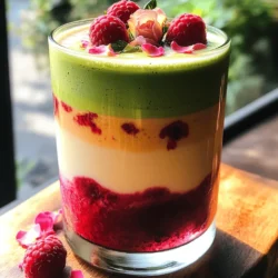- 1 cup almond milk (or any milk of your choice) - 1 teaspoon matcha powder - 1/2 cup fresh raspberries (plus extra for garnish) - 1 tablespoon rose water - 1 tablespoon honey or maple syrup (adjust for sweetness) - Ice cubes (optional) - Edible rose petals for garnish (optional) The first ingredient is almond milk. You can use any milk you prefer, but I love almond milk. It adds a nutty flavor and creaminess. Next, matcha powder is essential. This green tea powder gives a rich taste and a lovely color. It also has health benefits, like boosting energy and focus. Fresh raspberries bring sweetness and a beautiful pink hue. They create a nice balance with the matcha. Plus, you can use extra raspberries as a garnish. Rose water adds a floral touch that makes this drink special. Use it sparingly; a little goes a long way. For sweetness, honey or maple syrup work well. You can adjust how much you add based on your taste. Ice cubes are optional for a chilled drink. If you like cold drinks, add them in. They make the latte refreshing. Lastly, edible rose petals are optional but beautiful. They add a fancy touch and enhance the floral notes. This blend of ingredients makes the Raspberry Rose Matcha Latte creamy and refreshing. You can find the full recipe to guide you through making this delightful drink. To start, you need to make the raspberry puree. In a small saucepan, add 1/2 cup of fresh raspberries and 1 tablespoon of honey or maple syrup. Heat this over medium. Cook for about 5 minutes. Stir it occasionally. The raspberries will break down and form a thick mix. Once done, remove it from heat. Use a fine mesh strainer to strain the mixture into a bowl. Discard any seeds that remain. Set the raspberry puree aside to cool. Next, it’s time for the matcha. In a separate bowl, add 1 teaspoon of matcha powder. Pour in a few tablespoons of hot water. Whisk the matcha until it is smooth. Make sure there are no lumps. If you want a creamier texture, you can use a milk frother. This step is key for a great blend. Now, let’s heat the almond milk. In another saucepan, warm 1 cup of almond milk over low heat. Be careful not to let it boil. Once it’s warm, stir in 1 tablespoon of rose water. Mix well to combine the flavors. This adds a lovely floral note to your latte. It’s time to assemble your latte. Take a serving glass and add a layer of the raspberry puree at the bottom. If you want it chilled, add some ice cubes. Pour the warmed almond milk mixture gently over the raspberry layer. This creates a beautiful separation of colors. Finally, add the whisked matcha on top of the milk layer. Let it float for a stunning effect. For the final touch, garnish your latte. Add extra fresh raspberries on top. You can also sprinkle some edible rose petals for a fancy look. This not only makes it pretty but also adds a delicate flavor. Enjoy your Raspberry Rose Matcha Latte! To get the best matcha, use a whisk or a frother. Mix the matcha powder with hot water. Make sure there are no lumps. This step is key for a smooth drink. The right consistency makes your latte creamy and delightful. You can adjust the sweetness to your taste. Start with one tablespoon of honey or maple syrup. Taste the mixture and add more if you like it sweeter. Remember, the raspberry puree also adds sweetness. If you have extra raspberry puree, store it in a jar. Keep it in the fridge for up to a week. You can also freeze it in ice cube trays. This way, you can use it later in smoothies or desserts. Want to add a twist? Consider adding a pinch of cinnamon or cardamom. These spices can give your latte a warm note. You can also try a splash of vanilla extract for extra flavor. Just a little can make a big difference. {{image_2}} If you want a vegan sweetener, choose maple syrup or agave nectar. Both options add sweetness without any animal products. Maple syrup brings a rich flavor that pairs well with the matcha. Agave nectar has a milder taste, making it a good choice too. Adjust the amount to fit your taste. You can use many types of milk for this latte. Almond milk is light and creamy, but try oat milk for a thicker texture. Soy milk gives a nice protein boost, while coconut milk adds a tropical twist. Each option changes the flavor slightly, so pick your favorite! Feel free to get creative with seasonal fruits. In summer, try adding sliced strawberries or blueberries for a fun twist. In fall, a dash of pumpkin puree can add warmth. Each fruit brings its unique taste and color, making your latte even more special. Store your raspberry puree in an airtight container. Keep it in the fridge for up to a week. You can also freeze it for longer storage. Just pour it into ice cube trays. Once frozen, transfer the cubes to a freezer bag. This way, you can use small amounts later. If you have leftover latte, pour it into a sealed jar. Store it in the fridge for up to two days. When you're ready to drink it, just shake the jar to mix. If you added ice, it’s best to drink it fresh. To reheat the latte, pour it into a saucepan. Use low heat to warm it gently. Stir it often to avoid burning. You can also use a microwave. Heat in short bursts, stirring in between. Enjoy it warm for a cozy treat! For the full recipe, check out the detailed steps and ingredients. Matcha is a green tea powder full of good stuff. It has high levels of antioxidants, which can help your body. Drinking matcha may boost your energy and help you focus. It also can help with weight loss by speeding up your metabolism. Plus, matcha gives you a calm alertness, thanks to L-theanine, an amino acid found in tea. Yes, you can use frozen raspberries! They work well in this recipe. Just thaw them first for a smoother puree. You may need to adjust the sweetener because frozen raspberries can taste less sweet than fresh ones. The flavor will still shine through, giving you a tasty drink. Yes, rose water is safe for drinking. It comes from the petals of roses and has many uses in cooking. It adds a lovely floral taste to drinks and desserts. However, make sure to use food-grade rose water to ensure it is safe. To make a cold version, follow the recipe but add ice cubes. After making the raspberry puree, pour it into a glass filled with ice. Then, pour the warmed almond milk mixture over the ice. Finally, add the whisked matcha on top. This will give you a refreshing treat on hot days. You can use honey, maple syrup, or agave nectar with matcha. If you prefer something sugar-free, try stevia or monk fruit. Each sweetener changes the taste a bit, so pick what you like best. Start with a little and add more if needed. To change the thickness of almond milk, simply adjust the amount you add. If you want a creamier latte, use less almond milk. For a lighter drink, add more. You can also mix almond milk with coconut milk or oat milk for different textures. This gives you more options for a perfect drink. To make a Raspberry Rose Matcha Latte, you need simple ingredients. Here’s the breakdown: - 1 cup almond milk (or any milk you like) - 1 teaspoon matcha powder - 1/2 cup fresh raspberries (plus extra for garnish) - 1 tablespoon rose water - 1 tablespoon honey or maple syrup (adjust to your taste) - Ice cubes (optional) - Edible rose petals for garnish (optional) Preparation Times: - Prep Time: 10 minutes - Total Time: 15 minutes - Servings: 2 This latte is perfect for a cozy afternoon or a refreshing start to your day. You can serve it warm or chilled, depending on your mood. If you want a chilled drink, add ice cubes to your glass before pouring the almond milk. The layers of raspberry puree, creamy milk, and matcha create a stunning drink. Top it off with fresh raspberries and edible rose petals for a beautiful finish. This Raspberry Rose Matcha Latte is not just a feast for the eyes; it’s also a treat for the taste buds. If you want to try making it, check the Full Recipe for detailed steps! In this post, we explored a delightful matcha latte recipe with raspberry. We covered essential ingredients and shared clear steps to make it. You learned about tips for perfect texture and ways to customize flavors. We also discussed storage for leftovers and answered common questions. Enjoy making this drink to impress friends or treat yourself. Experiment with flavors and have fun in the kitchen! This latte combines wellness and taste, making every sip a joy.