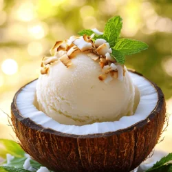 To make coconut sorbet, you need a few key ingredients. These ingredients create a rich and creamy treat. You will need: - 2 cups coconut milk (canned, full-fat for creaminess) - 1 cup coconut cream - 1/2 cup granulated sugar (adjust according to sweetness preference) - 1 tablespoon lime juice (to enhance flavor) - 1 teaspoon vanilla extract - A pinch of sea salt Coconut milk and coconut cream are the stars here. They give the sorbet a smooth, creamy texture. The sugar adds sweetness, while lime juice brightens the flavor. Vanilla extract adds depth, and sea salt balances everything out. You can make this sorbet even more fun by adding extra flavors. Try these options: - Fresh fruit like mango or pineapple - Chopped nuts for crunch - A splash of rum for a tropical twist - Mint leaves for a refreshing touch These add-ins can change the taste and texture. Be playful and experiment with what you like! Choosing the right coconut milk is key. Here are some top brands to consider: - Thai Kitchen - Aroy-D - Native Forest Look for canned, full-fat coconut milk. This type offers the best creaminess for your sorbet. Always check the label; avoid options with added preservatives or fillers. Quality matters for a delicious coconut sorbet! For the full recipe, check out the Tropical Coconut Bliss Sorbet section. To make this coconut sorbet, start with your ingredients. Gather these items: - 2 cups coconut milk (canned, full-fat for creaminess) - 1 cup coconut cream - 1/2 cup granulated sugar - 1 tablespoon lime juice - 1 teaspoon vanilla extract - A pinch of sea salt In a medium mixing bowl, combine the coconut milk and coconut cream. Whisk them until smooth and mixed well. Then, add the sugar, lime juice, vanilla, and sea salt. Keep whisking until the sugar dissolves. Taste it! You can add more sugar or lime juice to match your taste. Now, pour the mixture into your ice cream maker. Follow the instructions that come with your machine. Churn the mix for about 20 to 25 minutes. It should turn into a soft-serve texture. If you do not own an ice cream maker, you can still make this sorbet. Pour the mixture into a shallow dish and freeze it. Stir it every 30 minutes for about 3 hours. Once the sorbet reaches soft-serve texture, transfer it to an airtight container. Freeze it for at least 4 hours. This helps the flavors blend and the sorbet to set. When you are ready to serve, take it out a few minutes early. This makes scooping easier. Enjoy your Tropical Coconut Bliss Sorbet, and don't forget to check the Full Recipe for more tips! When sweetening your coconut sorbet, start with granulated sugar. It blends well and dissolves easily. Use about 1/2 cup of sugar for a balanced taste. You can adjust this amount based on your sweetness preference. Remember, the sweetness may change after freezing, so taste before you freeze. If you want a different flavor, try adding honey or agave syrup. These natural sweeteners can add a unique twist. Coconut milk comes in many forms, from canned to carton. Canned coconut milk is thicker and richer. This gives your sorbet a creamier texture. If you use carton coconut milk, look for full-fat options. They will have a better mouthfeel. If your coconut milk is too watery, add a bit more coconut cream to thicken it. This will help keep your sorbet from becoming icy. If your coconut sorbet turns out too hard, it may need more fat. Adding extra coconut cream can help. If the sorbet is too soft, it might not have frozen long enough. Make sure to churn it fully in the ice cream maker. If you notice ice crystals, it could mean that it froze too slowly. To fix this, let it churn longer or freeze it in a shallower container. Following these tips will help ensure a smooth and tasty sorbet. For the full recipe, check out Tropical Coconut Bliss Sorbet . {{image_2}} You can make your coconut sorbet even better by adding tropical fruits. Mango and pineapple shine in this treat. To add fruit, simply chop it up and mix it with the coconut base. I suggest using about one cup of fresh or frozen fruit. Blend the fruit before adding it to the coconut mix. This gives a smooth texture and bright flavor. Mango adds sweetness, while pineapple brings a tangy twist. Both fruits make your sorbet more colorful and tasty. For chocolate lovers, I have a fun twist. You can make a dairy-free chocolate coconut sorbet. Start with the base recipe, then add some cocoa powder. About 1/3 cup of unsweetened cocoa works well. Whisk it into the mixture until smooth. This chocolate treat is rich and creamy. It pairs perfectly with the natural coconut flavor. You can also add mini chocolate chips for extra fun. They add a nice crunch and surprise. Herbs can add a unique flavor to your coconut sorbet. Mint and basil are two great options. For mint, add about 1/4 cup of fresh mint leaves. Blend them into the coconut mix to release their oils. Mint gives a fresh, cool taste. Basil, on the other hand, adds a sweet and slightly peppery flavor. Use the same amount (1/4 cup) of fresh basil leaves. Both options can make your sorbet refreshing and interesting. Don't be afraid to experiment! For the full recipe, check out the Tropical Coconut Bliss Sorbet section to create your perfect treat. To keep your coconut sorbet fresh, store it in an airtight container. This prevents ice crystals from forming. Make sure the container is clean and dry before use. If possible, press plastic wrap directly onto the surface before sealing. This helps keep moisture out and flavor in. Homemade coconut sorbet lasts about one to two weeks in the freezer. After that, the taste and texture may change. It’s best to enjoy it within the first week for the best flavor. If you freeze it longer, check for any ice crystals or changes in color. Look for a few signs to know if your sorbet has spoiled. First, check the smell. If it smells off or sour, it’s time to toss it. Next, look for ice crystals. A lot of ice crystals mean it may have lost some texture. Finally, if the color changes to a dull hue, it’s best to discard it. Enjoy your coconut sorbet safe and fresh! Coconut sorbet is a simple and tasty treat. It uses coconut milk and coconut cream. Here are the main ingredients: - 2 cups coconut milk (canned, full-fat for creaminess) - 1 cup coconut cream - 1/2 cup granulated sugar - 1 tablespoon lime juice - 1 teaspoon vanilla extract - A pinch of sea salt These ingredients mix well to create a smooth, creamy texture. Coconut milk gives it a rich flavor. Adding lime juice brings a bright note. This mix comes together in the Tropical Coconut Bliss Sorbet recipe. Coconut sorbet and ice cream differ mainly in texture and ingredients. Ice cream has dairy and often uses eggs. It’s creamy and dense. Coconut sorbet is dairy-free and lighter. It relies on coconut products for creaminess. This makes it a great choice for those who avoid dairy. Sorbet also has a more icy texture compared to ice cream. Yes, you can make coconut sorbet without an ice cream maker! Here’s how: 1. Prepare the mixture as directed. 2. Pour it into a shallow dish. 3. Place it in the freezer. 4. Every 30 minutes, stir the mixture with a fork. This helps break up ice crystals. 5. Repeat until the sorbet is firm and fluffy. This method takes longer but still yields a delicious treat. Enjoy your coconut sorbet any way you make it! Coconut sorbet is a tasty treat you can make at home. We explored key ingredients and added delicious flavors with tips for perfecting texture. You learned how to store sorbet safely, plus answers to common questions. Remember, you can mix in fruits or herbs for fun twists. Enjoy making your coconut sorbet and share it with friends. Your journey to a creamy, tropical delight starts now!