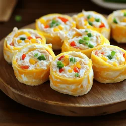 - 2 large tortillas (whole wheat or spinach) - 1 cup cooked chicken, shredded - ½ cup cream cheese, softened - ¼ cup ranch dressing - ½ cup shredded cheddar cheese - ½ cup diced bell peppers - ¼ cup chopped green onions - Salt and pepper to taste To make Chicken Ranch Pinwheels, gather all the ingredients first. Start with tortillas; you can use whole wheat or spinach. I prefer spinach for a pop of color. Next, shredded chicken is key. You can use rotisserie chicken to save time. Cream cheese gives the pinwheels a rich and creamy taste. Make sure it’s softened for easy mixing. Ranch dressing adds a zesty kick. I love using a good quality ranch. Shredded cheddar cheese melts in your mouth and adds flavor. Diced bell peppers bring crunch and color. Use any colors you like for a fun look. Chopped green onions add a fresh taste. Finally, don’t forget salt and pepper. They enhance all the flavors. This simple list helps you create a tasty snack. For a detailed cooking guide, check out the Full Recipe. Making Chicken Ranch Pinwheels is quick and fun. You only need a few simple steps. First, gather all your ingredients. This makes cooking smooth and easy. - Combine cream cheese and ranch dressing Start by placing softened cream cheese in a bowl. Add ranch dressing. Mix them until they become smooth and creamy. Use a spatula or a spoon for this. - Mix in chicken, bell peppers, and onions Next, add the shredded chicken, diced bell peppers, and chopped green onions. Stir until everything is covered in the creamy mix. This step adds color and crunch to your pinwheels. - Spread mixture on tortillas and roll Lay a tortilla flat on your surface. Spread half of the chicken mix evenly over it. Leave a small edge all around. Then, sprinkle half of the cheddar cheese on top. Starting from one edge, roll the tortilla tightly. Do this for the second tortilla as well. - Slice pinwheels into pieces Place the rolled tortillas seam-side down on a cutting board. Use a sharp knife to cut each roll into 1-inch thick pieces. This creates bite-sized pinwheels that are easy to grab and enjoy. Follow these steps, and you’re on your way to a tasty snack! For the full details, refer to the Full Recipe. To roll pinwheels well, start with a soft tortilla. Whole wheat or spinach works best. Warm the tortillas slightly to make them more flexible. Spread the filling evenly, leaving a small edge. This edge helps seal the pinwheel. Roll tightly from one end to the other. If it feels loose, you may need more filling. Use a sharp knife to slice the pinwheels. Cut them about one inch thick for perfect bites. For great flavor, use fresh ingredients. Fresh bell peppers add crunch and color. Use a quality ranch dressing for taste. You can also mix in spices like garlic powder or paprika. Mixing in some fresh herbs can make a big difference. Try adding cilantro or parsley for a fresh twist. Let the filled tortillas sit for a bit before slicing. This allows flavors to blend well. Serve the pinwheels on a colorful platter for a fun look. Pair them with dipping sauces like extra ranch or salsa. They make great party snacks or a quick lunch. You can also add a side of veggie sticks or fruit for balance. For a fun twist, try cutting the pinwheels into smaller pieces for bite-sized snacks. For the full recipe, check the earlier section. {{image_2}} You can make Chicken Ranch Pinwheels meat-free. Just swap the chicken for chickpeas or tofu. Chickpeas are packed with protein and add a nice texture. Tofu can soak up flavors well. Choose firm tofu for the best results. This way, everyone can enjoy these tasty pinwheels! Ranch dressing is classic, but you can try other dressings. Blue cheese adds a sharp flavor, while Caesar dressing brings a creamy touch. Each choice gives a new twist. Feel free to mix and match dressings for fun flavor combos. You can even make your own to customize the taste! Want to make your pinwheels even more special? Add extra fillings! Spinach gives a fresh crunch. Olives add a briny kick, while sun-dried tomatoes bring a sweet and tangy flavor. These additions can make your pinwheels stand out. Get creative and use what you love! To keep your Chicken Ranch Pinwheels fresh, store them in the fridge. Place the pinwheels in an airtight container. This helps maintain their taste and texture. If you use plastic wrap, make sure to wrap them tightly. This way, they won’t dry out. It is best to eat them within three days for the best flavor. Use a shallow container to store your pinwheels. This allows for easy access when you want a snack. Glass containers work great since they seal well. You can also use plastic containers, but ensure they are BPA-free. Label your container with the date. This way, you will remember when you made them. Freezing your pinwheels is a smart way to save them for later. First, wrap each pinwheel in plastic wrap. Then, place them in a freezer-safe bag. Be sure to remove as much air as possible before sealing. You can freeze them for up to three months. To reheat, take them out and let them thaw in the fridge overnight. Then, warm them in the microwave or a skillet until heated through. Enjoy your Chicken Ranch Pinwheels even when they are frozen! For a full recipe, check the Full Recipe section. No, you should not use raw chicken. Always cook the chicken first. Using cooked chicken keeps the flavors rich and safe to eat. You can use rotisserie chicken or leftover grilled chicken. This cuts down on your prep time. Chicken Ranch Pinwheels last about 3 to 4 days in the fridge. Keep them in an airtight container. This helps keep them fresh and tasty. If they start to smell or look off, it’s best to throw them out. Yes, you can make Chicken Ranch Pinwheels ahead of time. They are perfect for meal prep. Just wrap them tightly and store them in the fridge. They taste great cold or at room temperature. For the best flavor, try to eat them within a few days. For the full recipe, check the detailed section above. In this article, we covered a tasty way to make Chicken Ranch Pinwheels. I shared the key ingredients needed and detailed the simple steps for preparation. You learned tips for rolling and serving, plus how to customize these pinwheels to fit your tastes. Remember, storing them properly keeps them fresh and ready to eat. Whether you're feeding a crowd or a snack, these pinwheels are fun and easy. Enjoy making them your own and sharing with others!