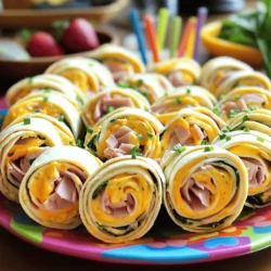 - 4 large flour tortillas - 8 ounces cream cheese, softened - 1 tablespoon Dijon mustard - 8 slices of deli ham - 1 cup shredded cheddar cheese - 1 cup baby spinach leaves - 1 tablespoon fresh chives, finely chopped (optional) - Salt and pepper to taste You can swap cream cheese for hummus or a dairy-free spread. For those who need gluten-free options, try using corn or rice tortillas. If you want to change up the cheese, mozzarella or pepper jack can add fun flavors. To make the pinwheels dairy-free, use a plant-based cream cheese. For low-carb or keto diets, you can choose lettuce wraps instead of tortillas. This keeps the treat tasty and healthy! To start, you need to mix the cream cheese and mustard. In a bowl, take 8 ounces of softened cream cheese and add 1 tablespoon of Dijon mustard. Stir until smooth. This gives a nice tang to the pinwheels. Next, lay out 4 large flour tortillas on a clean surface. Make sure they are flat. You want enough space to spread the cream cheese mixture evenly. Now it’s time to spread the cream cheese mixture. Use a spatula to cover each tortilla fully. Spread it all the way to the edges. This helps hold the filling in place. After that, layer the ham and cheese. Place 2 slices of deli ham on each tortilla. Then, sprinkle a cup of shredded cheddar cheese on top. If you like greens, add a handful of baby spinach leaves. You can also sprinkle some fresh chives if you want. For the rolling technique, start at one edge of the tortilla. Carefully roll it into a tight log. Make sure the filling stays inside. If you roll too loosely, the pinwheels can fall apart. Once rolled, grab a sharp knife. Cut the log into bite-sized pieces, about 1 to 1.5 inches thick. Arrange these pinwheels on a platter. If you like, add a pinch of salt and pepper for flavor. Now you have tasty kid-friendly ham and cheese pinwheels ready to serve! For the full details, check the Full Recipe. - Rolling tightly without overstuffing: To make good pinwheels, roll them tightly. If you add too much filling, it may spill out. Start with a thin layer of cream cheese on the tortilla. Add just the right amount of ham, cheese, and spinach. This keeps everything together. - Keeping the filling intact: When you roll the tortilla, press gently as you go. This helps keep the filling inside. If you see any filling peeking out, just tuck it back in. Use a sharp knife to slice them. A clean cut helps keep the filling intact. - Fun presentation tips: Make the pinwheels fun! Cut them into small pieces. Arrange them like a flower on a plate. Use colorful toothpicks for easy grabbing. You can also add a side of fresh fruit. Kids love colorful plates! - Pairing with dips or sauces: Kids enjoy dips. A simple ranch dressing goes well with pinwheels. You can also use a mild salsa or hummus. Just place a small bowl next to the pinwheels. This way, kids can dip and enjoy! - Scaling the recipe: If you are hosting a party, scale the recipe up. You can easily double or triple it. Just make sure you have enough tortillas and filling. This way, everyone gets a tasty treat. - Prepping ahead of time: You can prepare the pinwheels a day before your event. Just keep them wrapped in plastic wrap. This keeps them fresh. When it's time to serve, slice and arrange them nicely. Your guests will love the effort! {{image_2}} You can switch up the meat in your pinwheels. Instead of ham, use turkey or chicken. Both taste great and keep the dish fun. For a vegetarian option, skip the meat. Load up on veggies like bell peppers, cucumbers, or roasted red peppers. These add great flavor and color. To make these pinwheels pop, think about herbs and spices. Adding a pinch of garlic powder or Italian seasoning can give them a nice twist. You can also try different cheeses. Creamy mozzarella or tangy feta can change the taste completely. Mix and match to find your favorite combo. Get creative with themed pinwheels! For holidays, use festive colors. For Halloween, add orange and black ingredients like shredded carrots and olives. During the summer, use fresh produce like tomatoes and basil for a caprese twist. Seasonal ingredients can keep your pinwheels fresh and exciting. To keep your ham and cheese pinwheels fresh, store them in the refrigerator. Place them in an airtight container or wrap them tightly in plastic wrap. This helps prevent them from drying out. If you want to save some for later, you can freeze the pinwheels. Wrap them in plastic wrap, then place them in a freezer bag. This keeps them safe from freezer burn. When you're ready to eat them, let them thaw overnight in the fridge. In the fridge, pinwheels last about 3 to 4 days. Always check for freshness before eating. If they look slimy or smell bad, it’s best to throw them away. Signs that they have gone bad include changes in color or texture. If the cheese has separated or the tortillas feel hard, it’s time to discard them. To reheat your pinwheels, use the oven or a microwave. For the oven, preheat it to 350°F (175°C). Place the pinwheels on a baking sheet and heat for about 10 minutes. This helps them stay crispy. If you’re using the microwave, heat them for 30 seconds. Check if they are warm enough. If not, heat in short bursts. This way, they stay fresh and tasty without getting soggy. For the full recipe and more tips, refer to the Kid-Friendly Ham and Cheese Pinwheels recipe. Can you make the pinwheels ahead of time? Yes, you can make these pinwheels ahead of time. Just prepare them and wrap them tightly in plastic wrap. They stay fresh in the fridge for up to two days. This makes them perfect for busy days or school lunches! What’s the best way to pack them for lunch? To pack pinwheels for lunch, cut them into bite-sized pieces. Place them in a lunchbox with sections to keep them organized. Add a small container of fruit or veggies on the side for a balanced meal. Can I use low-fat cream cheese? You can use low-fat cream cheese in this recipe. It still spreads well and tastes great. The pinwheels will be slightly lighter but just as tasty! Are there gluten-free versions of these pinwheels? Yes, gluten-free tortillas are available. Look for them in stores or online. They work just as well in this recipe and keep the pinwheels delicious. How can I make them more appealing to picky eaters? To please picky eaters, use fun shapes. You can use cookie cutters to make star or heart shapes. Bright colors also help! Add a dip like ranch or hummus for extra fun. What are some sides that kids would enjoy with these pinwheels? Kids love sides like carrot sticks, cucumber slices, or apple wedges. You can also add popcorn for a crunchy treat. These sides make the meal more fun and balanced! These pinwheels are simple yet tasty and fun for everyone. We discussed ingredients, how to prepare, and tips to make them perfect. You can customize them for different diets and flavors. Remember to store them well for freshness. With these ideas and steps, you can impress your friends and family. Enjoy creating these delicious bites that everyone will love!