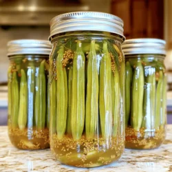 For the best pickled okra, start with fresh okra. You need 1 pound of okra. Look for firm, bright green pods. Avoid any that are soft or blemished. Fresh okra brings a crisp texture and great flavor to the dish. The pickling liquid is key to good flavor. Here’s what you need: - 2 cups distilled white vinegar - 1 cup water - 3 tablespoons kosher salt - 2 tablespoons granulated sugar The vinegar gives that tangy taste, while the salt and sugar balance the flavors. Mixing these in a pot and heating until dissolved creates a tasty brine. Adding spices makes the okra pop. Use these ingredients: - 4 cloves garlic, peeled - 1 tablespoon mustard seeds - 1 tablespoon coriander seeds - 1 teaspoon red pepper flakes (adjust for spice level) - 1 teaspoon black peppercorns - Fresh dill sprigs (optional) These spices add depth and warmth to your pickled okra. Feel free to adjust the red pepper flakes based on your spice preference. If you love dill, toss in a few sprigs for extra flavor! These ingredients will make your Southern Pickled Okra truly shine. For the full recipe, check out the complete guide. To start, you need clean jars. First, boil water in a large pot. Then, place your jars and lids in the boiling water. Let them sit for 10 minutes. This kills any germs. After that, take them out and let them cool. Make sure they are dry before using. Next, make the pickling liquid. In a medium saucepan, mix 2 cups of distilled white vinegar, 1 cup of water, 3 tablespoons of kosher salt, and 2 tablespoons of sugar. Heat it over medium heat. Stir until the salt and sugar dissolve. Once it boils, remove it from the heat. Let it sit and cool for a moment. Now, it's time to pack the jars. In each sterilized jar, place 1 clove of garlic and 1 tablespoon of mustard seeds. Add ¼ tablespoon of coriander seeds, ¼ teaspoon of red pepper flakes, and ¼ teaspoon of black peppercorns. You can add fresh dill for more flavor if you like. Next, pack the okra vertically into the jar. Leave about half an inch at the top. Finally, pour the hot pickling liquid over the okra. Make sure the okra is fully submerged. Wipe the jar rims clean and seal them tightly. Let the jars cool to room temperature. For the best taste, wait at least 5 days before you try them. For the complete recipe, check the Full Recipe section. You control the spice! If you like heat, add more red pepper flakes. Start with one teaspoon for a kick. Taste the pickling liquid before you pour it over the okra. If it’s too spicy, dilute it with more water or vinegar. You can always add more, but it’s tough to take it out. Store your pickled okra in a cool, dark place. A pantry or cupboard works well. Once opened, keep the jars in the fridge for the best taste. Make sure to keep the okra submerged in the liquid. This keeps them fresh and tasty for longer. Time is your friend! Let the okra sit for at least five days before tasting. This allows the flavors to blend and grow. Use fresh ingredients for the best taste. Herbs like dill add a nice touch. For the full recipe, check out the details above. Enjoy your pickled okra as a snack or in salads! {{image_2}} You can change the flavor of your pickled okra by adding different spices. Try using dill seeds or fennel seeds for a new twist. You can also add allspice berries or cloves for a warm, aromatic flavor. Each spice brings its own unique taste. It’s fun to experiment with what you have on hand. Just remember to keep the balance, so the okra still shines through. The vinegar you choose can change the taste of your pickled okra. While distilled white vinegar is a classic, you can try apple cider vinegar for a fruity hint. Rice vinegar offers a milder flavor. If you like tanginess, use red wine vinegar. Each vinegar will give your okra a different character. You can mix vinegars too, just keep the ratio balanced. Adding fresh herbs is a great way to boost flavor. Dill is a classic choice, but you can also use thyme or basil. Fresh oregano adds a nice earthy note. Simply tuck in a few sprigs when you pack your jars. The herbs will infuse their flavor into the okra as they pickle. This results in a fresh, vibrant taste that makes your pickled okra shine. For the full recipe, check out the detailed instructions above. Store your pickled okra in the refrigerator. Keep it in a clean jar with a tight lid. Make sure the okra stays submerged in the pickling juice. This helps maintain its crispness and flavor. If you open a jar, always use a clean spoon to avoid contamination. Homemade pickled okra lasts about 3 months in the fridge. After opening, consume it within 2 weeks for the best taste. If you notice any off smell or mold, discard it. Proper storage helps keep your okra safe and tasty. You can freeze pickled okra, but it may change texture. To do this, remove the okra from the jar. Place it in a freezer-safe bag or container. Make sure to remove as much air as possible. Frozen pickled okra can last up to 6 months, but it’s best used in cooked dishes. Remember, you want to enjoy that crunch and tang! For the full recipe, check out the instructions above. Pickled okra needs at least five days to fully develop its flavor. During this time, the okra absorbs the tangy brine. The longer you wait, the better the flavor gets. After about a week, the pickled okra reaches its peak taste. You can try it at five days, but it’s often best to wait longer. Using frozen okra for pickling is not the best choice. Frozen okra tends to lose its crisp texture. The freezing process breaks down the cell walls. This makes the okra mushy when pickled. For the best results, always use fresh okra. Fresh okra will give you that perfect crunch and flavor. You can find quality Southern pickled okra at local farmers' markets. Many specialty stores also carry it. Look for brands that focus on small-batch or homemade products. You can also buy it online from reputable sellers. If you prefer, try making your own with the full recipe. Southern pickled okra is easy to make with fresh ingredients and simple steps. You learned how to prepare the jars, mix the pickling liquid, and pack the okra. I shared tips to adjust spice levels and storage best practices. You can also explore variations using different spices and vinegars. Remember to store your pickled okra properly, as this affects its shelf life. With this guide, you can enjoy tasty, homemade pickled okra whenever you like. Dive in and make your own batch today!