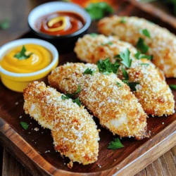 To make crispy baked chicken tenders, you need these key ingredients: - 1 pound chicken breast tenders - 1 cup buttermilk - 1 teaspoon garlic powder - 1 teaspoon onion powder - 1 teaspoon paprika - 1 teaspoon salt - 1/2 teaspoon black pepper - 1 1/2 cups panko bread crumbs - 1/2 cup grated Parmesan cheese - Olive oil cooking spray These ingredients create a flavorful and crunchy coating on the chicken tenders. The buttermilk makes the chicken juicy and tender. The spices add a nice kick. If you want to make your chicken tenders even tastier, consider these optional ingredients: - 1 teaspoon cayenne pepper for heat - 1 tablespoon fresh herbs like parsley or thyme - 1 tablespoon Dijon mustard in the buttermilk mix Adding cayenne gives a spicy twist. Fresh herbs add bright flavors. Dijon mustard can add a nice tang. To cook your chicken tenders, gather these cooking tools: - Large mixing bowl - Baking sheet - Parchment paper - Shallow dish for breading - Meat thermometer These tools help streamline your cooking process. A meat thermometer ensures your chicken reaches a safe temperature. Using parchment paper makes cleanup easy. For the full recipe, check the complete directions and tips. To make crispy baked chicken tenders, start with fresh chicken breast tenders. Rinse them under cold water and pat them dry with paper towels. Drying the chicken helps the marinade stick better. Place the tenders in a large bowl. This step sets the stage for flavor. Marinating is key for juicy and tasty chicken. In a bowl, mix buttermilk, garlic powder, onion powder, paprika, salt, and black pepper. Stir well to blend all the flavors. Next, add the chicken tenders to this mix. Make sure they are fully submerged. Cover the bowl and put it in the fridge. Let them marinate for at least 30 minutes, but two hours gives more flavor. The buttermilk tenderizes the meat and infuses it with taste. After marinating, it’s time to coat the chicken. In a separate bowl, combine panko bread crumbs and grated Parmesan cheese. Mix them well. Remove the chicken from the buttermilk mixture, letting the excess drip off. Dredge each tender in the panko mix, pressing lightly so the coating sticks. Place the coated tenders on a baking sheet lined with parchment paper. Lightly spray the tops with olive oil cooking spray. This step ensures a golden, crispy finish. Bake in a preheated oven at 400°F for 20-25 minutes. Keep an eye on them until they turn golden brown and reach 165°F inside. Enjoy the full recipe for more details! To get that perfect crunch, start with panko bread crumbs. Panko is lighter and flakier than regular bread crumbs, giving you a nice crunch. Mix the panko with grated Parmesan cheese for a savory kick. Make sure to press the crumbs onto the chicken. This helps them stick better during baking. To keep your chicken tenders crispy, do not skip the olive oil spray. A light coat on top helps create a golden crust. Always preheat your oven to 400°F (200°C). This high heat seals in moisture and gives you a crisp outside. Arrange the tenders in a single layer on the baking sheet. Crowding them will cause steam and make them soggy. Pair these tenders with fun dipping sauces. My favorites are honey mustard, barbecue sauce, and ranch dressing. For sides, try a fresh salad or crispy fries. You can even serve them with veggies for a healthier option. For a touch of color, garnish with fresh parsley. Check out the Full Recipe for more tips! {{image_2}} You can change the taste of your chicken tenders with different spices. Try using cayenne pepper for heat. For a sweet touch, add brown sugar to the mix. You can also use Italian seasoning for a herby flavor. Don’t be afraid to experiment! Mixing flavors can make your chicken tenders exciting. Panko gives a great crunch, but you can try other options. Use crushed cornflakes for a light texture. You can also use regular breadcrumbs if panko isn’t on hand. For a nutty flavor, crushed almonds or walnuts work well too. Each option changes the taste and feel of your tenders. Chicken tenders can be a meal or a fun snack. Serve them on a bed of salad for a healthy dish. Or, make a chicken tender sandwich with your favorite toppings. If you want a snack, pair them with dips like ranch or honey mustard. You can also serve them with veggies for a balanced bite. For the full recipe, check the previous section for details! After you enjoy your crispy baked chicken tenders, store any leftovers right. First, let them cool completely. Then, place them in an airtight container. This keeps them fresh. You can store them in the fridge for up to three days. If you have more than you can eat, freezing is a good option. Reheating chicken tenders can be tricky. You want them hot but still crispy. The best way is to use the oven. Preheat your oven to 375°F (190°C). Spread the tenders on a baking sheet. Bake for about 10-15 minutes. This method keeps them crunchy. You can also use an air fryer for about 5-7 minutes. Just make sure to check on them often. Freezing chicken tenders is easy. Once they cool, wrap each one tightly in plastic wrap. Then, place them in a freezer bag. Make sure to squeeze out as much air as possible. You can freeze them for up to three months. When you're ready to eat them, simply thaw in the fridge overnight before reheating. You can enjoy your crispy baked chicken tenders anytime! For the full recipe, check the link included. Yes, you can use chicken breasts. Just cut them into strips. Make sure they are about the same size as tenders. This helps them cook evenly. The flavor will still be great, and they will turn out crispy. Just follow the same steps in the Full Recipe for best results. Check the internal temperature of the chicken tenders. They should reach 165°F (74°C) for safety. The outside should be golden brown. If you do not have a thermometer, cut one open. The meat should be white, not pink. This shows they are fully cooked. You have many tasty options! Try serving them with a side of fries or a fresh salad. Dipping sauces like honey mustard or ranch add great flavor. You can also pair them with veggies for a healthier side. These options make your meal even more fun and delicious! You learned about making crispy chicken tenders from start to finish. We covered key ingredients, tools, and step-by-step cooking methods. I shared tips for keeping your tenders crunchy and delicious. Variations and serving ideas let you customize your meals. Lastly, I included storage and reheating tips to enjoy leftovers. Follow these steps, and you’ll create tasty chicken tenders every time. Happy cooking!