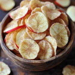 - 2 large apples (such as Fuji or Honeycrisp) - 1 tablespoon cinnamon - 2 tablespoons granulated sugar - 1 teaspoon lemon juice - Pinch of salt Choosing the right apples is key. I love using Fuji or Honeycrisp apples. They are sweet and crispy. You want apples that are firm and fresh. Look for ones with bright color and no bruises. To pick ripe apples, check the skin. It should be smooth and shiny. Give them a gentle squeeze. If they feel hard, they are likely ripe. Smell the apple too! A sweet scent means it’s ready to eat. Remember, the better your apples, the tastier your chips will be! For the full recipe, click here. First, wash the apples well under cold water. This step removes any dirt or wax. Next, core the apples and slice them into thin rounds. Aim for about 1/8 inch thick slices. This thickness helps them cook evenly and become crispy. If the slices are too thick, they may end up chewy instead of crunchy. Keeping the skin on adds a nice texture and flavor, so don’t peel them! In a large bowl, squeeze the lemon juice over the apple slices. This step prevents browning. Then, in a different small bowl, mix together the cinnamon, sugar, and a pinch of salt. Combine these well. Now, sprinkle the cinnamon-sugar mixture over the apple slices. Toss them gently to coat every slice evenly. You can do this in batches to ensure they all get enough flavor. Now it’s time to use the air fryer. Preheat it to 300°F (150°C). Arrange the apple slices in a single layer in the basket. You might need to cook them in batches, depending on your air fryer size. Air fry the slices for about 15-20 minutes. Flip the slices halfway through to ensure they cook evenly. Keep a close eye on them, as cooking times can change based on slice thickness and your air fryer model. Once they turn crisp and slightly golden, take them out and let them cool on a wire rack. They will crisp up more as they cool. If you want to make this snack, you can find the full recipe above. To make the best apple chips, slice the apples thinly, about 1/8 inch thick. This thickness helps them become crisp. If the slices are too thick, they will remain chewy. Use a sharp knife or a mandoline for even slices. Set your air fryer to 300°F (150°C). This low temperature allows the chips to dry out without burning. Once your air fryer is ready, place the apple slices in a single layer. Avoid crowding them; this ensures even cooking. Flip the apple slices halfway through cooking. This helps them crisp on both sides. Check on them often. Cooking times can change based on your air fryer and slice size. Aim for about 15-20 minutes until they look golden and crisp. To add a twist to your apple chips, consider other spices. Nutmeg and allspice work well with cinnamon. A pinch of cayenne pepper can add a fun kick. You can swap granulated sugar for other sweeteners. Honey or maple syrup can infuse unique flavors. Just remember to adjust the amount, as they are sweeter than sugar. This will help create your perfect flavor blend. For a fun twist, try soaking the apple slices in a mix of lemon juice and vanilla extract before coating them with cinnamon sugar. This adds a lovely depth of flavor to your apple chips. {{image_2}} You can make these apple chips even better with some fun twists. Adding nutmeg or allspice gives a warm flavor that pairs well with cinnamon. Just add a pinch to your cinnamon-sugar mix. It will make your snack pop with extra taste. You can also switch up your sweetener. Instead of granulated sugar, try honey or maple syrup. Both add a rich sweetness to your apple slices. Just adjust the amount based on how sweet you want them. A little drizzle of honey or maple syrup will do the trick. Apple chips are tasty, but why stop there? You can try making chips with pears or peaches. They bring a different flavor and texture to your snack. Slice them as thin as the apples to ensure they cook evenly. When using other fruits, adjust your cooking times. Pears may need a bit longer, while peaches cook faster. Check them often to find that perfect crispness. Each fruit brings its own charm to this delightful snack. To keep your apple chips fresh, use airtight containers. This prevents air from making them soft. I like to use glass jars or plastic bins with tight lids. Make sure they are cool before you store them. If they are warm, they can trap moisture inside. This could ruin their crispness over time. For best results, layer them with parchment paper. This keeps them from sticking together. Avoid storing them in sunny spots. Keep them in a cool, dark place for better flavor and texture. When stored properly, your apple chips can last up to a week. However, you should check them for signs of softness. If they feel chewy or limp, it’s time to toss them. Fresh apple chips have a nice crunch. They should snap when you bite into them. If you want to extend their shelf life, consider freezing them. Just place them in a freezer-safe bag. They will lose some crunch, but they can still be tasty later. Enjoy your air fryer cinnamon sugar apple chips in many ways! Yes, you can use many types of apples for this recipe. Some apples work better than others. For a sweet and crisp chip, I recommend Fuji or Honeycrisp. They have a great balance of sweetness and crunch. Tart apples like Granny Smith will give you a different flavor. They can be tasty, but they might not be as sweet. You can try other varieties too, but keep in mind the final taste and texture may change. You can still make apple chips without an air fryer! One common method is baking. Preheat your oven to 225°F (107°C). Slice the apples thin, just like in the air fryer recipe. Place them on a baking sheet lined with parchment paper. Bake for about 1-2 hours, flipping halfway through. Keep an eye on them to prevent burning. You can also use a dehydrator if you have one. It works slowly but gives you nice, crispy chips. Yes, air fryer apple chips can be a healthy snack. They are low in calories and high in fiber. Apples provide vitamins and minerals, like vitamin C and potassium. By making them at home, you can control the sugar and spice amounts. This way, you can make a treat that’s tasty and good for you. Just remember, moderation is key, even with healthy snacks. These air fryer apple chips are simple and fun to make. We covered the best apples to use and how to slice them for a perfect crunch. You also learned about flavor tips and how to store your chips. Try mixing spices or using different fruits to keep things fresh. Enjoy your tasty, healthy snack! You now have everything you need to create delicious apple chips at home. Get started and enjoy the results!
