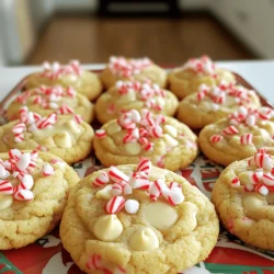To make these White Chocolate Candy Cane Cookies, you need some basic ingredients. These are key to getting that perfect taste and texture. Here’s what you will need: - 2 cups all-purpose flour - 1/2 teaspoon baking powder - 1/4 teaspoon salt - 1/2 cup unsalted butter, softened - 1/2 cup granulated sugar - 1/2 cup brown sugar, packed - 1 large egg - 1 teaspoon vanilla extract - 1/2 teaspoon peppermint extract - 1 cup white chocolate chips - 1/2 cup crushed candy canes (plus extra for topping) These ingredients create a soft, chewy cookie packed with sweet white chocolate and minty flavor. If you want to take your cookies to the next level, consider adding some optional ingredients. These can give your cookies a special twist: - Edible glitter - Additional mint extracts Adding edible glitter makes your cookies sparkle! More mint extracts can boost that peppermint punch. You can find the full recipe inside the article for further guidance. - Preheat oven to 350°F (175°C). - Line a baking sheet with parchment paper. Start with the oven. Preheating it ensures even baking. The parchment paper helps prevent sticking. You want your cookies to bake evenly and come off the sheet easily. - Whisk together dry ingredients. - Cream together butter and sugars. - Incorporate egg and extracts. In a medium bowl, whisk together the flour, baking powder, and salt. This step mixes the dry ingredients well. Then, in a larger bowl, cream the softened butter with both sugars. Beat them until light and fluffy. This usually takes about 3-4 minutes. After that, beat in one egg, along with vanilla and peppermint extracts. These flavors are key to your cookies. - Combine dry and wet mixtures. - Fold in chocolate chips and candy canes. - Scoop dough onto baking sheet and prepare for baking. Now, mix the dry ingredients into the wet mixture. Stir gently until just combined. Next, fold in the white chocolate chips and crushed candy canes. This adds sweetness and a nice crunch. Using a cookie scoop, drop the dough onto the lined baking sheet. Space them about 2 inches apart. For a festive touch, sprinkle more crushed candy canes on top. Bake them for 10-12 minutes. The edges should be set, but the centers can stay soft. Enjoy the sweet smell as they bake! To make great cookies, start with softened butter. This helps the butter mix well with sugar. Softened butter gives cookies a nice, rich flavor. It also helps them spread out evenly. When you mix your dough, do not overmix. Mix just until you see no dry flour. Overmixing can make cookies tough. You want a soft and chewy texture for the best bite. To store your cookies, keep them in an airtight container. This keeps them fresh for longer. If you leave cookies out, they will dry out quickly. You can also add a slice of bread in the container. This keeps cookies moist by adding some moisture. Using a cooling rack is key. Once cookies are done baking, let them cool on the rack. This helps them stay soft and prevents sogginess. Remember, cooling them properly makes a big difference. For a festive touch, use a holiday-themed platter. Arrange your cookies in a nice circle. Add some extra candy canes around them for color. You can also sprinkle edible glitter on top for sparkle. To make them even more fun, try adding extra toppings. You can crush more candy canes and sprinkle them on top. These additions will make your cookies pop and look beautiful on any table. For the full recipe, check out the complete guide. {{image_2}} You can change the flavor of these cookies easily. Dark chocolate or milk chocolate chips work well instead of white chocolate. This swap creates a richer taste that some may enjoy more. You can also add crushed gingerbread cookies for a unique twist. The spice from gingerbread adds warmth, making the cookies even more festive. If you need a gluten-free version, use almond flour instead of all-purpose flour. Almond flour makes the cookies soft and adds a nutty taste. For those who want a vegan option, replace the butter with coconut oil and use a flax egg. This swap works well and keeps the cookies moist and tasty. These cookies can fit many occasions. Try mint-flavored cookies for other holidays, like St. Patrick's Day. You can also mix in seasonal spices like cinnamon or nutmeg for a cozy touch. This adds a new layer of flavor and makes the cookies perfect for different celebrations. For a detailed recipe, check out the Full Recipe. Enjoy making your festive treats! To keep your White Chocolate Candy Cane Cookies fresh, use an airtight container. This will lock in moisture and flavor. A metal tin or a glass jar with a tight lid works well. Store them at room temperature, away from sunlight. Avoid areas that are warm or humid. If you want to save some cookies for later, you can freeze them. First, let the cookies cool completely. Place them in a single layer on a baking sheet. Freeze them for about two hours. Then, transfer the cookies to a freezer bag. Make sure to remove as much air as possible before sealing. When you're ready to enjoy them, take out the cookies and let them thaw at room temperature for about 30 minutes. You can also warm them in the oven at 300°F (150°C) for a few minutes. These cookies stay fresh for about a week at room temperature. If you freeze them, they can last up to three months. Just remember to check for any signs of freezer burn before eating. Enjoy your festive treats! For the full recipe, check out Candy Cane Bliss Cookies. If you want to skip the egg, you have options! Common substitutes include: - Unsweetened applesauce: Use 1/4 cup for each egg. - Mashed banana: Use 1/4 cup. This adds a hint of banana flavor. - Yogurt: Use 1/4 cup of plain yogurt. It keeps the dough moist. These substitutes work well in cookies, giving you similar texture and moisture. You can use regular sugar, but it changes the taste. Brown sugar adds a rich, caramel flavor. It also keeps cookies chewy. Regular sugar will make them crisper. If you want that soft, chewy bite, stick with brown sugar. Mixing both can also work well. To make thicker cookies, try these tips: - Chill the dough: Let it rest in the fridge for at least 30 minutes. - Add more flour: Increase flour by 1/4 cup for a denser dough. - Use a cookie scoop: This helps shape the cookies higher. These steps will give you a thicker and more satisfying cookie. Crushing candy canes is easy! Here are some methods: - Use a zip-top bag: Place candy canes inside, seal it, and crush with a rolling pin. - Food processor: Pulse the candy canes in short bursts for even pieces. - Hammer: Wrap candy canes in a towel and gently tap with a hammer. These methods help you create perfect candy cane pieces for your cookies. Check the Full Recipe for more details! You now have all the key steps to bake delicious cookies. Start with quality ingredients and follow the steps closely. Use the tips to ensure they turn out perfect each time. Experiment with flavors and storage methods to suit your taste. Baking is fun and rewarding, especially with these recipes. Enjoy making memories as you create tasty treats for friends and family. Happy baking!