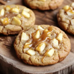 - 1 cup unsalted butter, softened - 1 cup brown sugar, packed - 1/2 cup granulated sugar - 2 large eggs - 1 teaspoon vanilla extract - 2 1/2 cups all-purpose flour - 1 teaspoon baking soda - 1/2 teaspoon salt - 1 teaspoon ground cinnamon - 1 cup diced apples (peeled and cored) - 1 cup caramel bits (or soft caramel candy, chopped) - 1/2 cup chopped pecans or walnuts (optional) To create these cookies, you need some key ingredients. First, you will want unsalted butter. This gives the cookies a rich taste without too much salt. Then, you need brown sugar and granulated sugar for sweetness. The brown sugar adds a deep flavor that pairs perfectly with apples. You also need two large eggs. They help bind the mix and keep the cookies moist. Vanilla extract is essential for a warm, sweet aroma. It makes the cookies taste even better. Next, let’s talk about the additional ingredients. All-purpose flour is your main base. Baking soda helps the cookies rise. A little salt balances the sweetness, while ground cinnamon adds warmth. Diced apples are crucial. They bring a fresh, juicy bite to every cookie. Caramel bits are a must for that gooey, sweet surprise. If you like nuts, add chopped pecans or walnuts for a crunch. With these ingredients ready, you can make delicious caramel apple cookies that everyone will love! - Preheat your oven to 350°F (175°C). - Line a baking sheet with parchment paper. Start by getting your oven ready. This step is key for even baking. Using parchment paper helps cookies not stick. It also makes cleanup easy. - Cream together butter and sugars. - Incorporate eggs and vanilla extract. In a large bowl, mix the softened butter with brown and granulated sugar. Use a mixer for a smooth blend. Beat in the eggs one at a time, then add vanilla. This gives the dough a sweet, rich flavor. - Whisk together flour, baking soda, salt, and ground cinnamon. - Gradually mix dry ingredients into wet ingredients. In a separate bowl, whisk flour, baking soda, salt, and cinnamon. This mix adds structure and a warm spice to your cookies. Slowly add this to the butter mixture. Mix until just combined. Don't overdo it; we want soft cookies! - Fold in diced apples, caramel bits, and nuts. Now comes the fun part! Gently fold in diced apples, caramel bits, and optional nuts. This adds great texture and bursts of flavor. You will love the sweet, gooey caramel in every bite. - Drop dough onto the baking sheet. - Bake for 10-12 minutes. Use a cookie scoop or a spoon to drop dough onto your baking sheet. Leave space between each mound. Bake in the preheated oven for 10-12 minutes. Look for lightly golden edges and soft centers. - Let cool on the baking sheet for 5 minutes. - Transfer to a wire rack to cool completely. After baking, cool the cookies on the sheet for 5 minutes. This helps them firm up. Then move them to a wire rack. Letting them cool completely makes them even better for eating! To get the right cookie texture, start with softened butter. Softened butter blends well with sugars. This helps create a light and fluffy dough. If the butter is cold, your cookies may turn out hard. Next, avoid overmixing the dough. Mixing too much adds too much air and makes cookies tough. Mix until just combined for soft, chewy cookies. Fresh, tart apples give these cookies a real apple taste. I love using Granny Smith apples. Their slight tartness balances the sweetness of the cookies. After baking, drizzle melted caramel on top. This adds a sweet touch and makes the cookies look amazing. You can also sprinkle some sea salt for a fun contrast. Serve your cookies on a rustic wooden platter. This adds a cozy feel that fits the warm flavors. For a final touch, sprinkle with cinnamon before serving. This not only looks great but adds to the apple and caramel flavor. Your friends will love how these cookies taste and look! {{image_2}} You can change the nuts in your cookies. Walnuts and pecans add a nice crunch. If you prefer a nut-free cookie, simply leave the nuts out. This keeps the cookies safe for anyone with allergies. Using different apples can change the flavor. Granny Smith apples give a tart bite. Honeycrisp apples offer a sweet crunch. Diced dried apples can add more texture. They bring a chewy element to each bite. For a fun twist, add chocolate chips to your dough. The rich chocolate pairs well with the caramel. You can also mix in oats for a chewier texture. This makes the cookies heartier and adds more flavor. To keep your caramel apple cookies fresh, store them in an airtight container. This helps prevent them from becoming dry. For the best taste, enjoy them within a week. You can also add a slice of bread in the container. This slice helps keep the cookies soft. You can freeze cookie dough before baking. Just scoop the dough into mounds and place them on a baking sheet. Freeze them until firm, then transfer to a freezer bag. When you want cookies, take out the dough and bake straight from the freezer. Thawing is not necessary; just add a couple of extra minutes to the baking time. To reheat your cookies, place them in a microwave for about 10 seconds. This keeps them soft and warm. If you want a crispy texture, use an oven. Preheat it to 350°F (175°C) and heat for about 5 minutes. Avoid reheating them too long. This can make them dry and hard. Yes, you can use different sugars! If you want a lighter flavor, try using coconut sugar. You can also use white sugar instead of brown sugar. Just keep in mind that brown sugar adds moisture and a bit of caramel flavor. The best apples for these cookies are tart ones. I recommend Granny Smith or Honeycrisp. They hold their shape well and add a nice tang. For a sweeter cookie, you can mix in Fuji or Gala apples. To keep your cookies soft and chewy, use softened butter and avoid overmixing the dough. Take them out when the edges are golden but the center looks soft. Let them cool on the baking sheet for a few minutes before moving. These cookies can last up to a week when stored in an airtight container. They taste best fresh, but they still stay soft for several days. If you want them to last longer, you can freeze them. Yes, you can substitute with soft caramel candy. Just chop it into small pieces. You can also use caramel sauce, but it may change the texture of the cookies. Absolutely! You can use gluten-free flour instead of all-purpose flour. Just make sure to check that it has a binder, like xanthan gum, to help with texture. Enjoy your gluten-free version! Caramel apple cookies are a fun and tasty treat. You start with simple ingredients like butter and sugar. Mixing in fresh apples and caramel adds a sweet twist. You can personalize these cookies with nuts or even chocolate chips. Remember to store them well for lasting freshness. Enjoy baking, and don't be afraid to try new flavors. These cookies will bring joy to any gathering. Follow these tips, and you'll create something special every time. Happy baking!
