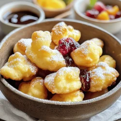 To make Air Fryer Funnel Cake Bites, you need a few simple ingredients. Here’s the list: - 1 cup all-purpose flour - 1 tablespoon granulated sugar - 1 teaspoon baking powder - ½ teaspoon salt - 1 large egg - 1 cup milk - 1 teaspoon vanilla extract - Cooking spray - Powdered sugar for dusting - Optional: chocolate sauce or fruit preserves for dipping These ingredients come together to create a tasty treat. The flour forms the base, while the sugar adds sweetness. Baking powder makes them fluffy, and salt enhances the flavors. The egg binds everything, and milk adds moisture. Vanilla gives a lovely aroma. Cooking spray keeps the bites from sticking. Finally, powdered sugar gives that classic funnel cake look. You can also enjoy these bites with chocolate sauce or fruit preserves. These extras make each bite even more fun! - First, gather your dry ingredients. In a mixing bowl, whisk together: - 1 cup all-purpose flour - 1 tablespoon granulated sugar - 1 teaspoon baking powder - ½ teaspoon salt - Next, in another bowl, beat 1 large egg. Then, add: - 1 cup milk - 1 teaspoon vanilla extract Mix these well until they blend. - Finally, pour the wet mix into the dry mix. Stir gently until just combined. The batter should be smooth but a bit thick. - Preheat your air fryer to 350°F (175°C). This takes about 4-5 minutes. - While it heats, prepare the air fryer basket. Lightly spray it with cooking spray to help prevent sticking. - Now, fill a piping bag or a ziplock bag with the batter. Cut a small hole in one corner for easy piping. - Pipe the batter into the air fryer basket in a circular motion. Make sure to leave space between each one as they will grow. - Cook the funnel cake bites for 5-6 minutes. They should turn golden brown and be cooked through. - Carefully check for doneness. If they look golden, they are ready! - Once done, let the bites cool for a minute. Dust them with powdered sugar before serving. Enjoy with chocolate sauce or fruit preserves for dipping if you like! The batter consistency is key for great funnel cake bites. Aim for a smooth yet slightly thick batter. If the batter is too runny, it won’t hold its shape. If it’s too thick, it won’t puff up well. To check, dip a spoon in the batter. It should flow slowly but not be too thin. For piping shapes, use a ziplock bag with a small cut in one corner. This lets you control the shape easily. Practice makes perfect, so don’t worry if your first shapes aren’t flawless! To prevent sticking in the air fryer, always spray the basket with cooking spray. This helps the bites release easily. Also, make sure to leave space between each bite when piping. This allows the hot air to circulate well. It helps them cook evenly. Keep an eye on the cooking time, too. Overcooking can lead to dry bites. They should be golden brown and cooked through. The best toppings for funnel cake bites are simple yet delicious. A generous dusting of powdered sugar is a classic choice. You can also drizzle chocolate sauce or fruit preserves for added flavor. For a fun twist, try adding whipped cream or fresh berries on top. Pairing with sauces enhances the taste and makes each bite exciting. Enjoy experimenting with different toppings! {{image_2}} You can easily boost the flavor of your funnel cake bites. Try adding spices like cinnamon or nutmeg to the dry mix. Just a pinch can make a big difference. Cocoa powder is another fun option. It adds a nice rich taste to the bites. You can also mix in fruits, like mashed bananas or pureed strawberries, into the batter. This gives a sweet and fruity kick! Toppings are where you can really get creative. Instead of just powdered sugar, think about drizzling honey or caramel over the bites. You might even use crushed nuts or sprinkles for some crunch. For dipping, chocolate sauce or fruit preserves are great. But why not try yogurt or whipped cream too? These add a fun twist and keep it fresh! If you want a healthier version, you have options. For gluten-free bites, swap all-purpose flour for almond flour or a gluten-free blend. They taste great too! You can also cut down on sugar. Use a sugar substitute or reduce the granulated sugar to just half a tablespoon. These simple swaps can make your snack a bit lighter while still being tasty! To keep your funnel cake bites fresh, place them in an airtight container. Use parchment paper between layers to avoid sticking. Store them at room temperature for up to two days. For longer storage, move them to the fridge. They can last up to a week in the fridge. Just remember, the fresher, the better! When you're ready to enjoy your leftover bites, use an air fryer for reheating. Set it to 350°F (175°C) and cook for about 3-4 minutes. This method helps keep them crispy. You can also use an oven. Place them on a baking sheet and heat for about 5-7 minutes. Avoid the microwave, as it makes them soggy. Enjoy warm bites with a sprinkle of powdered sugar! The best way to reheat funnel cake bites is in the air fryer. Set it to 350°F (175°C). Heat them for about 3-4 minutes. This keeps them crisp and warm. You can also use an oven, but the air fryer is quicker and easier. Yes, you can make the batter ahead of time. Just mix it up and store it in the fridge. Use it within 24 hours for the best taste. When you are ready, give it a stir before piping it into the air fryer. The funnel cake bites are done when they turn golden brown. They should look puffy and firm. You can also poke one with a toothpick. If it comes out clean, they are ready to enjoy! Yes, you can freeze the funnel cake bites. Let them cool completely first. Then, place them in a freezer bag. They can last up to 2 months in the freezer. When you want to eat them, just reheat in the air fryer. You can use gluten-free flour as a substitute for all-purpose flour. Almond flour or oat flour also works well. Just keep in mind that the texture may change a bit. Adjust the liquid if needed to get the right batter consistency. In this blog post, we explored how to make delicious funnel cake bites in an air fryer. We covered the key ingredients, step-by-step instructions, and added tips for perfecting your bites. I shared unique variations, tasty topping ideas, and storage methods to keep your treats fresh. You can easily create these fun snacks at home. Enjoy experimenting with flavors and toppings. Happy cooking!