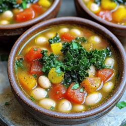 Tuscan white bean soup is a warm hug in a bowl. This soup is rich and flavorful, perfect for chilly days. You can make it in under 40 minutes. It serves six people and is great for sharing. Here are the must-have ingredients for this tasty soup: - 2 cans (15 oz each) white cannellini beans, drained and rinsed - 4 cups vegetable broth - 1 medium onion, diced - 2 cloves garlic, minced - 2 medium carrots, diced - 2 celery stalks, diced - 1 cup diced tomatoes (canned or fresh) - 1 teaspoon dried oregano - 1 teaspoon dried thyme - 1 bay leaf - 2 tablespoons olive oil - 2 cups kale, chopped - Salt and pepper to taste - Fresh parsley, chopped (for garnish) These ingredients work together to create a hearty and satisfying soup. The cannellini beans give it a creamy base. The veggies add texture and sweetness. Herbs bring all the flavors together. You can boost the taste with these extra ingredients: - A squeeze of lemon juice for brightness - Crushed red pepper flakes for a spicy kick - Parmesan cheese for a rich finish These optional ingredients let you customize the soup to fit your taste. Don't be afraid to mix and match! Start by gathering your ingredients. You need two cans of white cannellini beans, vegetable broth, onion, garlic, carrots, celery, diced tomatoes, dried oregano, dried thyme, a bay leaf, olive oil, kale, salt, and pepper. Fresh parsley adds a nice touch. Next, dice the onion, carrots, and celery. Mince the garlic. Chop the kale. These steps help your soup cook evenly. In a large pot, heat two tablespoons of olive oil over medium heat. Add the diced onion, carrots, and celery. Sauté these for about five to seven minutes. You want the vegetables to be soft and the onion to look clear. Once your veggies are ready, add the minced garlic. Sauté for one more minute. This brings out the garlic’s flavor. Now, stir in the diced tomatoes, rinsed white beans, vegetable broth, oregano, thyme, and bay leaf. Bring everything to a simmer. Let the soup cook for about 15 to 20 minutes. This time lets the flavors mix well. After cooking, remove the bay leaf. If you like your soup creamier, mash half of it with a potato masher. You can also use an immersion blender for a smoother texture. Add the chopped kale next. Cook for another five minutes until the kale is tender. Finally, season your soup with salt and pepper to taste. To achieve a perfect texture, remember a few key tips. Mashing part of the soup gives it a creamier feel. If you want more body, add a bit more kale. Cook the soup long enough to let the flavors blend. If you like a thicker soup, reduce the amount of broth. Serve your soup hot in rustic bowls. Drizzle with olive oil and sprinkle fresh parsley for a beautiful finish. Enjoy your cozy bowl of Tuscan white bean soup! To boost flavor in your Tuscan white bean soup, try these tips: - Add fresh herbs like basil or rosemary for a vibrant taste. - Include a squeeze of lemon juice to brighten the flavors. - Drizzle extra virgin olive oil on top just before serving for richness. - Stir in a pinch of red pepper flakes for a little heat. These simple changes can take your soup to the next level. Many cooks make a few key mistakes. Here are some to watch for: - Overcooking the vegetables can lead to mushiness. Aim for tender, not soft. - Skipping the seasoning early in the cooking process can dull the taste. - Forgetting to remove the bay leaf before serving can give an odd taste. Avoiding these errors will help you create a better soup. Serve your soup in rustic bowls for a cozy feel. Here are some ideas for sides: - Pair with crusty bread for dipping and added texture. - Serve alongside a fresh salad for a light, healthy meal. - Add a sprinkle of grated Parmesan cheese on top for extra flavor. These pairings will make your meal even more satisfying. {{image_2}} You can easily make this soup vegetarian or vegan. Simply use vegetable broth instead of chicken broth. The main ingredients, like white cannellini beans, are already plant-based. This soup is rich in flavor without meat. If you want extra protein, add quinoa or lentils. Both make it heartier and still keep it vegan. For a healthier soup, swap olive oil for a lighter oil, like avocado oil. You can also reduce the salt by using low-sodium vegetable broth. Add more veggies to boost nutrition. Try zucchini, spinach, or bell peppers. These add color and flavor without added calories. For a creamy texture, use unsweetened almond milk instead of oil. Change this soup with the seasons! In spring, add fresh peas or asparagus. In summer, use fresh tomatoes and basil. Fall brings pumpkin or butternut squash for a sweet twist. In winter, root vegetables like parsnips or turnips work well. Each season brings new tastes to explore in your bowl. To store leftover Tuscan white bean soup, first let it cool. Pour the soup into an airtight container. Make sure to seal it well. You can keep it in the fridge for up to five days. Label the container with the date. This helps you track freshness. When you’re ready to enjoy your soup again, take it out of the fridge. Pour the soup into a pot. Heat it over medium heat. Stir often to prevent sticking. If the soup is too thick, add a splash of broth or water. Heat until it is warm all the way through. Freezing is a great option for longer storage. Use freezer-safe containers or bags. Leave some space at the top, as the soup will expand. Label them with the date. You can freeze the soup for up to three months. When you want to eat it, thaw it in the fridge overnight. Reheat it on the stove as before. The best beans for Tuscan White Bean Soup are white cannellini beans. They have a creamy texture and mild taste. You can also use great northern beans or navy beans. Both options work well but may change the soup's taste slightly. Always drain and rinse the beans before adding them to your soup. Yes, you can make this soup in a slow cooker. Start by sautéing the onion, carrots, and celery in a pan. This step adds extra flavor. Then, add all the ingredients to the slow cooker. Cook on low for 6-8 hours or high for 3-4 hours. Stir in the kale for the last 30 minutes of cooking. Tuscan White Bean Soup lasts about 3 to 5 days in the fridge. Store it in an airtight container. Make sure to let it cool before sealing. If you want it to last longer, consider freezing it. Tuscan White Bean Soup is a simple dish with rich flavors. You need essential ingredients like white beans, broth, and herbs. Optional ingredients can boost the taste. Follow the easy steps for perfect soup. Avoid common mistakes to keep your soup smooth. Remember, you can adapt recipes for different diets or seasons. Proper storage will help you enjoy leftovers later. By following these tips, you can make a delicious meal every time. Enjoy your cooking adventure with this healthy and tasty soup!