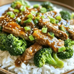 - 1 pound flank steak, thinly sliced against the grain - 2 cups broccoli florets - 1 tablespoon sesame oil - 2 tablespoons soy sauce (low-sodium preferred) - 1 tablespoon fresh ginger, minced - 2 cloves garlic, minced - 1 tablespoon honey - 2 green onions, sliced (for garnish) - 1 tablespoon sesame seeds (for garnish) - 1 tablespoon cornstarch (optional, for thickening) - Salt and pepper to taste - Cooked rice or quinoa, for serving This dish is all about bright flavors and quick prep. The flank steak provides a rich taste. Broccoli adds crunch and color. Sesame oil gives it a nutty flavor. Low-sodium soy sauce keeps it light and tasty. Fresh ginger adds warmth. Garlic brings a nice kick. Honey balances the dish with sweetness. You can finish with green onions and sesame seeds for a lovely look. If you like a thicker sauce, cornstarch works great. Serve it over rice or quinoa for a full meal. These ingredients come together fast, making this dish a winner on busy nights. - Combine soy sauce, sesame oil, fresh ginger, minced garlic, and honey in a mixing bowl. - Optional: Dissolve cornstarch in the marinade for thickening. This will give your sauce a nice texture. - Add flank steak to the marinade and coat well. Make sure all pieces are covered. - Allow marinating for 10-15 minutes or up to an hour. This makes the beef tender and flavorful. - Blanch the broccoli florets for 2-3 minutes and drain. This keeps them bright and crisp. - Heat a skillet or wok and sauté marinated beef for 2-3 minutes until browned. You want it nicely seared. - Add the blanched broccoli and remaining marinade, cooking for 1-2 minutes. This lets the flavors blend well. - Adjust honey for your taste. More honey makes it sweeter. Less honey gives it a bold flavor. - Try adding spices like red pepper flakes. You can also use different sauces, like teriyaki, to mix things up. - Use high heat when cooking the beef. This keeps it tender and juicy. - If you want better browning, sear the beef in batches. This lets each piece cook evenly and gives a nice crust. - Serve the beef and broccoli over rice or quinoa. This adds a great texture and taste. - For a fancy touch, garnish with sliced green onions and sesame seeds. You can also sprinkle some chili flakes for a pop of color and flavor. {{image_2}} You can switch flank steak for other proteins. Chicken works well and cooks quickly. Tofu is great for a plant-based meal. Shrimp adds a nice touch, too. Each protein brings a unique flavor and texture. Adjust cooking times based on your choice. Feel free to add more veggies to your dish. Bell peppers add crunch and color. Carrots bring a sweet flavor that pairs nicely. Snap peas add freshness and a fun pop. You can mix and match as you like. This lets you customize your dish to your taste. If you're gluten-free, use tamari instead of soy sauce. This keeps the dish tasty while removing gluten. For a low-carb option, skip the rice or quinoa. Serve the beef and broccoli on its own. You can enjoy a satisfying meal without the carbs. To keep your Minute Sesame Ginger Beef & Broccoli fresh, store leftovers in an airtight container. Make sure the dish is cool before sealing. This helps avoid moisture build-up. Properly stored, it lasts up to three days in the fridge. When you are ready to eat, check for any signs of spoilage like strange smells or colors. If you want to store this dish longer, freezing is a great option. First, let the beef and broccoli cool completely. Then, place them in a freezer-safe container or bag. Remove as much air as possible to prevent freezer burn. This meal can stay fresh for up to three months in the freezer. When you're ready to enjoy it, thaw it overnight in the fridge. To reheat your beef and broccoli, the stovetop works best. Heat a skillet over medium heat. Add a splash of water or broth to keep it moist. Stir often to ensure even heating. This method helps keep the beef tender and the broccoli crisp. You can also use the microwave, but be careful not to overheat it, as this can make the beef tough. To add heat, try these options: - Red pepper flakes: Sprinkle some in the marinade. - Sriracha: Mix in a tablespoon for a bold kick. - Fresh chili peppers: Slice and add them to the beef as it cooks. These suggestions help you find the right level of spice. Adjust based on your taste! Yes, you can prep this dish ahead! Here are my tips: - Marinate the beef: You can marinate it for up to an hour. Store it in the fridge if you prep early. - Blanch broccoli: You can blanch and store it for a day. Just keep it in an airtight container. - Cook later: Simply heat everything together when you're ready to eat. This way, you save time during busy days while still enjoying a fresh meal. If you prefer a different sweetener, try these: - Maple syrup: It adds a lovely flavor. - Agave nectar: A great vegan option. - Stevia: A sugar-free choice, but adjust to taste. These swaps keep the dish sweet while meeting your dietary needs! This blog post details a simple and tasty recipe using flank steak and broccoli. We explored ingredients, step-by-step cooking methods, and helpful tips. You learned about flavor variations and storage best practices to enjoy your meal longer. Embrace your creativity in the kitchen! This dish allows you to tweak flavors and ingredients to your liking. Whether you choose to fry or bake, make it your own. I hope you find this recipe both delightful and easy to follow. Happy cooking!