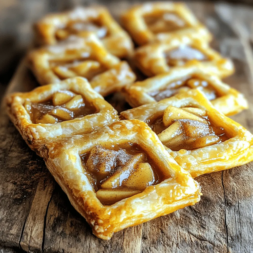 - 2 cups all-purpose flour - 1/2 teaspoon salt - 1 tablespoon sugar - 1 cup unsalted butter, chilled and cubed - 6 to 8 tablespoons ice water - 1/2 cup apple butter - 1 teaspoon ground cinnamon - 1 tablespoon sugar (for the filling) - 1 egg (for egg wash) - 1 tablespoon milk (for egg wash) - 1/4 cup powdered sugar (for icing) - 1 tablespoon milk (for icing) - Extra sugar and cinnamon for sprinkling - Add vanilla extract for extra flavor. - Use brown sugar instead of white for a richer taste. - Include nutmeg for a warm twist. - Large mixing bowl - Whisk - Pastry cutter or your fingertips - Plastic wrap - Rolling pin - Parchment paper - Baking sheet - Fork for crimping - Small bowl for egg wash - Whisk for icing Gathering these ingredients and tools makes the process easy. You’ll enjoy every step. To start, gather your ingredients. In a large bowl, mix 2 cups of flour, 1/2 teaspoon of salt, and 1 tablespoon of sugar. This blend forms the base of your dough. Next, add 1 cup of chilled, cubed butter. Use your fingers or a pastry cutter to mix. You want coarse crumbs to form. Now, slowly add 6 to 8 tablespoons of ice water. Add one tablespoon at a time until the dough holds together. Split the dough into two disks. Wrap each disk in plastic wrap and chill for at least 30 minutes. While the dough chills, prepare the filling. In a medium bowl, combine 1/2 cup of apple butter, 1 teaspoon of ground cinnamon, and 1 tablespoon of sugar. Stir until it's well mixed. This sweet filling will bring a warm flavor to your pop tarts. Once the dough is ready, preheat your oven to 375°F (190°C). Line a baking sheet with parchment paper. Roll out one dough disk on a floured surface to about 1/8 inch thick. Cut out rectangles that measure 3x4 inches. You’ll need about eight rectangles in total. Place half of these rectangles on the baking sheet. Spoon 1 tablespoon of the apple butter filling on the center of each. Leave some space around the edges. Brush the edges with an egg wash made from 1 beaten egg mixed with 1 tablespoon of milk. This helps seal the pop tarts. Top each filled rectangle with another dough piece and press gently to seal. Use a fork to crimp the edges for a nice look. Brush the tops of your pop tarts with the egg wash. Sprinkle a mixture of extra sugar and cinnamon on top for a sweet crunch. Bake in your preheated oven for 20-25 minutes or until they turn golden brown. While they cool, whisk together 1/4 cup of powdered sugar and 1 tablespoon of milk to make a drizzle. Once the pop tarts are cool, drizzle the icing over them and let it set before enjoying your tasty treat! To make the best dough, start with cold butter. Use unsalted butter for the right taste. Mix flour, salt, and sugar well before adding butter. Use a pastry cutter to blend until it looks like crumbs. Add ice water slowly to avoid a sticky mix. You want the dough firm but not tough. After mixing, chill the dough for at least 30 minutes. This step helps it hold its shape while baking. While apple butter shines, you can try other fillings. Consider using pumpkin butter for a fall twist. You can also mix cream cheese with fruit jams for a rich flavor. Nut butters like almond or peanut butter add a fun twist too. Just be sure to adjust the sugar in the filling. Keep the same amount for balance. For the icing, mix powdered sugar with milk until smooth. The icing should drizzle easily but not run off. Use a whisk for a creamy texture. Drizzle it over the cooled pop tarts for a lovely finish. You can also sprinkle extra cinnamon and sugar on top for flair. Try using a piping bag for a neat look. {{image_2}} Cinnamon Sugar Apple Butter Pop Tarts are tasty treats. Each pop tart has about 250 calories. They contain: - Fat: 15 grams - Carbohydrates: 30 grams - Protein: 3 grams - Sugar: 8 grams These numbers may change based on your ingredients. Always check the labels if you use different brands. You can make these pop tarts healthier with a few swaps: - Use whole wheat flour instead of all-purpose flour. - Replace butter with coconut oil to cut saturated fat. - Choose low-sugar apple butter for less sugar. - Add fruit pieces for extra fiber and nutrients. These changes can still keep your pop tarts delicious while making them better for you. One pop tart is a good serving size. If you want more, pair it with fresh fruit or yogurt. This boosts nutrition and satisfies hunger. Enjoy your pop tarts warm for the best taste! You can switch up the filling in these pop tarts. Try different fruit butters, like peach or cherry. You can also use chocolate spread for a sweet twist. For a spiced kick, add a touch of nutmeg or cardamom. Mix flavors to make your pop tarts unique. This keeps things fun and exciting in the kitchen. If you need a gluten-free version, use a gluten-free flour blend. Look for a blend made for baking. Ensure your apple butter is also gluten-free. You may need to adjust the water amount. Keep an eye on the dough texture. It should still be workable and smooth. To make these pop tarts vegan, swap the butter for a plant-based option. Coconut oil or vegan butter works well. Use a flax egg instead of a regular egg for the wash. Mix one tablespoon of flaxseed with three tablespoons of water. Let it sit until thickened. For the icing, use almond milk instead of regular milk. Enjoy these pop tarts while staying true to your diet! I recommend storing leftover Pop Tarts in an airtight container. This keeps them fresh longer. You can leave them at room temperature for up to two days. If you want to keep them longer, place them in the fridge. They will stay good for about a week. Just make sure to let them cool completely before you store them. Yes, you can freeze these Pop Tarts. To do this, wrap each one in plastic wrap. Then, place them in a freezer-safe bag. They can stay in the freezer for up to three months. When you want to eat them, just let them thaw in the fridge overnight. You can also warm them in the oven or toaster. If you don't have apple butter, you can use homemade applesauce. It will give a similar taste. You can also try pumpkin butter or any fruit spread. Just remember to adjust the sugar, as some spreads are sweeter than apple butter. We covered everything you need to make delicious Pop Tarts. You learned about key ingredients, step-by-step prep, and tips for the best results. Try different flavors or healthier options to suit your taste. Remember, you can freeze extras for later. There’s no limit to how creative you can get with these treats. Enjoy the baking process and make your own tasty memories!