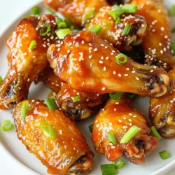 For this dish, you will need: - 2 pounds chicken wings These wings are the star of the show. Look for fresh, high-quality wings for the best flavor. To give your wings a tasty kick, gather: - 2 tablespoons baking powder - 1 teaspoon salt - 1 teaspoon black pepper - 1/2 teaspoon garlic powder - 1/2 teaspoon onion powder This mix helps to crisp the wings and adds great flavor. The baking powder is key for that crunchy texture we all love! For the sweet and spicy glaze, prepare: - 1/2 cup honey - 1/4 cup Sriracha sauce - 2 tablespoons soy sauce - 1 tablespoon rice vinegar This glaze brings the wings to life. The honey balances the heat from the Sriracha, making it perfect for everyone. You can adjust the Sriracha if you want more heat! To finish, garnish with sliced green onions and sesame seeds for extra flavor and a nice touch. First, you need to pat the chicken wings dry. Use paper towels to soak up any extra moisture. This step is key for crispy wings. Once dry, grab a large bowl. In this bowl, mix together the baking powder, salt, black pepper, garlic powder, and onion powder. Toss the wings in this spice mix until they are evenly coated. This will give them great flavor and help them crisp up nicely. Now it’s time to cook the wings. Preheat your air fryer to 400°F (200°C). This ensures even cooking. Place the wings in the air fryer basket in a single layer. Cook them for 25-30 minutes. Flip the wings halfway through to get them golden brown all over. When done, they should be crispy and have a nice golden color. While the wings cook, let’s make the honey Sriracha sauce. Take a small saucepan and set it over medium heat. Add the honey, Sriracha sauce, soy sauce, and rice vinegar. Stir this mixture well and bring it to a simmer. Let it cook for about 5-7 minutes. This allows the sauce to thicken. Once ready, take it off the heat. When the wings are done, you will toss them in this tasty sauce. To get those wings extra crispy, start by drying them well. Use paper towels to soak up moisture. This simple step helps the skin crisp up nicely in the air fryer. Next, don't skip the baking powder. It works wonders for a crunchy texture. Tossing the wings in the seasoning mix ensures even coverage. Lay them out in a single layer in the air fryer. Air needs space to flow for the best results. Flip them halfway through cooking for even crispiness. The balance of sweet and spicy is key. If you want more heat, add more Sriracha. For a sweeter taste, increase the honey. You can also play with soy sauce. Adding more gives a saltier kick. Taste the glaze as you cook it. Adjust the mix to fit your taste buds. Remember, you can always add more but can’t take it out. Serve these wings hot from the air fryer. They are perfect as a game day snack or party appetizer. Garnish with sliced green onions and sesame seeds for a fresh touch. Pair the wings with a cooling dip, like ranch or blue cheese. You can also serve them with crunchy veggies. Carrot and celery sticks go well with the flavors. Enjoy them with friends or family for a fun meal! {{image_2}} You can switch up the glaze for a fun twist. Try a BBQ sauce for a smoky flavor. You can also mix honey with lime juice for a citrus kick. For a sweet touch, use maple syrup instead of honey. Each glaze brings its own unique taste to the wings. If you want to change the seasoning, the options are endless. You can add smoked paprika for a deeper flavor. Or try chili powder for some heat. For a herby touch, combine dried thyme and oregano. These small changes can make your wings taste new and exciting. Want a vegetarian option? You can use cauliflower instead of chicken wings. Cut cauliflower into wing-sized pieces. Coat them with the same spice mix and bake in the air fryer. Toss them in the honey Sriracha glaze just like you would with chicken. This creates a tasty, plant-based dish that everyone can enjoy. After enjoying your honey Sriracha wings, store the leftovers in an airtight container. Make sure they cool to room temperature first. This keeps the wings fresh and tasty. You can keep them in the fridge for up to three days. Just remember, the sooner you eat them, the better they taste. To reheat your wings, use the air fryer for the best results. Set it to 350°F (175°C) and cook for about 5-7 minutes. This method keeps the wings crispy. You can also use an oven. Preheat to 350°F (175°C) and bake for about 10-15 minutes. If you prefer the microwave, be aware it may make them a bit soggy. If you want to store wings for a longer time, freezing is a great option. Place the cooled wings in a freezer-safe bag. Be sure to remove as much air as possible. They can last up to three months in the freezer. When you're ready to eat, thaw them in the fridge overnight before reheating. Enjoy your tasty wings anytime! To make the wings spicier, add more Sriracha sauce to the glaze. You can also mix in chili flakes or hot sauce. Toss the wings in the spicy glaze for a bold kick. Remember to taste as you go to find your perfect spice level. Yes, you can use frozen chicken wings. Just be sure to thaw them first. Pat them dry with paper towels to help them crisp up. You might need to add a few extra minutes to the cooking time. Always check that the wings are fully cooked before serving. Honey sriracha wings taste great with several dipping sauces. Try ranch dressing for a cool contrast. Blue cheese dressing also works well. You can even serve them with a light soy sauce for a savory touch. Each sauce adds a new flavor layer to the wings. You learned how to make tasty chicken wings with a honey sriracha glaze. We covered key ingredients, step-by-step cooking, and helpful tips for great wings. Don’t forget to explore fun variations and smart storage tips. Now you can impress friends with your cooking skills. Remember, you can always adjust flavors to match your taste. Enjoy your wings and share them with others. Happy cooking!