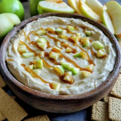 - 8 oz cream cheese, softened - 1 cup powdered sugar - 1 teaspoon vanilla extract - 1/2 cup caramel sauce - 1 medium apple, finely chopped - 1/4 teaspoon cinnamon - 1 cup whipped topping - Serving suggestions: graham crackers, apple slices This recipe is simple and uses common items. You need cream cheese for a rich base. Powdered sugar adds sweetness, which makes the dip delightful. Vanilla extract gives a warm flavor. The caramel sauce brings a sweet, sticky touch that you will love. I suggest using a medium apple. A Granny Smith works well, but pick your favorite. Finely chop it for a nice texture. Cinnamon adds warmth and spice, making the dip more interesting. Finally, whipped topping gives a light and fluffy feel. For serving, graham crackers are great for dipping. Apple slices also work well to keep it fresh and fruity. This mix of ingredients makes a tasty treat for any gathering! 1. Start by beating 8 ounces of softened cream cheese in a mixing bowl. Use an electric mixer to make it smooth. 2. Gradually add 1 cup of powdered sugar to the cream cheese. Mix until it is fully smooth. 3. Add 1 teaspoon of vanilla extract and blend it well into the mix. 1. Gently fold in 1 cup of whipped topping. This makes the dip light and fluffy. 2. In a small bowl, mix your chopped apple with 1/4 teaspoon of cinnamon and half of the 1/2 cup caramel sauce. This adds a sweet touch. 3. Carefully combine the apple mixture with the cream cheese dip until they blend well. 1. Transfer the dip to your favorite serving dish. 2. Drizzle the remaining caramel sauce over the top for extra flavor. 3. Serve it with graham crackers or apple slices for a tasty treat. - Alternatives for cream cheese: You can use Greek yogurt or dairy-free cream cheese. Both options create a creamy texture, and they add a unique taste. - Using different types of apples: Granny Smith apples add tartness, but you can use Fuji or Honeycrisp for sweetness. Each apple brings a new flavor twist. - Variations on whipped topping: If you want a lighter dip, try using whipped coconut cream. It gives a fun flavor without dairy. - Creative ways to enjoy the dip: Use graham crackers, sliced apples, or even pretzels for dipping. You can also serve it in small cups for easy sharing. - Pairing with beverages: This dip pairs well with apple cider or sparkling water. Try it with warm tea for a cozy touch. - Ideal situations for serving: Serve this dip at parties, picnics, or family game nights. It’s perfect for any gathering where you want to impress. - Adding nuts or chocolate: Chopped pecans or walnuts give a nice crunch. You can also sprinkle mini chocolate chips for a sweet touch. - Using homemade caramel sauce: Making your own caramel sauce adds richness. Just melt sugar and butter together for a quick version. - Flavor variations with spices: Consider adding nutmeg or ginger for an extra kick. These spices will elevate the dip and surprise your guests. {{image_2}} You can make this dip even more fun. Here are some ideas: - Peanut Butter Caramel Dip: Mix in 1/2 cup of peanut butter. It gives a nutty taste. - Chocolate Chip Cheesecake Dip: Add 1/2 cup of mini chocolate chips. It adds sweet bites. - Mixed Fruit Variations: Swap apples with other fruits. Try pears, strawberries, or bananas. They add fresh flavors. Change up the dip for special times of the year: - Fall-themed dips with pumpkin: Add 1/2 cup of pumpkin puree. It brings a warm, cozy flavor. - Holiday variations with spices: Mix in nutmeg or ginger. These spices give a festive twist. - Summer fruit twists: Use fresh berries. Blueberries or raspberries add bright colors and taste. You can still enjoy the dip while keeping it healthy: - Low-sugar or sugar-free options: Use sugar-free powdered sugar. This makes it sweeter without extra sugar. - Dairy-free cream cheese alternatives: Try almond or cashew cream cheese. They work well in this dip. - Gluten-free serving ideas: Serve with gluten-free crackers or sliced fruits. Everyone can enjoy it without worry. To keep your Minute Caramel Apple Cheesecake Dip fresh, chill it right away. Place it in a covered container. A glass or plastic bowl with a tight lid works best. Avoid letting it sit out at room temperature too long. This dip stays fresh for about three to four days in the fridge. Check for signs of spoilage. If you see any strange smells or changes in texture, it's time to toss it. You cannot freeze this dip without losing its nice texture. If you want to serve it again, take it out of the fridge and let it sit at room temperature for about 30 minutes. Stir it gently to bring back some creaminess before serving. Yes, you can prepare this dip ahead of time. Just mix all the ingredients and store it in the fridge. It stays fresh for up to two days. Cover it well to keep it from drying out. When ready to serve, just add the caramel sauce on top. Granny Smith apples are great for this dip. They add a nice tartness that balances the sweet flavors. You can also use Fuji or Honeycrisp apples for a sweeter taste. Just make sure to chop them finely. To make this dip healthier, use low-fat cream cheese and reduce the sugar. You can also swap out the whipped topping for Greek yogurt. This change adds protein and cuts down on calories. You can use less caramel sauce if you want to lower sugar too. Yes, you can use Greek yogurt or whipped coconut cream. Both add creaminess and flavor. If you want a nutty touch, try adding crushed nuts as a topping. Each option gives a twist to the dip. If you have leftover dip, store it in an airtight container in the fridge. It’s perfect as a spread on toast or bagels. You can also use it as a fruit dip for other fruits like pears or bananas. Get creative and enjoy it in different ways! This blog post shared a tasty creamy dip recipe using simple ingredients. You learned how to prepare and serve it perfectly. We explored tips for ingredient swaps and fun flavor variations. Don’t forget, you can make it healthier or adjust for dietary needs too. Enjoy this dip for snacks, parties, or just because. You now have all the tools to impress your friends and family with this easy treat!