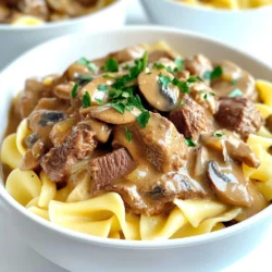 - 2 pounds beef chuck roast, cut into bite-sized pieces - 1 medium onion, diced - 3 cloves garlic, minced - 2 cups beef broth - 1 tablespoon Worcestershire sauce - 1 teaspoon dried thyme - 1 teaspoon paprika - 8 ounces mushrooms, sliced - 1 cup sour cream - 3 tablespoons flour - Salt and pepper to taste The beef chuck roast is key. It gives the dish its rich flavor. I love using onion and garlic for that aromatic base. Mushrooms add a nice texture and earthy taste. Seasoning helps tie everything together, making each bite burst with flavor. - Extra spices or herbs - Alternative meat options - Substitutions for dietary needs You can play with spices like rosemary or oregano. If you want different meat, try chicken or pork. For dietary needs, use gluten-free flour or dairy-free sour cream. These swaps keep the dish tasty for everyone. - Types of egg noodles to use - Cooking instructions for egg noodles - Serving suggestions for complementary sides I love wide egg noodles for this recipe. They soak up the sauce well. Cook them until they are al dente, about 8-10 minutes. Drain them and set aside. For sides, consider a simple salad or steamed veggies. They balance the richness of the stroganoff. Start by cutting the beef chuck roast into bite-sized pieces. I like to use about 2 pounds for a hearty meal. In a large bowl, season the pieces with salt and pepper. This step adds great flavor. Next, toss the beef in 3 tablespoons of flour. The flour helps thicken the sauce later on. Coat each piece well, but don’t overdo it. Now, it’s time to layer the ingredients in the slow cooker. First, place the beef at the bottom. This helps it cook evenly. Then, add diced onions, minced garlic, and sliced mushrooms. Pour in 2 cups of beef broth along with 1 tablespoon of Worcestershire sauce. Sprinkle in 1 teaspoon each of dried thyme and paprika. This will give it a nice depth of flavor. Mix all the ingredients well before covering the slow cooker. This step is key! It ensures all the flavors blend together as they cook. You can choose to cook your beef stroganoff on low or high. For the best flavor, I recommend the low setting for 6-8 hours. If you're in a hurry, the high setting for 3-4 hours works too. To check if the beef is ready, use a fork. It should be very tender and easily break apart. While the beef is cooking, prepare the egg noodles. Boil 12 ounces of egg noodles according to the package instructions. Make sure they are al dente, so they don’t get too soft. Drain them and set aside. Once the beef is tender, stir in 1 cup of sour cream. This adds creaminess to the dish. If the sauce seems too thick, add a little more beef broth. Serve the beef mixture over the cooked egg noodles. Garnish with chopped fresh parsley for a pop of color. Enjoy your meal! To make your beef stroganoff shine, adjust your seasonings. You can boost the flavor by adding more Worcestershire sauce or a splash of soy sauce. These will give a savory depth to the dish. If you like a bit of heat, try adding a pinch of red pepper flakes. For a richer beef flavor, sear the beef pieces in a pan before adding them to the slow cooker. This step builds great flavor and gives the dish a nice color. Don't skip this; it makes a big difference! Slow cooking is key for tender beef. Use chuck roast as it has the right fat content. This fat breaks down during cooking and keeps the meat juicy. Cut the beef into bite-sized pieces for even cooking. To avoid tough meat, don't rush the cooking process. Stick to the low setting for best results. If you choose the high setting, make sure to check the beef after three hours. It should be fork-tender when done. To achieve a creamy sauce, mix the sour cream in slowly. This helps it blend well without curdling. If your sauce is too thick, add more beef broth until it reaches the right consistency. If you want a dairy-free option, try using coconut milk or cashew cream instead of sour cream. These substitutes give a nice creamy texture without the dairy. {{image_2}} You can switch up the protein in beef stroganoff easily. If you want a lighter option, try chicken or turkey. Simply use the same cooking method. A chicken or turkey breast works well. For a vegetarian or vegan dish, replace the beef with hearty mushrooms or tofu. Use vegetable broth instead of beef broth for flavor. For those who avoid gluten, there are many gluten-free egg noodles. Look for brands made from rice or quinoa. They cook in a similar way to regular noodles. If you want a dairy-free sauce, use a plant-based sour cream or cashew cream. These options still give you a rich flavor. Want to add more veggies? Mushrooms are great, but you can also add spinach or bell peppers. They cook down nicely and add nutrients. If you like heat, try adding crushed red pepper or a dash of hot sauce. You can also swap Worcestershire sauce for soy sauce or coconut aminos for a different taste. To keep your beef stroganoff fresh, use airtight containers. Glass or plastic containers work best. Let the dish cool before sealing it. This helps keep moisture in. Store the leftovers in the fridge for up to four days. When reheating, use a gentle heat. The microwave works, but it can dry out the dish. Instead, warm it on the stove over low heat. Stir often to keep it creamy. If it looks too thick, add a splash of beef broth. This keeps the flavor rich and delicious. You can freeze beef stroganoff for later use. Place it in a freezer-safe container. Make sure to leave some space for expansion. It will stay good for about three months. When ready to eat, thaw it in the fridge overnight. Reheat it on the stove, stirring often to regain that smooth texture. Yes, you can make Slow Cooker Beef Stroganoff ahead of time. To prep in advance, follow these steps: - Cook the beef mixture: Prepare the beef and sauce as directed. Cool it and store it in a container. - Store separately: Keep the cooked egg noodles in a different container. This avoids sogginess. - Refrigerate: Store both parts in the fridge. They should stay fresh for up to 3 days. - Reheat before serving: Warm the beef mixture on the stove. Cook the noodles in boiling water until hot. To know when the beef is cooked, watch for these signs: - Tender texture: The beef should break apart easily when you poke it with a fork. - Color change: The meat should no longer look red or pink; it should be brown. - Time check: Cook on low for 6-8 hours or high for 3-4 hours. Yes, you can use other types of pasta. Here are some options: - Fettuccine: Cook for about 10-12 minutes. - Penne: Cook for about 11-13 minutes. - Rotini: Cook for about 9-11 minutes. Make sure to check the package instructions for the exact cooking time. Beef Stroganoff pairs well with several side dishes: - Steamed vegetables: Broccoli or green beans add color and nutrition. - Mashed potatoes: Creamy potatoes complement the sauce nicely. - Salad: A fresh garden salad adds crunch and balance. Yes, you can adjust the cooking time for smaller portions. Here’s how: - Reduce the beef: Use about 1 pound instead of 2 pounds. - Cook time: On low, reduce to 4-6 hours. On high, reduce to 2-3 hours. - Check for doneness: Always check tenderness with a fork. Adjust as needed. Beef Stroganoff is a hearty dish that brings comfort and flavor. We discussed the essential ingredients, steps to perfect cooking, and tips for tasty variations. You can customize it to fit your diet and enjoy leftovers with easy reheating methods. By choosing the right ingredients and cooking carefully, you’ll impress your family or friends. Keep experimenting until you find your favorite version. Enjoy your cooking journey and make this classic dish your own!