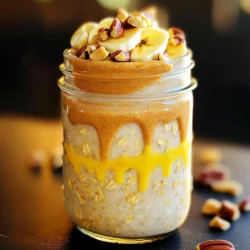 - 1 cup rolled oats - 1 ½ cups almond milk (or any milk of choice) - 1 tablespoon almond butter - 1 tablespoon chia seeds - 1 tablespoon maple syrup (or honey) - ½ teaspoon ground cinnamon - ½ teaspoon ground ginger - ¼ teaspoon cardamom - ¼ teaspoon vanilla extract - Pinch of salt - Sliced banana - Chopped nuts - Additional almond butter - Rolled oats: Great for fiber. They help keep you full. - Almond milk: Low in calories. It’s also rich in vitamins. - Almond butter: Provides healthy fats. It adds creaminess and flavor. - Chia seeds: Packed with omega-3s. They thicken the oats nicely. - Maple syrup: A natural sweetener. It adds a lovely flavor. - Ground cinnamon: Offers warmth. It is also good for blood sugar. - Ground ginger: Gives a spicy kick. It aids digestion too. - Cardamom: Adds a unique taste. It has antioxidant properties. - Vanilla extract: Enhances sweetness. It makes the dish smell amazing. - Salt: Balances flavors. A small pinch goes a long way. This mix brings both taste and nutrition to your bowl. Each ingredient plays a part in making your breakfast both delightful and healthy. Start by gathering your ingredients. You need rolled oats, almond milk, almond butter, chia seeds, maple syrup, and spices. In a large bowl, add 1 cup of rolled oats and 1 ½ cups of almond milk. Next, mix in 1 tablespoon of almond butter. This adds creaminess and flavor. Add 1 tablespoon of chia seeds for texture and nutrition. Now, sprinkle in ½ teaspoon of ground cinnamon and ½ teaspoon of ground ginger. These spices give a warm chai flavor that will wake up your taste buds. Then, add ¼ teaspoon of cardamom and ¼ teaspoon of vanilla extract. Finally, include a pinch of salt to balance the sweetness. Stir everything well until the almond butter blends in nicely with the other ingredients. Now it’s time to get ready for refrigeration. Take individual jars or containers with lids. Divide the oat mixture evenly among them. Make sure each jar has the same amount. This recipe serves two, so you should have two jars ready to go. Seal the jars tightly. Place them in the fridge overnight. This allows the oats to soak up the flavors and become creamy. In the morning, take your jars out of the fridge. Give the oats a good stir. If you like, add a splash of almond milk for a thinner consistency. Now, let’s make your bowl look appealing. Top your oats with sliced banana for sweetness. You can also add chopped nuts for crunch. A drizzle of almond butter on top makes it extra special. For a beautiful touch, layer the oats in a clear jar. This way, you can see the colorful toppings. Enjoy your chai spice almond butter overnight oats! To make your chai overnight oats pop, use spices wisely. Cinnamon adds warmth. Ginger gives a nice kick. Cardamom brings a unique sweetness. You can also try adding a pinch of nutmeg or cloves for extra flavor. Mix and match until you find your favorite blend. Remember, fresh spices are best. They bring out more flavor than old ones. Texture is key for overnight oats. Rolled oats are perfect for this recipe. They soak well and stay chewy. If you want creamier oats, add more almond milk. If you like them thicker, reduce the milk. Chia seeds also help with texture. They soak up liquid and make the oats creamier. Stir the oats well before you refrigerate them. This ensures even mixing. Store your overnight oats in airtight jars. This keeps them fresh and prevents spills. You can make a few jars at once for busy mornings. They last in the fridge for up to five days. If you want to save some for later, freezing is an option. Just be sure to leave space for expansion. Defrost overnight in the fridge before you eat. {{image_2}} You can change the almond butter to any nut butter you like. Peanut butter gives a rich taste. Cashew butter offers a creamy texture. Sunflower seed butter works well for nut allergies. Each nut butter adds its unique flavor. Simply swap it in the same amount, one tablespoon. If you want a different milk, try oat milk or coconut milk. Both options are creamy and tasty. Soy milk is also a great choice, packing in protein. Just use the same amount of milk, one and a half cups. Each choice will keep your oats delicious and dairy-free. To make your oats more filling, add protein powder or Greek yogurt. For protein powder, mix in one scoop. This helps boost your energy for the day. If you prefer Greek yogurt, stir in a half cup. It adds creaminess and makes your oats even tastier. After making your chai overnight oats, store them in airtight jars. This keeps them fresh and tasty. Always place the jars in the fridge. The oats will stay good for up to five days. If you add toppings, store them separately. This keeps the oats from getting soggy. You can freeze leftover overnight oats if you have extra. Use freezer-safe containers for this. Make sure to leave some space in the jar. Oats expand as they freeze. When you're ready to eat, thaw them in the fridge overnight. You can then heat them or enjoy them cold. For the best taste and safety, eat your oats within five days if stored in the fridge. If frozen, enjoy them within three months. Always check for any strange smells or colors before eating. If something seems off, it’s best to toss it. Keeping an eye on the storage time ensures your breakfast stays delicious and safe! Yes, you can make these oats vegan. Use almond milk or any plant-based milk. Maple syrup is also vegan, so you can sweeten your oats without any animal products. Just skip the honey if you want a fully vegan dish. You can store your overnight oats in the fridge for about five days. Just keep them in sealed jars. This way, they stay fresh and tasty. If you want to enjoy them later, just stir well before eating. If you don’t have chia seeds, you can use flaxseeds or hemp seeds. Both options provide a similar texture and some nutrition. You can also skip the seeds altogether, but your oats may not be as thick. Just remember, the seeds help bind the oats and add fiber. This blog post covered how to make delicious overnight oats. We explored the key ingredients and optional toppings. You learned step-by-step instructions, from mixing to serving. Tips and tricks improved flavor and texture. We discussed variations and storage to keep your oats fresh. In conclusion, overnight oats are simple, healthy, and adaptable. Enjoy experimenting with flavors and ingredients. Make them your own and delight in a nutritious meal each morning.