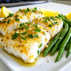 To make this delightful dish, you will need fresh and simple ingredients. Each one adds flavor and nutrition. Here’s what you need: - 4 cod fillets (6 oz each) - 1 lb fresh green beans, trimmed - 3 tablespoons olive oil - 4 cloves garlic, minced - Zest and juice of 2 lemons - 1 teaspoon dried oregano - 1 teaspoon smoked paprika - Salt and pepper to taste - Fresh parsley, chopped (for garnish) These ingredients work together to create a tasty meal. Cod fillets are mild and flaky. Green beans bring color and crunch. Olive oil helps everything roast nicely. Garlic adds a strong, savory taste. The lemon gives a bright, zesty kick. Oregano and smoked paprika round out the flavor. When you have all the ingredients ready, you can start cooking. Each step will be fun and quick. You will enjoy the process and the tasty results. First, set your oven to 400°F (200°C). This high heat helps cook the cod and green beans well. While the oven warms up, you can prep your pan. In a small bowl, mix three tablespoons of olive oil with four minced garlic cloves. Add the zest and juice of two lemons to this mix. Then, toss in one teaspoon each of dried oregano and smoked paprika. Don’t forget to add salt and pepper to taste. This mix will add a zesty kick to your dish! Take a large sheet pan and line it with parchment paper. Place the four cod fillets on one side of the pan. Use half of the lemon garlic mixture to brush over the cod. On the other side, lay out one pound of trimmed green beans. Drizzle the rest of the lemon garlic mix over the green beans and toss to coat them well. Now, put the sheet pan in the oven. Roast everything for about 15 to 20 minutes. The cod should be flaky, and the green beans should be tender, yet still crisp. Check the cod with a fork to see if it's done. When ready, take the pan out and sprinkle chopped fresh parsley on top. Serve right away with extra lemon wedges if you like. Enjoy your meal! To ensure your cod stays flaky, start with fresh fillets. Fresh fish has a bright color and a slight sea smell. When cooking, don't overdo the time. Cod cooks quickly. Aim for 15 to 20 minutes at 400°F (200°C). Check for doneness by gently flaking the fish with a fork. If it flakes easily, it’s done! Trimming green beans is simple. Hold a handful and line up the ends. Cut off the tough tips with a sharp knife. You can also snap them off by hand. This method is quick and fun! Rinse the beans under cool water to remove dirt. Dry them with a towel before cooking. Feel free to swap ingredients for new flavors. Instead of cod, try salmon or tilapia. For a twist, use asparagus or broccoli instead of green beans. You can also add spices like cumin or chili powder for heat. Experimenting keeps meals exciting and fresh! {{image_2}} You can swap the green beans for other veggies. Try using asparagus, broccoli, or bell peppers. These add color and nutrition. Just remember to cut them to similar sizes for even cooking. When you roast them, they will soak up that lemon garlic goodness. This makes each bite fresh and tasty. If you want to change the protein, you can use salmon or chicken. Both work well with the lemon garlic sauce. Make sure to adjust the cooking time based on the thickness of the fish or meat. Salmon cooks faster than cod, while chicken may need more time. Always check for doneness with a fork. You can boost the sauce's flavor easily. Add a pinch of red pepper flakes for heat. If you love herbs, try adding thyme or rosemary. These herbs enhance the taste and aroma. You can also add a splash of white wine for a gourmet flair. Each change makes the dish unique and exciting. Store any leftovers in an airtight container. Make sure to cool the cod and green beans first. Place them in the fridge if you plan to eat them within three days. This keeps them fresh and tasty. When stored correctly, the flavors will still shine through. To reheat the cod and green beans, use the oven for best results. Preheat it to 350°F (175°C). Place the cod and green beans on a baking sheet. Heat them for about 10-15 minutes. This warms them evenly while keeping the fish flaky. You can also use the microwave if you are in a rush. Just heat them for 1-2 minutes, but be careful not to overcook. For longer storage, you can freeze leftovers. First, let the cod and green beans cool completely. Then, wrap them tightly in plastic wrap or foil. Place the wrapped food in a freezer-safe bag or container. They will stay good for up to three months. When you’re ready to eat, thaw them overnight in the fridge before reheating. You can tell if cod is cooked when it flakes easily. Use a fork to check. The fish should look opaque and white. If it is still translucent, it needs more time. The cooking time for cod is about 15-20 minutes at 400°F (200°C). However, this can change based on the thickness of the fillets. Always check to ensure it is safe to eat. Yes, you can use frozen cod fillets. Just remember to thaw them first. You can do this in the fridge overnight or quickly in cold water. Once thawed, prepare them just like fresh cod. The cooking time might be a bit longer, so keep an eye on them. Sheet-pan lemon garlic cod and green beans pair well with many sides. You can serve it with rice, quinoa, or a fresh salad. Garlic bread or crusty rolls also make a great addition. For a lighter option, serve it with steamed vegetables. The bright flavors of the cod and beans work well with any of these sides. This recipe uses simple ingredients like cod and green beans for a delicious meal. I've shared easy steps to prepare it and tips for perfect results. You can swap in different veggies or proteins for variety, keeping meals exciting. Store leftovers right to enjoy later. Remember, fresh flavors matter most for the best taste. With this guide, you can enjoy a tasty and healthy dinner any night. Happy cooking!