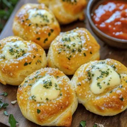 - 1 pound refrigerated pizza dough - 1 cup shredded mozzarella cheese - 4 tablespoons unsalted butter, melted - 3 cloves garlic, minced - 1 tablespoon fresh parsley, chopped (or 1 teaspoon dried) - 1 tablespoon fresh basil, chopped (or 1 teaspoon dried) - 1 teaspoon Italian seasoning - Salt and pepper to taste - Grated Parmesan cheese for topping (optional) Cheesy herbed garlic knots start with simple and fresh ingredients. First, I use 1 pound of refrigerated pizza dough. This saves time and makes cooking easier. Next, I grab 1 cup of shredded mozzarella cheese. This cheese melts beautifully and adds the gooey texture we love. Then, I measure out 4 tablespoons of unsalted butter, melted. This butter brings richness and flavor to our garlic knots. For the herbs and seasonings, I pick 3 cloves of minced garlic, which give a nice kick. I also add 1 tablespoon of fresh parsley and 1 tablespoon of fresh basil, or their dried versions if I’m in a pinch. Lastly, I sprinkle in 1 teaspoon of Italian seasoning for that classic taste. Don't forget to add salt and pepper to taste. If you want extra flavor, consider grated Parmesan cheese on top. This adds a lovely finishing touch to your knots. With these ingredients, you’re ready to make the most delicious cheesy herbed garlic knots! - Preheat your oven to 400°F (200°C) and line a baking sheet with parchment paper. - On a floured surface, roll out the pizza dough into a rectangular shape, about 1/2 inch thick. This helps create a nice texture for your knots. - Cut the dough into strips, about 1 inch wide. - Take each strip and stretch it a bit. Tie it into a knot. Repeat this with all strips and place the knots on the prepared baking sheet. They should look cute and ready to bake! - In a bowl, mix the melted butter, minced garlic, chopped parsley, chopped basil, Italian seasoning, salt, and pepper. This mix gives the knots amazing flavor. - Brush this garlic herb butter mixture generously over the knots. Don’t forget to save some for later! - Bake the knots in the preheated oven for 15 to 20 minutes. They should turn golden brown. - Once they are out of the oven, brush the knots with any leftover garlic herb butter. If you want, sprinkle grated Parmesan on top for extra cheesiness. These knots will be hard to resist! To make great cheesy herbed garlic knots, the dough needs the right thickness. Roll the pizza dough to about 1/2 inch thick. This gives you a soft, chewy knot. If the dough is too thin, it may not hold together. Fill each knot with mozzarella cheese, but be careful not to overfill. Too much cheese can make the knots burst during baking. A little goes a long way in keeping them intact and delicious. These knots taste best when warm. Serve them with a small bowl of marinara sauce for dipping. The rich tomato sauce adds a nice zing. For extra flavor, sprinkle fresh herbs on top before serving. This adds a pop of color and freshness. When baking, check the knots for doneness after 15 minutes. They should be golden brown and smell amazing. If they need more time, check every few minutes. Let the knots cool for a few minutes before serving. This helps the cheese set a bit. If you serve them too hot, the cheese might ooze out. Enjoy serving these tasty bites at home or at parties! {{image_2}} You can change the cheese in these knots. Try using cheddar for a sharp flavor. Gouda adds a smoky taste. For a rich twist, add cream cheese inside the knots. It makes them creamy and delicious. Herbs can change the taste of your knots. You can use thyme for a fresh flavor. Oregano brings a warm, earthy note. Rosemary adds a strong scent. You can also try pre-mixed Italian seasoning for ease. This blend saves time and adds great flavor. Want more flavor? Add sun-dried tomatoes for a sweet touch. Chopped olives can add a salty kick. For a spicy bite, mix in red pepper flakes. These add-ins make your knots unique and tasty. To keep your cheesy herbed garlic knots fresh, cool them first. Let them sit at room temperature for about 30 minutes. Then, store them in the fridge. Use an airtight container to keep them from drying out. You can also wrap them tightly in plastic wrap. This helps maintain their soft texture. When it comes to reheating, you have two good options: the microwave or the oven. The microwave is quick but can make the knots chewy. For better results, use the oven. Preheat it to 350°F (175°C). Place the knots on a baking sheet and heat for about 10 minutes. This keeps them crispy on the outside and soft inside. You can freeze the knots before or after baking. If freezing before baking, shape the knots and place them on a baking sheet. Freeze them for a few hours, then transfer to a freezer bag. To freeze after baking, let them cool completely. Place them in a freezer-safe container, separating layers with parchment paper. When you want to eat the frozen knots, thaw them in the fridge overnight and reheat as mentioned above. Yes, you can use homemade pizza dough for these knots. Homemade dough offers a fresh taste and a personal touch. If you make your dough, keep these tips in mind: - Use your favorite pizza dough recipe. - Ensure the dough rises well for a fluffy texture. - Roll it out to about 1/2 inch thick, just like store-bought dough. To make these knots gluten-free, choose a good gluten-free pizza dough. Many brands make gluten-free dough that works well. You can also make your own using gluten-free flour. Here are some options: - Look for gluten-free pizza dough at your local store. - Use a mix of almond flour and tapioca flour for homemade dough. - Check the dough for good texture to ensure it bakes well. These cheesy herbed garlic knots pair well with many dishes. Here are some tasty options: - Serve with marinara sauce for dipping. - Pair with a fresh salad for a light meal. - Enjoy alongside pasta dishes for a hearty feast. - Add them to a cheese board for fun snacks. These cheesy herbed garlic knots are a treat. We explored the ingredients, from dough to toppings. You learned how to make, shape, and bake these tasty snacks. Plus, I shared tips for perfecting texture and suggested serving ideas. Remember, you can customize flavors with different cheeses and herbs. Store leftovers well or freeze for later. With these easy steps, enjoy warm knots anytime. Now, get cooking and treat yourself to this delicious delight!