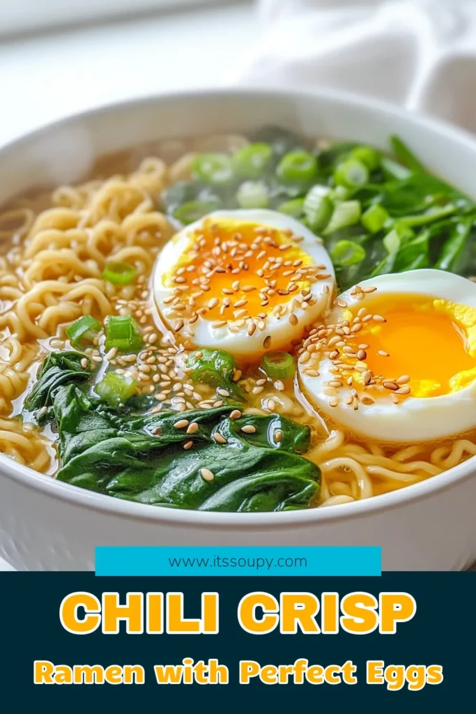 Craving a delicious and quick meal? Try this Minute Chili Crisp Ramen with Jammy Eggs! Simple to make in just 20 minutes, this recipe combines savory broth, soft jammy eggs, and spicy chili crisp to elevate your instant ramen experience. Perfect for lunch or dinner, this dish is comforting and packed with flavor. Click through to get the full recipe and delight your taste buds today! #RamenRecipes #QuickMeals #ChiliCrisp #JammyEggs