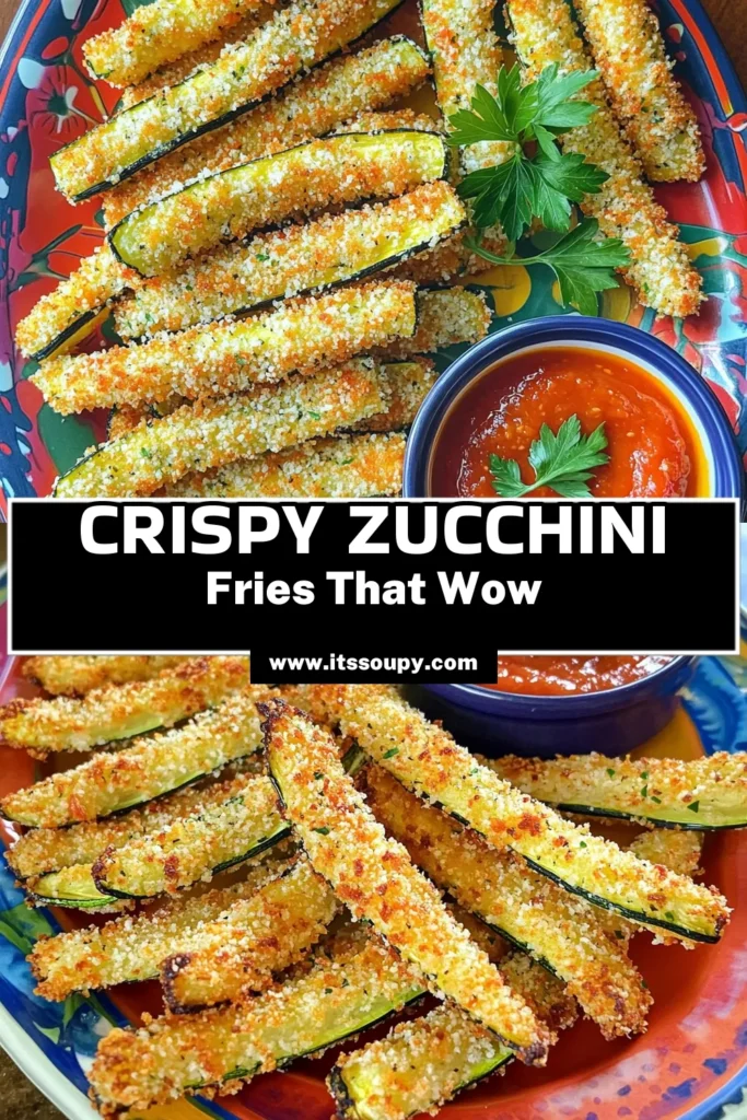 Enjoy a deliciously crispy snack with these Crispy Parmesan Zucchini Fries! This easy recipe will guide you through coating fresh zucchini in a flavorful mix of breadcrumbs, Parmesan, and seasonings before baking them to perfection. Perfect for a healthy appetizer or a fun side dish, these zucchini fries are sure to impress. Click to explore the full recipe and elevate your snacking game! #ZucchiniFries #HealthySnacks #Appetizers #BakingRecipes