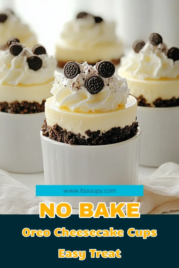 Indulge in these mouthwatering Delicious No Bake Oreo Cheesecake Cups! With just a few simple ingredients like Oreo cookies, cream cheese, and whipped cream, you can whip up a delectable treat that's perfect for any occasion. These individual cheesecake cups are easy to make and will impress your family and friends. Click to explore this easy recipe and satisfy your sweet tooth today! #OreoCheesecake #NoBakeDesserts #DessertRecipes #SweetTreats