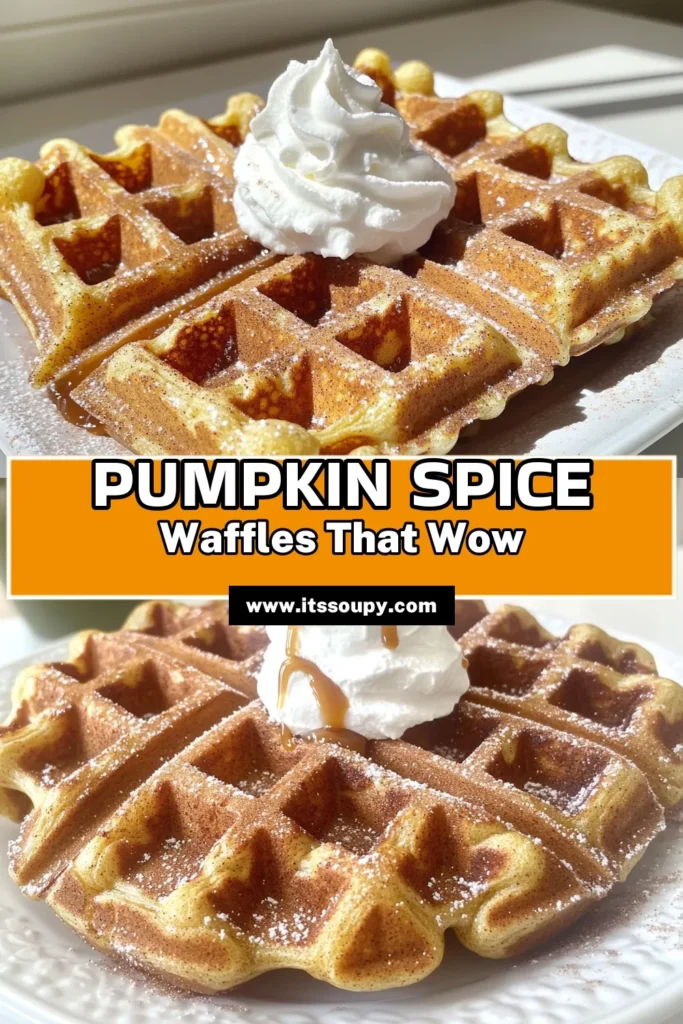 Delight in the flavors of fall with these irresistible Pumpkin Spice Churro Waffles! Made with simple ingredients, these delicious waffles are coated in a sweet cinnamon-sugar blend for the perfect treat. Serve warm with whipped cream and caramel for a cozy dessert. Get the full recipe now and make your breakfast extraordinary! Click to explore this tasty treat now! #PumpkinSpice #WaffleRecipes #FallBaking #DessertLovers