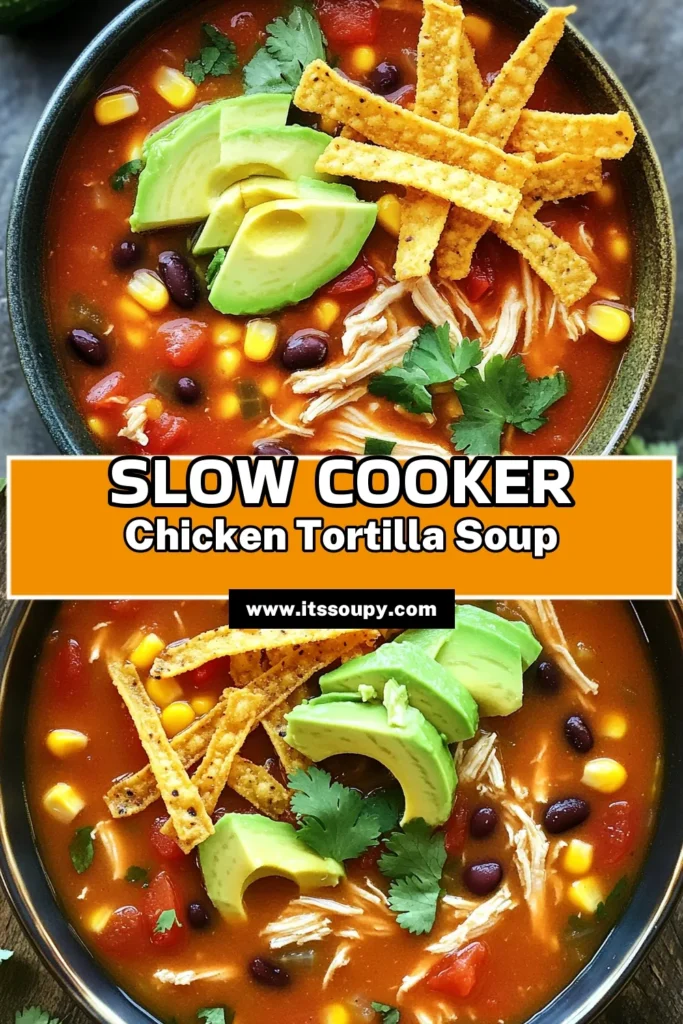 Warm up your meal routine with this Hearty Slow Cooker Chicken Tortilla Soup! Packed with tender chicken, black beans, corn, and zesty spices, it’s the perfect comfort food for any day. Just toss in the ingredients, let the slow cooker do the magic, and enjoy a delicious bowl topped with crispy tortilla strips and fresh avocado. Ready to savor this delightful recipe? Click through to discover how easy it is to create a flavorful homemade soup!