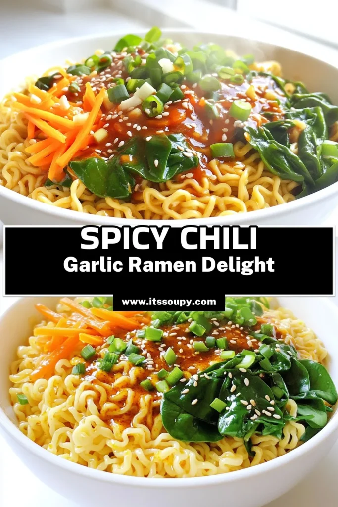 Spice up your weeknight dinners with these irresistible Chili Garlic Ramen Noodles! This quick and easy recipe combines fresh ramen, aromatic garlic, and a kick of chili paste for a flavorful experience. In just 20 minutes, you can enjoy a delicious dish packed with veggies and spice. Ready to impress? Click through for the full recipe and start cooking today! #RamenNoodles #SpicyRecipes #EasyDinner #ChiliGarlic